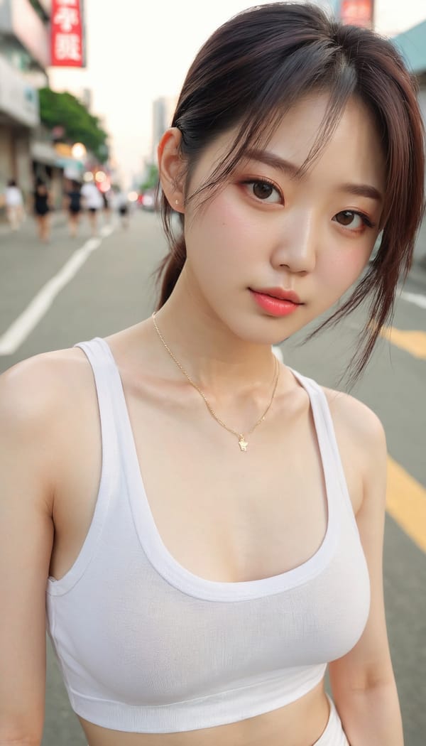 Tags: 21872187, SDXL
{"3": {"inputs": {"seed": 885182249083951, "steps": 64, "cfg": 6.05, "sampler_name": "dpmpp_2m", "scheduler": "karras", "denoise": 1.0, "model": ["27", 0], "positive": ["6", 0], "negative": ["7", 0], "latent_image": ["5", 0]}, "class_type": "KSampler"}, "4": {"inputs": {"ckpt_name": "juggernautxl.safetensors"}, "class_type": "CheckpointLoaderSimple"}, "5": {"inputs": {"width": 768, "height": 1344, "batch_size": 1}, "class_type": "EmptyLatentImage"}, "6": {"inputs": {"text": "26 year old girl, (korean:1.10), (pale skin:1.02), (detailed face:1.07), (seductive pose:1.12), (cute:1.06), (double eyelids:1.02), (idol:1.07), (seductive facial expression:0.96), (blush:1.11), (sexy lips:0.99), (slim:1.14), (beautiful eyes:1.06), (perky ass:1.03), (exposed ass:0.97), (looking back:0.98), (sexy ass:1.13), (thigh gap:1.00), (white tanktop:1.11), busy street, (natural looking skin:1.08), (film:1.03), (soft lighting:1.03), (skin fuzz:1.02), (detailed skin:1.04), (RAW:1.03), (candid cinema:1.05), (textured skin:1.01)", "clip": ["27", 1]}, "class_type": "CLIPTextEncode"}, "7": {"inputs": {"text": "(twisted:1.05), (watermark:1.11), (worst quality:1.07), (distorted:1.10), (open mouth:1.12), (low resolution:1.10), (bad hands:1.07)", "clip": ["27", 1]}, "class_type": "CLIPTextEncode"}, "8": {"inputs": {"samples": ["3", 0], "vae": ["4", 2]}, "class_type": "VAEDecode"}, "25": {"inputs": {"lora_name": "nudify_xl.safetensors", "strength_model": 0.08, "strength_clip": 0.37, "model": ["4", 0], "clip": ["4", 1]}, "class_type": "LoraLoader"}, "26": {"inputs": {"lora_name": "shirtlift_SDXL_v2.safetensors", "strength_model": 0.08, "strength_clip": 0.1, "model": ["25", 0], "clip": ["25", 1]}, "class_type": "LoraLoader"}, "27": {"inputs": {"lora_name": "PerfectEyesXL.safetensors", "strength_model": 0.02, "strength_clip": 0.04, "model": ["26", 0], "clip": ["26", 1]}, "class_type": "LoraLoader"}, "30": {"inputs": {"model_name": "4x_NMKD-Superscale-SP_178000_G.pth"}, "class_type": "UpscaleModelLoader"}, "31": {"inputs": {"upscale_model": ["30", 0], "image": ["8", 0]}, "class_type": "ImageUpscaleWithModel"}, "32": {"inputs": {"upscale_method": "lanczos", "scale_by": 0.5, "image": ["31", 0]}, "class_type": "ImageScaleBy"}, "33": {"inputs": {"pixels": ["32", 0], "vae": ["4", 2]}, "class_type": "VAEEncode"}, "34": {"inputs": {"seed": 885182249083951, "steps": 64, "cfg": 6.05, "sampler_name": "dpmpp_2m", "scheduler": "karras", "denoise": 0.3, "model": ["27", 0], "positive": ["6", 0], "negative": ["7", 0], "latent_image": ["33", 0]}, "class_type": "KSampler"}, "36": {"inputs": {"samples": ["34", 0], "vae": ["4", 2]}, "class_type": "VAEDecode"}, "39": {"inputs": {"filename_prefix": "comfyapi-1716213697093", "images": ["36", 0]}, "class_type": "SaveImage"}}