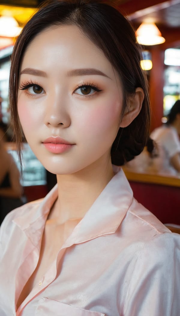 Tags: 21872187, SDXL
{"3": {"inputs": {"seed": 631326845231078, "steps": 64, "cfg": 6.25, "sampler_name": "dpmpp_2m", "scheduler": "karras", "denoise": 1.0, "model": ["27", 0], "positive": ["6", 0], "negative": ["7", 0], "latent_image": ["5", 0]}, "class_type": "KSampler"}, "4": {"inputs": {"ckpt_name": "juggernautxl.safetensors"}, "class_type": "CheckpointLoaderSimple"}, "5": {"inputs": {"width": 768, "height": 1344, "batch_size": 1}, "class_type": "EmptyLatentImage"}, "6": {"inputs": {"text": "24 year old girl, (double eyelids:1.06), (blush:0.98), (slim:0.97), (idol:0.96), (pale skin:1.12), (sexy lips:1.07), (seductive facial expression:1.11), (eyelashes:1.09), (seductive pose:1.05), (temptress:1.14), (detailed face:1.06), (cute:1.09), (beautiful eyes:1.09), (perky ass:0.95), (exposed ass:0.97), (looking back:1.11), (sexy ass:1.03), (thigh gap:1.03), (a waitress in uniform:0.99) working at a restaurant, (portra:1.07), (film:1.08), (natural looking skin:1.08), (skin fuzz:1.01), (RAW:1.02), (detailed skin:1.03), (candid cinema:1.06), (textured skin:1.08), (soft lighting:1.03)", "clip": ["27", 1]}, "class_type": "CLIPTextEncode"}, "7": {"inputs": {"text": "(bad hands:1.09), (open mouth:1.12), (distorted:1.06), (twisted:1.14), (watermark:1.13), (low resolution:1.10), (worst quality:1.14)", "clip": ["27", 1]}, "class_type": "CLIPTextEncode"}, "8": {"inputs": {"samples": ["3", 0], "vae": ["4", 2]}, "class_type": "VAEDecode"}, "25": {"inputs": {"lora_name": "nudify_xl.safetensors", "strength_model": 0.01, "strength_clip": 0.03, "model": ["4", 0], "clip": ["4", 1]}, "class_type": "LoraLoader"}, "26": {"inputs": {"lora_name": "shirtlift_SDXL_v2.safetensors", "strength_model": 0.11, "strength_clip": 0.03, "model": ["25", 0], "clip": ["25", 1]}, "class_type": "LoraLoader"}, "27": {"inputs": {"lora_name": "PerfectEyesXL.safetensors", "strength_model": 0.0, "strength_clip": 0.07, "model": ["26", 0], "clip": ["26", 1]}, "class_type": "LoraLoader"}, "30": {"inputs": {"model_name": "4x_NMKD-Superscale-SP_178000_G.pth"}, "class_type": "UpscaleModelLoader"}, "31": {"inputs": {"upscale_model": ["30", 0], "image": ["8", 0]}, "class_type": "ImageUpscaleWithModel"}, "32": {"inputs": {"upscale_method": "lanczos", "scale_by": 0.5, "image": ["31", 0]}, "class_type": "ImageScaleBy"}, "33": {"inputs": {"pixels": ["32", 0], "vae": ["4", 2]}, "class_type": "VAEEncode"}, "34": {"inputs": {"seed": 631326845231078, "steps": 64, "cfg": 6.25, "sampler_name": "dpmpp_2m", "scheduler": "karras", "denoise": 0.3, "model": ["27", 0], "positive": ["6", 0], "negative": ["7", 0], "latent_image": ["33", 0]}, "class_type": "KSampler"}, "36": {"inputs": {"samples": ["34", 0], "vae": ["4", 2]}, "class_type": "VAEDecode"}, "39": {"inputs": {"filename_prefix": "comfyapi-1724847896441", "images": ["36", 0]}, "class_type": "SaveImage"}}