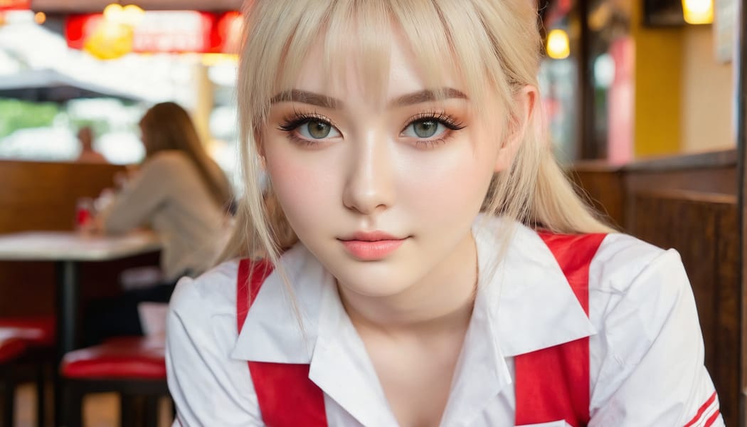 Tags: 21872187, SDXL
{"3": {"inputs": {"seed": 198073073854895, "steps": 32, "cfg": 6.14, "sampler_name": "dpmpp_2m", "scheduler": "karras", "denoise": 1.0, "model": ["27", 0], "positive": ["6", 0], "negative": ["7", 0], "latent_image": ["5", 0]}, "class_type": "KSampler"}, "4": {"inputs": {"ckpt_name": "juggernautxl.safetensors"}, "class_type": "CheckpointLoaderSimple"}, "5": {"inputs": {"width": 1344, "height": 768, "batch_size": 1}, "class_type": "EmptyLatentImage"}, "6": {"inputs": {"text": "19 year old girl, (blush:1.13), (seductive facial expression:0.97), (detailed face:1.05), (temptress:1.10), (eyelashes:1.03), (seductive pose:0.95), (pale skin:0.95), (cute:1.03), (beautiful eyes:0.96), (double eyelids:1.09), (idol:1.00), (sexy lips:0.95), (in a seductive pose:1.03), (large perky breasts:1.13), (cleavage:1.00), (thigh gap:1.12), (a waitress in uniform:1.12) working at a restaurant, (RAW:1.09), (skin fuzz:1.03), (natural looking skin:1.07), (soft lighting:1.09), (detailed skin:1.09), (film:1.09), (portra:1.02), (textured skin:1.02), (candid cinema:1.05)", "clip": ["27", 1]}, "class_type": "CLIPTextEncode"}, "7": {"inputs": {"text": "(open mouth:1.09), (twisted:1.07), (worst quality:1.08), (bad hands:1.12), (watermark:1.09), (low resolution:1.09), (distorted:1.07)", "clip": ["27", 1]}, "class_type": "CLIPTextEncode"}, "8": {"inputs": {"samples": ["3", 0], "vae": ["4", 2]}, "class_type": "VAEDecode"}, "25": {"inputs": {"lora_name": "nudify_xl.safetensors", "strength_model": 0.14, "strength_clip": 0.0, "model": ["4", 0], "clip": ["4", 1]}, "class_type": "LoraLoader"}, "26": {"inputs": {"lora_name": "shirtlift_SDXL_v2.safetensors", "strength_model": 0.1, "strength_clip": 0.13, "model": ["25", 0], "clip": ["25", 1]}, "class_type": "LoraLoader"}, "27": {"inputs": {"lora_name": "PerfectEyesXL.safetensors", "strength_model": 0.02, "strength_clip": 0.02, "model": ["26", 0], "clip": ["26", 1]}, "class_type": "LoraLoader"}, "30": {"inputs": {"model_name": "4x_NMKD-Superscale-SP_178000_G.pth"}, "class_type": "UpscaleModelLoader"}, "31": {"inputs": {"upscale_model": ["30", 0], "image": ["8", 0]}, "class_type": "ImageUpscaleWithModel"}, "32": {"inputs": {"upscale_method": "lanczos", "scale_by": 0.5, "image": ["31", 0]}, "class_type": "ImageScaleBy"}, "33": {"inputs": {"pixels": ["32", 0], "vae": ["4", 2]}, "class_type": "VAEEncode"}, "34": {"inputs": {"seed": 198073073854895, "steps": 32, "cfg": 6.14, "sampler_name": "dpmpp_2m", "scheduler": "karras", "denoise": 0.3, "model": ["27", 0], "positive": ["6", 0], "negative": ["7", 0], "latent_image": ["33", 0]}, "class_type": "KSampler"}, "36": {"inputs": {"samples": ["34", 0], "vae": ["4", 2]}, "class_type": "VAEDecode"}, "39": {"inputs": {"filename_prefix": "comfyapi-1730510836367", "images": ["36", 0]}, "class_type": "SaveImage"}}