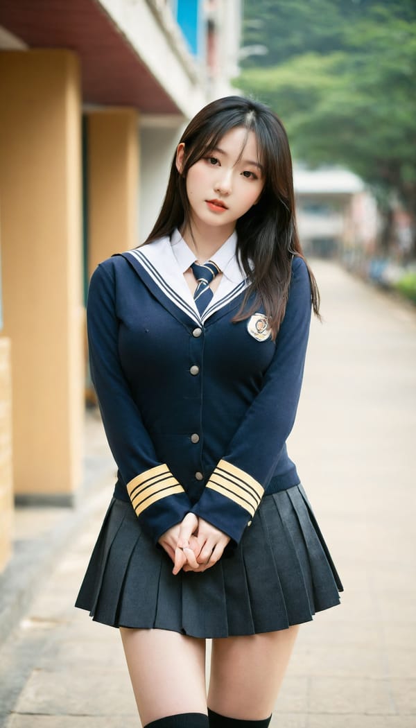 Tags: 21872187, SDXL
{"3": {"inputs": {"seed": 326749782974084, "steps": 32, "cfg": 7.98, "sampler_name": "dpmpp_2m", "scheduler": "karras", "denoise": 1.0, "model": ["27", 0], "positive": ["6", 0], "negative": ["7", 0], "latent_image": ["5", 0]}, "class_type": "KSampler"}, "4": {"inputs": {"ckpt_name": "leosamsHelloworldSDXL_helloworldSDXL32DPO.safetensors"}, "class_type": "CheckpointLoaderSimple"}, "5": {"inputs": {"width": 768, "height": 1344, "batch_size": 1}, "class_type": "EmptyLatentImage"}, "6": {"inputs": {"text": "24 year old girl, (korean:1.04), (temptress:1.11), (pale skin:1.08), (slim:1.02), (eyelashes:1.01), (idol:0.99), (sexy lips:0.97), (seductive pose:1.13), (beautiful eyes:1.10), (seductive facial expression:1.01), (detailed face:0.99), (blush:1.10), (cute:0.97), (in a seductive pose:1.00), (large perky breasts:1.09), (cleavage:1.13), (thigh gap:1.13), (school uniform:1.14), choker, busy street, (soft lighting:1.03), (textured skin:1.06), (natural looking skin:1.09), (film:1.01), (portra:1.09), (skin fuzz:1.04), (RAW:1.02), (detailed skin:1.04), (candid cinema:1.08)", "clip": ["27", 1]}, "class_type": "CLIPTextEncode"}, "7": {"inputs": {"text": "(low resolution:1.14), (worst quality:1.10), (bad hands:1.06), (watermark:1.08), (twisted:1.09), (distorted:1.06), (open mouth:1.11)", "clip": ["27", 1]}, "class_type": "CLIPTextEncode"}, "8": {"inputs": {"samples": ["3", 0], "vae": ["4", 2]}, "class_type": "VAEDecode"}, "25": {"inputs": {"lora_name": "nudify_xl.safetensors", "strength_model": 0.37, "strength_clip": 0.28, "model": ["4", 0], "clip": ["4", 1]}, "class_type": "LoraLoader"}, "26": {"inputs": {"lora_name": "shirtlift_SDXL_v2.safetensors", "strength_model": 0.13, "strength_clip": 0.05, "model": ["25", 0], "clip": ["25", 1]}, "class_type": "LoraLoader"}, "27": {"inputs": {"lora_name": "PerfectEyesXL.safetensors", "strength_model": 0.18, "strength_clip": 0.08, "model": ["26", 0], "clip": ["26", 1]}, "class_type": "LoraLoader"}, "30": {"inputs": {"model_name": "4x_NMKD-Superscale-SP_178000_G.pth"}, "class_type": "UpscaleModelLoader"}, "31": {"inputs": {"upscale_model": ["30", 0], "image": ["8", 0]}, "class_type": "ImageUpscaleWithModel"}, "32": {"inputs": {"upscale_method": "lanczos", "scale_by": 0.5, "image": ["31", 0]}, "class_type": "ImageScaleBy"}, "33": {"inputs": {"pixels": ["32", 0], "vae": ["4", 2]}, "class_type": "VAEEncode"}, "34": {"inputs": {"seed": 326749782974084, "steps": 32, "cfg": 7.98, "sampler_name": "dpmpp_2m", "scheduler": "karras", "denoise": 0.3, "model": ["27", 0], "positive": ["6", 0], "negative": ["7", 0], "latent_image": ["33", 0]}, "class_type": "KSampler"}, "36": {"inputs": {"samples": ["34", 0], "vae": ["4", 2]}, "class_type": "VAEDecode"}, "39": {"inputs": {"filename_prefix": "comfyapi-1707788493923", "images": ["36", 0]}, "class_type": "SaveImage"}}