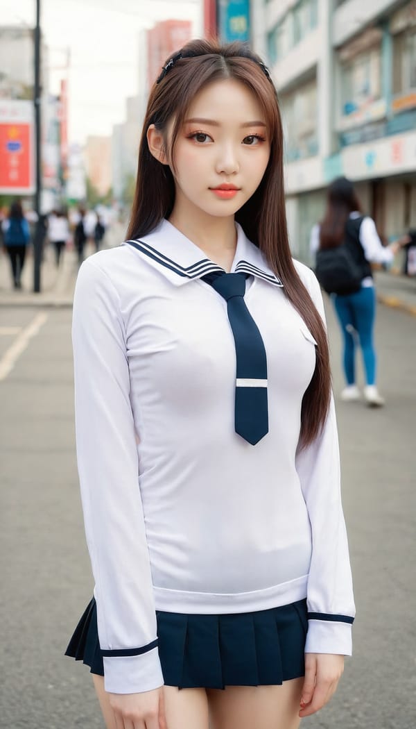 Tags: 21872187, SDXL
{"3": {"inputs": {"seed": 482682860512803, "steps": 64, "cfg": 6.32, "sampler_name": "dpmpp_2m", "scheduler": "karras", "denoise": 1.0, "model": ["27", 0], "positive": ["6", 0], "negative": ["7", 0], "latent_image": ["5", 0]}, "class_type": "KSampler"}, "4": {"inputs": {"ckpt_name": "juggernautxl.safetensors"}, "class_type": "CheckpointLoaderSimple"}, "5": {"inputs": {"width": 768, "height": 1344, "batch_size": 1}, "class_type": "EmptyLatentImage"}, "6": {"inputs": {"text": "19 year old girl, (korean:1.07), (russian:1.11), (blush:1.04), (pale skin:1.11), (cute:1.00), (double eyelids:0.98), (sexy lips:1.02), (detailed face:0.99), (eyelashes:1.06), (idol:1.13), (temptress:0.98), (seductive pose:1.10), (seductive facial expression:1.08), (slim:0.98), (beautiful eyes:0.96), (perky ass:1.08), (exposed ass:0.95), (looking back:0.95), (sexy ass:1.10), (thigh gap:1.08), (school uniform:1.04), choker, busy street, (skin fuzz:1.09), (RAW:1.04), (natural looking skin:1.09), (portra:1.07), (candid cinema:1.00), (film:1.00), (textured skin:1.03), (soft lighting:1.09), (detailed skin:1.01)", "clip": ["27", 1]}, "class_type": "CLIPTextEncode"}, "7": {"inputs": {"text": "(distorted:1.14), (worst quality:1.05), (open mouth:1.12), (watermark:1.14), (bad hands:1.07), (low resolution:1.07), (twisted:1.07)", "clip": ["27", 1]}, "class_type": "CLIPTextEncode"}, "8": {"inputs": {"samples": ["3", 0], "vae": ["4", 2]}, "class_type": "VAEDecode"}, "25": {"inputs": {"lora_name": "nudify_xl.safetensors", "strength_model": 0.36, "strength_clip": 0.34, "model": ["4", 0], "clip": ["4", 1]}, "class_type": "LoraLoader"}, "26": {"inputs": {"lora_name": "shirtlift_SDXL_v2.safetensors", "strength_model": 0.1, "strength_clip": 0.11, "model": ["25", 0], "clip": ["25", 1]}, "class_type": "LoraLoader"}, "27": {"inputs": {"lora_name": "PerfectEyesXL.safetensors", "strength_model": 0.06, "strength_clip": 0.13, "model": ["26", 0], "clip": ["26", 1]}, "class_type": "LoraLoader"}, "30": {"inputs": {"model_name": "4x_NMKD-Superscale-SP_178000_G.pth"}, "class_type": "UpscaleModelLoader"}, "31": {"inputs": {"upscale_model": ["30", 0], "image": ["8", 0]}, "class_type": "ImageUpscaleWithModel"}, "32": {"inputs": {"upscale_method": "lanczos", "scale_by": 0.5, "image": ["31", 0]}, "class_type": "ImageScaleBy"}, "33": {"inputs": {"pixels": ["32", 0], "vae": ["4", 2]}, "class_type": "VAEEncode"}, "34": {"inputs": {"seed": 482682860512803, "steps": 64, "cfg": 6.32, "sampler_name": "dpmpp_2m", "scheduler": "karras", "denoise": 0.3, "model": ["27", 0], "positive": ["6", 0], "negative": ["7", 0], "latent_image": ["33", 0]}, "class_type": "KSampler"}, "36": {"inputs": {"samples": ["34", 0], "vae": ["4", 2]}, "class_type": "VAEDecode"}, "39": {"inputs": {"filename_prefix": "comfyapi-1732098286410", "images": ["36", 0]}, "class_type": "SaveImage"}}