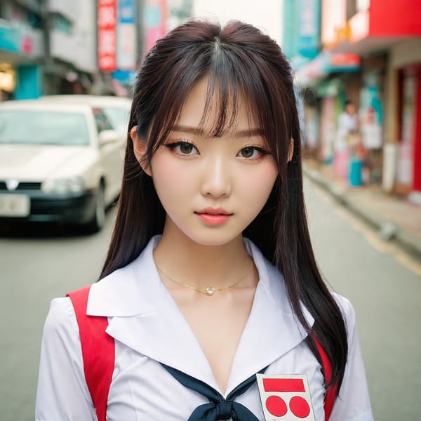 Tags: 21872187, SDXL
{"3": {"inputs": {"seed": 145228652258289, "steps": 64, "cfg": 6.84, "sampler_name": "dpmpp_2m", "scheduler": "karras", "denoise": 1.0, "model": ["27", 0], "positive": ["6", 0], "negative": ["7", 0], "latent_image": ["5", 0]}, "class_type": "KSampler"}, "4": {"inputs": {"ckpt_name": "juggernautxl.safetensors"}, "class_type": "CheckpointLoaderSimple"}, "5": {"inputs": {"width": 1024, "height": 1024, "batch_size": 1}, "class_type": "EmptyLatentImage"}, "6": {"inputs": {"text": "28 year old girl, (korean:1.13), (taiwanese:1.11), (cute:0.95), (double eyelids:1.06), (beautiful eyes:0.97), (idol:1.07), (eyelashes:1.08), (detailed face:1.07), (temptress:1.13), (blush:1.13), (pale skin:1.05), (slim:0.99), (seductive pose:1.08), (seductive facial expression:1.02), (sexy lips:0.97), (in a seductive pose:1.04), (large perky breasts:1.04), (cleavage:1.00), (thigh gap:1.11), (school uniform:1.04), choker, busy street, (textured skin:1.03), (detailed skin:1.07), (natural looking skin:1.00), (film:1.01), (candid cinema:1.01), (skin fuzz:1.05), (portra:1.07), (RAW:1.05), (soft lighting:1.04)", "clip": ["27", 1]}, "class_type": "CLIPTextEncode"}, "7": {"inputs": {"text": "(watermark:1.05), (twisted:1.12), (low resolution:1.12), (open mouth:1.12), (distorted:1.05), (worst quality:1.11)", "clip": ["27", 1]}, "class_type": "CLIPTextEncode"}, "8": {"inputs": {"samples": ["3", 0], "vae": ["4", 2]}, "class_type": "VAEDecode"}, "25": {"inputs": {"lora_name": "nudify_xl.safetensors", "strength_model": 0.06, "strength_clip": 0.27, "model": ["4", 0], "clip": ["4", 1]}, "class_type": "LoraLoader"}, "26": {"inputs": {"lora_name": "shirtlift_SDXL_v2.safetensors", "strength_model": 0.11, "strength_clip": 0.13, "model": ["25", 0], "clip": ["25", 1]}, "class_type": "LoraLoader"}, "27": {"inputs": {"lora_name": "PerfectEyesXL.safetensors", "strength_model": 0.0, "strength_clip": 0.1, "model": ["26", 0], "clip": ["26", 1]}, "class_type": "LoraLoader"}, "30": {"inputs": {"model_name": "4x_NMKD-Superscale-SP_178000_G.pth"}, "class_type": "UpscaleModelLoader"}, "31": {"inputs": {"upscale_model": ["30", 0], "image": ["8", 0]}, "class_type": "ImageUpscaleWithModel"}, "32": {"inputs": {"upscale_method": "lanczos", "scale_by": 0.5, "image": ["31", 0]}, "class_type": "ImageScaleBy"}, "33": {"inputs": {"pixels": ["32", 0], "vae": ["4", 2]}, "class_type": "VAEEncode"}, "34": {"inputs": {"seed": 145228652258289, "steps": 64, "cfg": 6.84, "sampler_name": "dpmpp_2m", "scheduler": "karras", "denoise": 0.3, "model": ["27", 0], "positive": ["6", 0], "negative": ["7", 0], "latent_image": ["33", 0]}, "class_type": "KSampler"}, "36": {"inputs": {"samples": ["34", 0], "vae": ["4", 2]}, "class_type": "VAEDecode"}, "39": {"inputs": {"filename_prefix": "comfyapi-1724678823763", "images": ["36", 0]}, "class_type": "SaveImage"}}