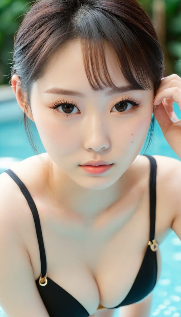 Tags: 21872187, SDXL
{"3": {"inputs": {"seed": 499879668574771, "steps": 64, "cfg": 7.2, "sampler_name": "dpmpp_2m", "scheduler": "karras", "denoise": 1.0, "model": ["27", 0], "positive": ["6", 0], "negative": ["7", 0], "latent_image": ["5", 0]}, "class_type": "KSampler"}, "4": {"inputs": {"ckpt_name": "juggernautxl.safetensors"}, "class_type": "CheckpointLoaderSimple"}, "5": {"inputs": {"width": 768, "height": 1344, "batch_size": 1}, "class_type": "EmptyLatentImage"}, "6": {"inputs": {"text": "18 year old girl, (taiwanese:1.11), (korean:1.13), (slim:1.05), (temptress:1.08), (eyelashes:1.02), (cute:1.08), (double eyelids:1.12), (blush:0.96), (beautiful eyes:0.96), (sexy lips:1.08), (pale skin:0.98), (idol:0.95), (seductive pose:1.06), (seductive facial expression:0.97), (detailed face:1.06), (in a seductive pose:1.06), (large perky breasts:0.95), (cleavage:0.95), (thigh gap:1.05), (in a swimsuit:0.97) at a pool, (candid cinema:1.06), (skin fuzz:1.02), (textured skin:1.01), (soft lighting:1.07), (RAW:1.03), (detailed skin:1.04), (natural looking skin:1.05), (portra:1.07), (film:1.01)", "clip": ["27", 1]}, "class_type": "CLIPTextEncode"}, "7": {"inputs": {"text": "(distorted:1.07), (watermark:1.06), (low resolution:1.06), (twisted:1.14), (bad hands:1.08), (open mouth:1.13), (worst quality:1.10)", "clip": ["27", 1]}, "class_type": "CLIPTextEncode"}, "8": {"inputs": {"samples": ["3", 0], "vae": ["4", 2]}, "class_type": "VAEDecode"}, "25": {"inputs": {"lora_name": "nudify_xl.safetensors", "strength_model": 0.31, "strength_clip": 0.0, "model": ["4", 0], "clip": ["4", 1]}, "class_type": "LoraLoader"}, "26": {"inputs": {"lora_name": "shirtlift_SDXL_v2.safetensors", "strength_model": 0.03, "strength_clip": 0.05, "model": ["25", 0], "clip": ["25", 1]}, "class_type": "LoraLoader"}, "27": {"inputs": {"lora_name": "PerfectEyesXL.safetensors", "strength_model": 0.06, "strength_clip": 0.07, "model": ["26", 0], "clip": ["26", 1]}, "class_type": "LoraLoader"}, "30": {"inputs": {"model_name": "4x_NMKD-Superscale-SP_178000_G.pth"}, "class_type": "UpscaleModelLoader"}, "31": {"inputs": {"upscale_model": ["30", 0], "image": ["8", 0]}, "class_type": "ImageUpscaleWithModel"}, "32": {"inputs": {"upscale_method": "lanczos", "scale_by": 0.5, "image": ["31", 0]}, "class_type": "ImageScaleBy"}, "33": {"inputs": {"pixels": ["32", 0], "vae": ["4", 2]}, "class_type": "VAEEncode"}, "34": {"inputs": {"seed": 499879668574771, "steps": 64, "cfg": 7.2, "sampler_name": "dpmpp_2m", "scheduler": "karras", "denoise": 0.3, "model": ["27", 0], "positive": ["6", 0], "negative": ["7", 0], "latent_image": ["33", 0]}, "class_type": "KSampler"}, "36": {"inputs": {"samples": ["34", 0], "vae": ["4", 2]}, "class_type": "VAEDecode"}, "39": {"inputs": {"filename_prefix": "comfyapi-1716750960042", "images": ["36", 0]}, "class_type": "SaveImage"}}