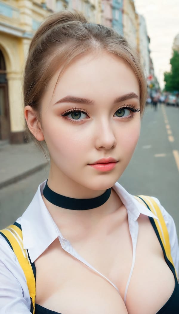 Tags: 21872187, SDXL
{"3": {"inputs": {"seed": 406209850189557, "steps": 64, "cfg": 7.21, "sampler_name": "dpmpp_2m", "scheduler": "karras", "denoise": 1.0, "model": ["27", 0], "positive": ["6", 0], "negative": ["7", 0], "latent_image": ["5", 0]}, "class_type": "KSampler"}, "4": {"inputs": {"ckpt_name": "juggernautXL_v8Rundiffusion.safetensors"}, "class_type": "CheckpointLoaderSimple"}, "5": {"inputs": {"width": 768, "height": 1344, "batch_size": 1}, "class_type": "EmptyLatentImage"}, "6": {"inputs": {"text": "21 year old girl, (ukrainian:0.96), (idol:1.11), (slim:1.06), (double eyelids:1.05), (temptress:0.96), (seductive pose:1.09), (beautiful eyes:1.06), (detailed face:1.14), (eyelashes:1.00), (seductive facial expression:1.11), (pale skin:1.12), (blush:1.00), (sexy lips:1.12), (in a seductive pose:1.07), (large perky breasts:0.99), (cleavage:1.11), (thigh gap:1.01), (school uniform:0.95), choker, busy street, (RAW:1.06), (textured skin:1.01), (portra:1.08), (film:1.05), (natural looking skin:1.07), (detailed skin:1.04), (skin fuzz:1.03), (candid cinema:1.06), (soft lighting:1.08)", "clip": ["27", 1]}, "class_type": "CLIPTextEncode"}, "7": {"inputs": {"text": "(bad hands:1.11), (watermark:1.08), (twisted:1.11), (worst quality:1.10), (open mouth:1.06), (distorted:1.08), (low resolution:1.12)", "clip": ["27", 1]}, "class_type": "CLIPTextEncode"}, "8": {"inputs": {"samples": ["3", 0], "vae": ["4", 2]}, "class_type": "VAEDecode"}, "25": {"inputs": {"lora_name": "nudify_xl.safetensors", "strength_model": 0.32, "strength_clip": 0.35, "model": ["4", 0], "clip": ["4", 1]}, "class_type": "LoraLoader"}, "26": {"inputs": {"lora_name": "shirtlift_SDXL_v2.safetensors", "strength_model": 0.08, "strength_clip": 0.19, "model": ["25", 0], "clip": ["25", 1]}, "class_type": "LoraLoader"}, "27": {"inputs": {"lora_name": "PerfectEyesXL.safetensors", "strength_model": 0.18, "strength_clip": 0.05, "model": ["26", 0], "clip": ["26", 1]}, "class_type": "LoraLoader"}, "30": {"inputs": {"model_name": "4x_NMKD-Superscale-SP_178000_G.pth"}, "class_type": "UpscaleModelLoader"}, "31": {"inputs": {"upscale_model": ["30", 0], "image": ["8", 0]}, "class_type": "ImageUpscaleWithModel"}, "32": {"inputs": {"upscale_method": "lanczos", "scale_by": 0.5, "image": ["31", 0]}, "class_type": "ImageScaleBy"}, "33": {"inputs": {"pixels": ["32", 0], "vae": ["4", 2]}, "class_type": "VAEEncode"}, "34": {"inputs": {"seed": 406209850189557, "steps": 64, "cfg": 7.21, "sampler_name": "dpmpp_2m", "scheduler": "karras", "denoise": 0.3, "model": ["27", 0], "positive": ["6", 0], "negative": ["7", 0], "latent_image": ["33", 0]}, "class_type": "KSampler"}, "36": {"inputs": {"samples": ["34", 0], "vae": ["4", 2]}, "class_type": "VAEDecode"}, "39": {"inputs": {"filename_prefix": "comfyapi-1706001644525", "images": ["36", 0]}, "class_type": "SaveImage"}}