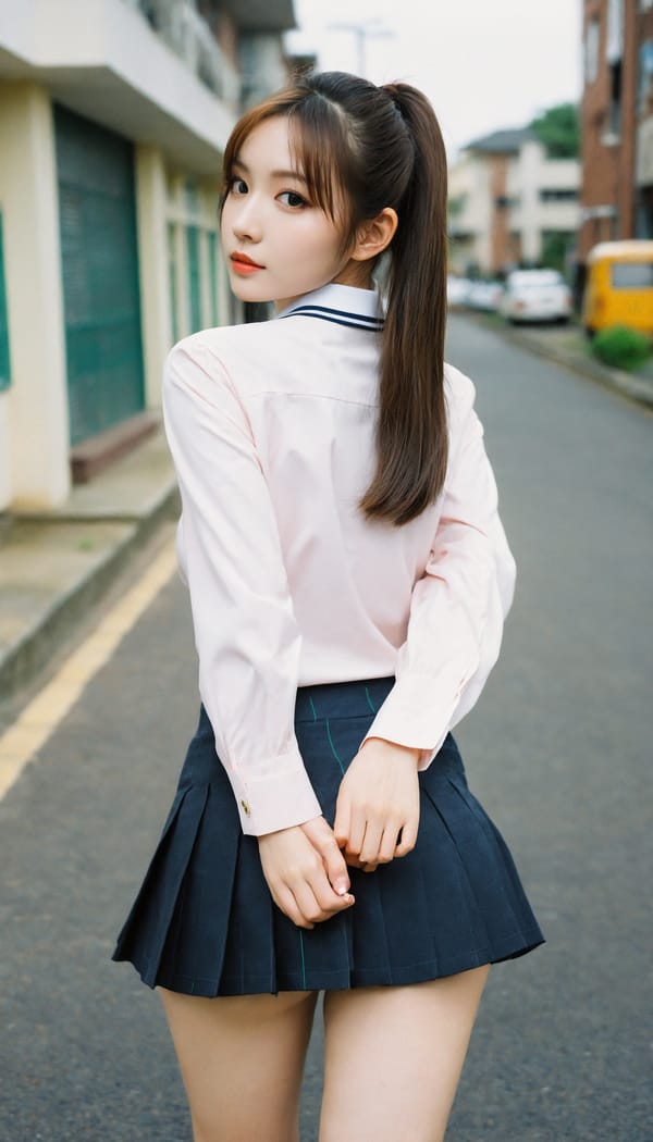 Tags: 21872187, SDXL
{"3": {"inputs": {"seed": 199100560627894, "steps": 32, "cfg": 6.4, "sampler_name": "dpmpp_2m", "scheduler": "karras", "denoise": 1.0, "model": ["27", 0], "positive": ["6", 0], "negative": ["7", 0], "latent_image": ["5", 0]}, "class_type": "KSampler"}, "4": {"inputs": {"ckpt_name": "helloworldxl.safetensors"}, "class_type": "CheckpointLoaderSimple"}, "5": {"inputs": {"width": 768, "height": 1344, "batch_size": 1}, "class_type": "EmptyLatentImage"}, "6": {"inputs": {"text": "28 year old girl, (detailed face:1.06), (sexy lips:1.10), (beautiful eyes:1.06), (seductive pose:1.07), (cute:1.12), (eyelashes:1.13), (idol:1.13), (blush:1.03), (pale skin:1.10), (seductive facial expression:1.13), (double eyelids:0.99), (temptress:1.02), (perky ass:1.03), (exposed ass:1.13), (looking back:0.98), (sexy ass:0.97), (thigh gap:0.95), (school uniform:1.11), choker, busy street, (natural looking skin:1.02), (textured skin:1.02), (candid cinema:1.04), (portra:1.06), (soft lighting:1.05), (skin fuzz:1.03), (RAW:1.03), (detailed skin:1.06), (film:1.00)", "clip": ["27", 1]}, "class_type": "CLIPTextEncode"}, "7": {"inputs": {"text": "(low resolution:1.07), (twisted:1.09), (bad hands:1.06), (worst quality:1.08), (watermark:1.12), (open mouth:1.06), (distorted:1.09)", "clip": ["27", 1]}, "class_type": "CLIPTextEncode"}, "8": {"inputs": {"samples": ["3", 0], "vae": ["4", 2]}, "class_type": "VAEDecode"}, "25": {"inputs": {"lora_name": "nudify_xl.safetensors", "strength_model": 0.09, "strength_clip": 0.09, "model": ["4", 0], "clip": ["4", 1]}, "class_type": "LoraLoader"}, "26": {"inputs": {"lora_name": "shirtlift_SDXL_v2.safetensors", "strength_model": 0.03, "strength_clip": 0.03, "model": ["25", 0], "clip": ["25", 1]}, "class_type": "LoraLoader"}, "27": {"inputs": {"lora_name": "PerfectEyesXL.safetensors", "strength_model": 0.02, "strength_clip": 0.0, "model": ["26", 0], "clip": ["26", 1]}, "class_type": "LoraLoader"}, "30": {"inputs": {"model_name": "4x_NMKD-Superscale-SP_178000_G.pth"}, "class_type": "UpscaleModelLoader"}, "31": {"inputs": {"upscale_model": ["30", 0], "image": ["8", 0]}, "class_type": "ImageUpscaleWithModel"}, "32": {"inputs": {"upscale_method": "lanczos", "scale_by": 0.5, "image": ["31", 0]}, "class_type": "ImageScaleBy"}, "33": {"inputs": {"pixels": ["32", 0], "vae": ["4", 2]}, "class_type": "VAEEncode"}, "34": {"inputs": {"seed": 199100560627894, "steps": 32, "cfg": 6.4, "sampler_name": "dpmpp_2m", "scheduler": "karras", "denoise": 0.3, "model": ["27", 0], "positive": ["6", 0], "negative": ["7", 0], "latent_image": ["33", 0]}, "class_type": "KSampler"}, "36": {"inputs": {"samples": ["34", 0], "vae": ["4", 2]}, "class_type": "VAEDecode"}, "39": {"inputs": {"filename_prefix": "comfyapi-1725986331494", "images": ["36", 0]}, "class_type": "SaveImage"}}