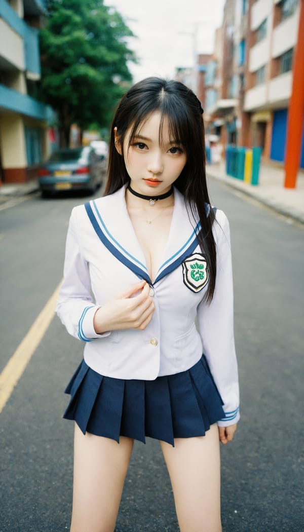 Tags: 21872187, SDXL
{"3": {"inputs": {"seed": 792717498355223, "steps": 64, "cfg": 6.53, "sampler_name": "dpmpp_2m", "scheduler": "karras", "denoise": 1.0, "model": ["27", 0], "positive": ["6", 0], "negative": ["7", 0], "latent_image": ["5", 0]}, "class_type": "KSampler"}, "4": {"inputs": {"ckpt_name": "helloworldxl.safetensors"}, "class_type": "CheckpointLoaderSimple"}, "5": {"inputs": {"width": 768, "height": 1344, "batch_size": 1}, "class_type": "EmptyLatentImage"}, "6": {"inputs": {"text": "20 year old girl, (irish:0.99), (chinese:1.11), (idol:1.01), (seductive facial expression:1.04), (beautiful eyes:0.98), (eyelashes:1.06), (blush:0.96), (slim:1.13), (temptress:1.08), (seductive pose:1.04), (cute:1.10), (double eyelids:1.04), (sexy lips:1.10), (pale skin:1.07), (detailed face:1.08), (in a seductive pose:1.00), (large perky breasts:1.04), (cleavage:0.99), (thigh gap:0.96), (school uniform:1.10), choker, busy street, (portra:1.07), (RAW:1.00), (soft lighting:1.05), (skin fuzz:1.01), (candid cinema:1.00), (detailed skin:1.02), (textured skin:1.03), (natural looking skin:1.06), (film:1.03)", "clip": ["27", 1]}, "class_type": "CLIPTextEncode"}, "7": {"inputs": {"text": "(twisted:1.05), (bad hands:1.09), (distorted:1.09), (low resolution:1.12), (open mouth:1.13), (worst quality:1.10), (watermark:1.12)", "clip": ["27", 1]}, "class_type": "CLIPTextEncode"}, "8": {"inputs": {"samples": ["3", 0], "vae": ["4", 2]}, "class_type": "VAEDecode"}, "25": {"inputs": {"lora_name": "nudify_xl.safetensors", "strength_model": 0.11, "strength_clip": 0.3, "model": ["4", 0], "clip": ["4", 1]}, "class_type": "LoraLoader"}, "26": {"inputs": {"lora_name": "shirtlift_SDXL_v2.safetensors", "strength_model": 0.11, "strength_clip": 0.09, "model": ["25", 0], "clip": ["25", 1]}, "class_type": "LoraLoader"}, "27": {"inputs": {"lora_name": "PerfectEyesXL.safetensors", "strength_model": 0.12, "strength_clip": 0.07, "model": ["26", 0], "clip": ["26", 1]}, "class_type": "LoraLoader"}, "30": {"inputs": {"model_name": "4x_NMKD-Superscale-SP_178000_G.pth"}, "class_type": "UpscaleModelLoader"}, "31": {"inputs": {"upscale_model": ["30", 0], "image": ["8", 0]}, "class_type": "ImageUpscaleWithModel"}, "32": {"inputs": {"upscale_method": "lanczos", "scale_by": 0.5, "image": ["31", 0]}, "class_type": "ImageScaleBy"}, "33": {"inputs": {"pixels": ["32", 0], "vae": ["4", 2]}, "class_type": "VAEEncode"}, "34": {"inputs": {"seed": 792717498355223, "steps": 64, "cfg": 6.53, "sampler_name": "dpmpp_2m", "scheduler": "karras", "denoise": 0.3, "model": ["27", 0], "positive": ["6", 0], "negative": ["7", 0], "latent_image": ["33", 0]}, "class_type": "KSampler"}, "36": {"inputs": {"samples": ["34", 0], "vae": ["4", 2]}, "class_type": "VAEDecode"}, "39": {"inputs": {"filename_prefix": "comfyapi-1724470824039", "images": ["36", 0]}, "class_type": "SaveImage"}}