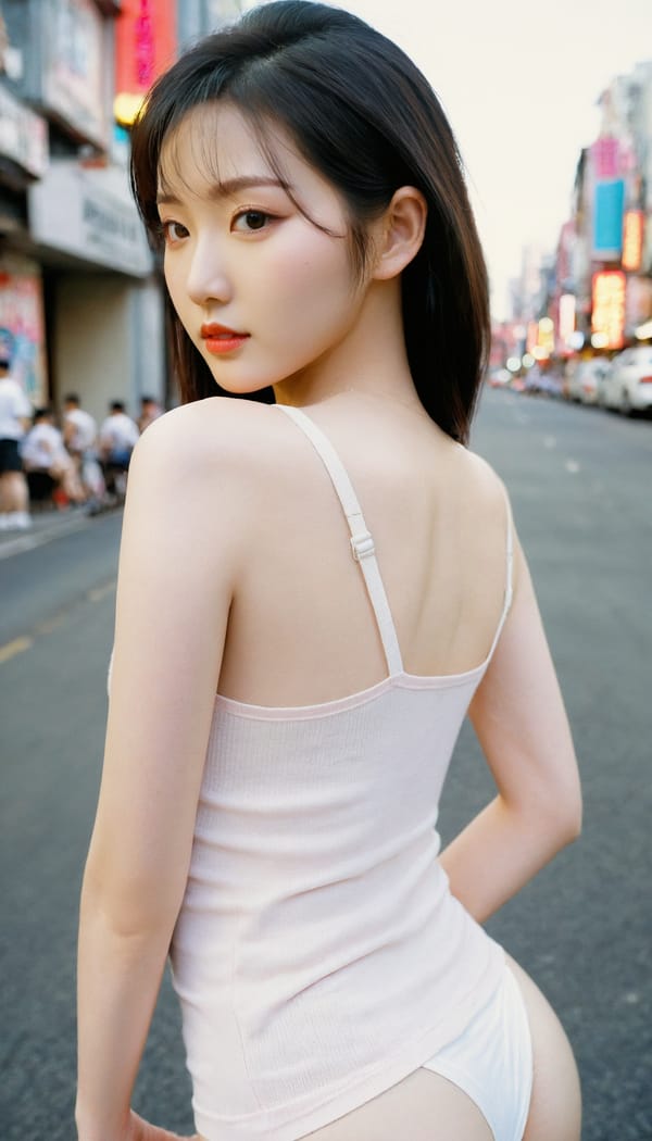 Tags: 21872187, SDXL
{"3": {"inputs": {"seed": 482755681413967, "steps": 32, "cfg": 7.28, "sampler_name": "dpmpp_2m", "scheduler": "karras", "denoise": 1.0, "model": ["27", 0], "positive": ["6", 0], "negative": ["7", 0], "latent_image": ["5", 0]}, "class_type": "KSampler"}, "4": {"inputs": {"ckpt_name": "leosamsHelloworldSDXL_helloworldSDXL32DPO.safetensors"}, "class_type": "CheckpointLoaderSimple"}, "5": {"inputs": {"width": 768, "height": 1344, "batch_size": 1}, "class_type": "EmptyLatentImage"}, "6": {"inputs": {"text": "25 year old girl, (korean:1.04), (pale skin:1.12), (temptress:1.12), (blush:1.05), (seductive facial expression:1.09), (beautiful eyes:1.08), (sexy lips:1.14), (detailed face:0.96), (eyelashes:1.10), (idol:1.02), (seductive pose:1.00), (cute:1.00), (double eyelids:0.97), (perky ass:0.99), (exposed ass:1.11), (looking back:1.14), (sexy ass:1.04), (thigh gap:0.99), (white tanktop:1.02), busy street, (soft lighting:1.03), (portra:1.04), (candid cinema:1.09), (skin fuzz:1.09), (natural looking skin:1.08), (detailed skin:1.05), (textured skin:1.04), (film:1.05), (RAW:1.06)", "clip": ["27", 1]}, "class_type": "CLIPTextEncode"}, "7": {"inputs": {"text": "(watermark:1.06), (distorted:1.05), (twisted:1.12), (open mouth:1.06), (worst quality:1.10), (bad hands:1.08), (low resolution:1.08)", "clip": ["27", 1]}, "class_type": "CLIPTextEncode"}, "8": {"inputs": {"samples": ["3", 0], "vae": ["4", 2]}, "class_type": "VAEDecode"}, "25": {"inputs": {"lora_name": "nudify_xl.safetensors", "strength_model": 0.37, "strength_clip": 0.3, "model": ["4", 0], "clip": ["4", 1]}, "class_type": "LoraLoader"}, "26": {"inputs": {"lora_name": "shirtlift_SDXL_v2.safetensors", "strength_model": 0.11, "strength_clip": 0.18, "model": ["25", 0], "clip": ["25", 1]}, "class_type": "LoraLoader"}, "27": {"inputs": {"lora_name": "PerfectEyesXL.safetensors", "strength_model": 0.1, "strength_clip": 0.19, "model": ["26", 0], "clip": ["26", 1]}, "class_type": "LoraLoader"}, "30": {"inputs": {"model_name": "4x_NMKD-Superscale-SP_178000_G.pth"}, "class_type": "UpscaleModelLoader"}, "31": {"inputs": {"upscale_model": ["30", 0], "image": ["8", 0]}, "class_type": "ImageUpscaleWithModel"}, "32": {"inputs": {"upscale_method": "lanczos", "scale_by": 0.5, "image": ["31", 0]}, "class_type": "ImageScaleBy"}, "33": {"inputs": {"pixels": ["32", 0], "vae": ["4", 2]}, "class_type": "VAEEncode"}, "34": {"inputs": {"seed": 482755681413967, "steps": 32, "cfg": 7.28, "sampler_name": "dpmpp_2m", "scheduler": "karras", "denoise": 0.3, "model": ["27", 0], "positive": ["6", 0], "negative": ["7", 0], "latent_image": ["33", 0]}, "class_type": "KSampler"}, "36": {"inputs": {"samples": ["34", 0], "vae": ["4", 2]}, "class_type": "VAEDecode"}, "39": {"inputs": {"filename_prefix": "comfyapi-1707404096295", "images": ["36", 0]}, "class_type": "SaveImage"}}