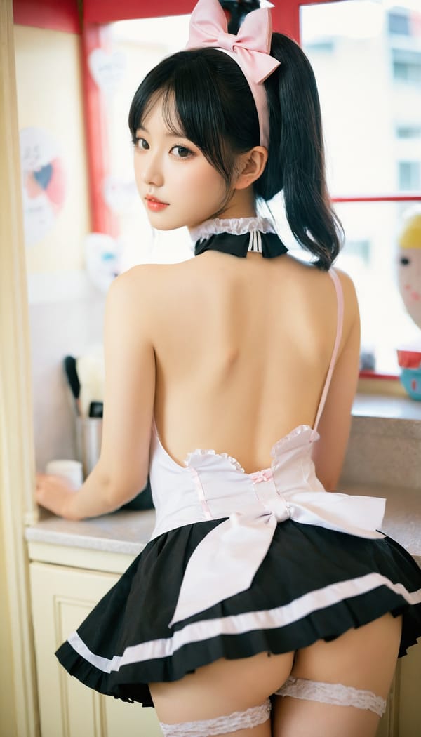 Tags: 21872187, SDXL
{"3": {"inputs": {"seed": 597175567356692, "steps": 32, "cfg": 6.78, "sampler_name": "dpmpp_2m", "scheduler": "karras", "denoise": 1.0, "model": ["27", 0], "positive": ["6", 0], "negative": ["7", 0], "latent_image": ["5", 0]}, "class_type": "KSampler"}, "4": {"inputs": {"ckpt_name": "helloworldxl.safetensors"}, "class_type": "CheckpointLoaderSimple"}, "5": {"inputs": {"width": 768, "height": 1344, "batch_size": 1}, "class_type": "EmptyLatentImage"}, "6": {"inputs": {"text": "19 year old girl, (korean:1.14), (detailed face:1.11), (double eyelids:0.99), (blush:1.12), (seductive pose:1.08), (beautiful eyes:1.04), (seductive facial expression:1.02), (idol:1.09), (temptress:1.11), (eyelashes:1.03), (sexy lips:1.14), (cute:1.00), (slim:1.12), (pale skin:0.96), (on all fours:1.14), (spreading ass cheeks:0.97), (from behind:1.09), (backboob:1.02), in a (skimpy maid costume:1.01) working at a maid cafe, choker, bowtie, headband, pleated skirt, (RAW:1.01), (detailed skin:1.06), (textured skin:1.00), (skin fuzz:1.00), (candid cinema:1.04), (portra:1.08), (soft lighting:1.08), (film:1.09), (natural looking skin:1.06)", "clip": ["27", 1]}, "class_type": "CLIPTextEncode"}, "7": {"inputs": {"text": "(worst quality:1.13), (low resolution:1.13), (watermark:1.08), (distorted:1.10), (bad hands:1.06), (twisted:1.11), (open mouth:1.05)", "clip": ["27", 1]}, "class_type": "CLIPTextEncode"}, "8": {"inputs": {"samples": ["3", 0], "vae": ["4", 2]}, "class_type": "VAEDecode"}, "25": {"inputs": {"lora_name": "nudify_xl.safetensors", "strength_model": 0.09, "strength_clip": 0.07, "model": ["4", 0], "clip": ["4", 1]}, "class_type": "LoraLoader"}, "26": {"inputs": {"lora_name": "shirtlift_SDXL_v2.safetensors", "strength_model": 0.18, "strength_clip": 0.04, "model": ["25", 0], "clip": ["25", 1]}, "class_type": "LoraLoader"}, "27": {"inputs": {"lora_name": "PerfectEyesXL.safetensors", "strength_model": 0.12, "strength_clip": 0.17, "model": ["26", 0], "clip": ["26", 1]}, "class_type": "LoraLoader"}, "30": {"inputs": {"model_name": "4x_NMKD-Superscale-SP_178000_G.pth"}, "class_type": "UpscaleModelLoader"}, "31": {"inputs": {"upscale_model": ["30", 0], "image": ["8", 0]}, "class_type": "ImageUpscaleWithModel"}, "32": {"inputs": {"upscale_method": "lanczos", "scale_by": 0.5, "image": ["31", 0]}, "class_type": "ImageScaleBy"}, "33": {"inputs": {"pixels": ["32", 0], "vae": ["4", 2]}, "class_type": "VAEEncode"}, "34": {"inputs": {"seed": 597175567356692, "steps": 32, "cfg": 6.78, "sampler_name": "dpmpp_2m", "scheduler": "karras", "denoise": 0.3, "model": ["27", 0], "positive": ["6", 0], "negative": ["7", 0], "latent_image": ["33", 0]}, "class_type": "KSampler"}, "36": {"inputs": {"samples": ["34", 0], "vae": ["4", 2]}, "class_type": "VAEDecode"}, "39": {"inputs": {"filename_prefix": "comfyapi-1724489211596", "images": ["36", 0]}, "class_type": "SaveImage"}}