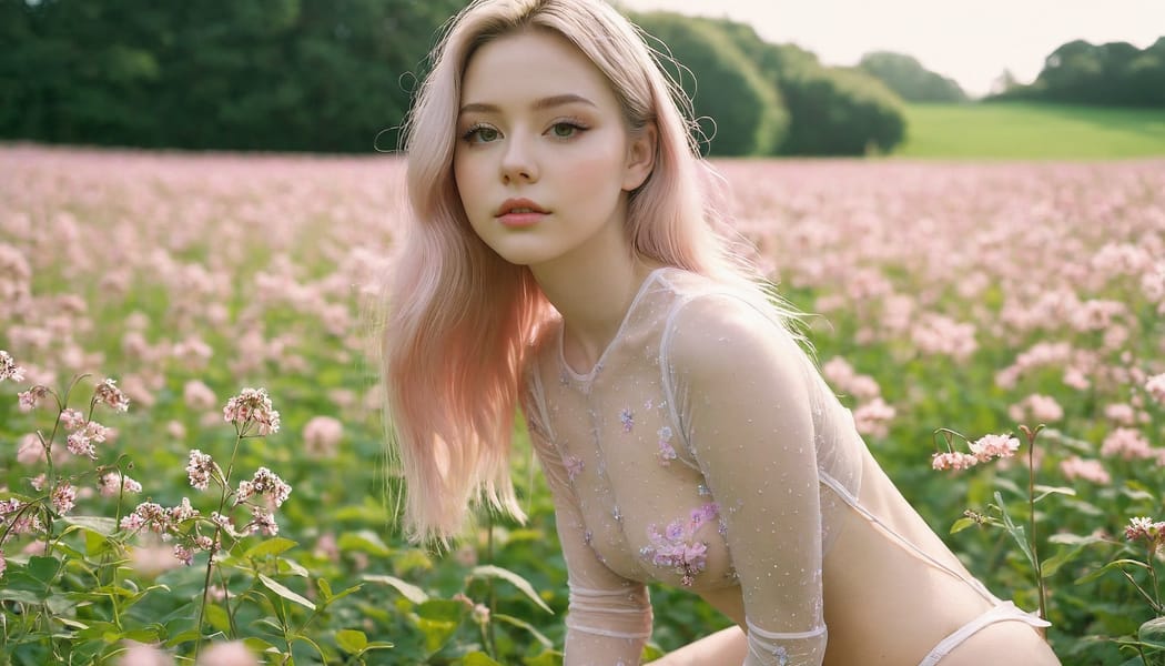 Tags: 21872187, SDXL
{"3": {"inputs": {"seed": 180322341778892, "steps": 64, "cfg": 7.65, "sampler_name": "dpmpp_2m", "scheduler": "karras", "denoise": 1.0, "model": ["27", 0], "positive": ["6", 0], "negative": ["7", 0], "latent_image": ["5", 0]}, "class_type": "KSampler"}, "4": {"inputs": {"ckpt_name": "juggernautxl.safetensors"}, "class_type": "CheckpointLoaderSimple"}, "5": {"inputs": {"width": 1344, "height": 768, "batch_size": 1}, "class_type": "EmptyLatentImage"}, "6": {"inputs": {"text": "24 year old girl, (irish:1.06), (double eyelids:1.06), (detailed face:1.05), (seductive pose:1.12), (blush:0.98), (idol:1.12), (pale skin:1.04), (temptress:1.05), (slim:1.05), (eyelashes:1.08), (seductive facial expression:1.07), (sexy lips:1.13), (beautiful eyes:0.97), (cute:1.11), (perky ass:1.03), (exposed ass:1.08), (looking back:0.99), (sexy ass:1.06), (thigh gap:1.14), wearing (translucent clothes:1.11) on a flower field, (natural looking skin:1.01), (candid cinema:1.08), (portra:1.04), (soft lighting:1.04), (skin fuzz:1.06), (film:1.04), (RAW:1.06), (textured skin:1.00)", "clip": ["27", 1]}, "class_type": "CLIPTextEncode"}, "7": {"inputs": {"text": "(bad hands:1.14), (twisted:1.06), (worst quality:1.10), (low resolution:1.07), (watermark:1.14), (open mouth:1.12), (distorted:1.13)", "clip": ["27", 1]}, "class_type": "CLIPTextEncode"}, "8": {"inputs": {"samples": ["3", 0], "vae": ["4", 2]}, "class_type": "VAEDecode"}, "25": {"inputs": {"lora_name": "nudify_xl.safetensors", "strength_model": 0.19, "strength_clip": 0.1, "model": ["4", 0], "clip": ["4", 1]}, "class_type": "LoraLoader"}, "26": {"inputs": {"lora_name": "shirtlift_SDXL_v2.safetensors", "strength_model": 0.07, "strength_clip": 0.0, "model": ["25", 0], "clip": ["25", 1]}, "class_type": "LoraLoader"}, "27": {"inputs": {"lora_name": "PerfectEyesXL.safetensors", "strength_model": 0.16, "strength_clip": 0.08, "model": ["26", 0], "clip": ["26", 1]}, "class_type": "LoraLoader"}, "30": {"inputs": {"model_name": "4x_NMKD-Superscale-SP_178000_G.pth"}, "class_type": "UpscaleModelLoader"}, "31": {"inputs": {"upscale_model": ["30", 0], "image": ["8", 0]}, "class_type": "ImageUpscaleWithModel"}, "32": {"inputs": {"upscale_method": "lanczos", "scale_by": 0.5, "image": ["31", 0]}, "class_type": "ImageScaleBy"}, "33": {"inputs": {"pixels": ["32", 0], "vae": ["4", 2]}, "class_type": "VAEEncode"}, "34": {"inputs": {"seed": 180322341778892, "steps": 64, "cfg": 7.65, "sampler_name": "dpmpp_2m", "scheduler": "karras", "denoise": 0.3, "model": ["27", 0], "positive": ["6", 0], "negative": ["7", 0], "latent_image": ["33", 0]}, "class_type": "KSampler"}, "36": {"inputs": {"samples": ["34", 0], "vae": ["4", 2]}, "class_type": "VAEDecode"}, "39": {"inputs": {"filename_prefix": "comfyapi-1716175403839", "images": ["36", 0]}, "class_type": "SaveImage"}}