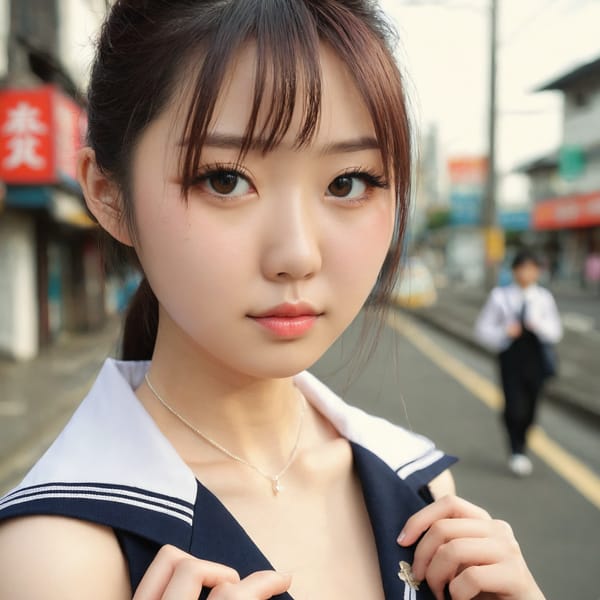 Tags: 21872187, SDXL
{"3": {"inputs": {"seed": 742279709707641, "steps": 32, "cfg": 5.89, "sampler_name": "dpmpp_2m", "scheduler": "karras", "denoise": 1.0, "model": ["27", 0], "positive": ["6", 0], "negative": ["7", 0], "latent_image": ["5", 0]}, "class_type": "KSampler"}, "4": {"inputs": {"ckpt_name": "juggernautxl.safetensors"}, "class_type": "CheckpointLoaderSimple"}, "5": {"inputs": {"width": 1024, "height": 1024, "batch_size": 1}, "class_type": "EmptyLatentImage"}, "6": {"inputs": {"text": "24 year old girl, (japanese:1.13), (chinese:1.03), (irish:1.05), (double eyelids:1.01), (slim:1.05), (cute:1.09), (sexy lips:1.06), (eyelashes:1.03), (beautiful eyes:1.10), (idol:1.00), (detailed face:0.99), (seductive pose:1.07), (pale skin:1.04), (temptress:1.07), (in a seductive pose:1.07), (large perky breasts:1.09), (cleavage:1.07), (thigh gap:1.02), (school uniform:1.03), choker, busy street, (textured skin:1.06), (film:1.04), (soft lighting:1.03), (natural looking skin:1.05), (candid cinema:1.04), (skin fuzz:1.06), (RAW:1.03), (portra:1.03), (detailed skin:1.00)", "clip": ["27", 1]}, "class_type": "CLIPTextEncode"}, "7": {"inputs": {"text": "(worst quality:1.08), (twisted:1.07), (low resolution:1.13), (watermark:1.11), (bad hands:1.14), (distorted:1.14), (open mouth:1.11)", "clip": ["27", 1]}, "class_type": "CLIPTextEncode"}, "8": {"inputs": {"samples": ["3", 0], "vae": ["4", 2]}, "class_type": "VAEDecode"}, "25": {"inputs": {"lora_name": "nudify_xl.safetensors", "strength_model": 0.23, "strength_clip": 0.34, "model": ["4", 0], "clip": ["4", 1]}, "class_type": "LoraLoader"}, "26": {"inputs": {"lora_name": "shirtlift_SDXL_v2.safetensors", "strength_model": 0.16, "strength_clip": 0.0, "model": ["25", 0], "clip": ["25", 1]}, "class_type": "LoraLoader"}, "27": {"inputs": {"lora_name": "PerfectEyesXL.safetensors", "strength_model": 0.19, "strength_clip": 0.14, "model": ["26", 0], "clip": ["26", 1]}, "class_type": "LoraLoader"}, "30": {"inputs": {"model_name": "4x_NMKD-Superscale-SP_178000_G.pth"}, "class_type": "UpscaleModelLoader"}, "31": {"inputs": {"upscale_model": ["30", 0], "image": ["8", 0]}, "class_type": "ImageUpscaleWithModel"}, "32": {"inputs": {"upscale_method": "lanczos", "scale_by": 0.5, "image": ["31", 0]}, "class_type": "ImageScaleBy"}, "33": {"inputs": {"pixels": ["32", 0], "vae": ["4", 2]}, "class_type": "VAEEncode"}, "34": {"inputs": {"seed": 742279709707641, "steps": 32, "cfg": 5.89, "sampler_name": "dpmpp_2m", "scheduler": "karras", "denoise": 0.3, "model": ["27", 0], "positive": ["6", 0], "negative": ["7", 0], "latent_image": ["33", 0]}, "class_type": "KSampler"}, "36": {"inputs": {"samples": ["34", 0], "vae": ["4", 2]}, "class_type": "VAEDecode"}, "39": {"inputs": {"filename_prefix": "comfyapi-1727907621217", "images": ["36", 0]}, "class_type": "SaveImage"}}