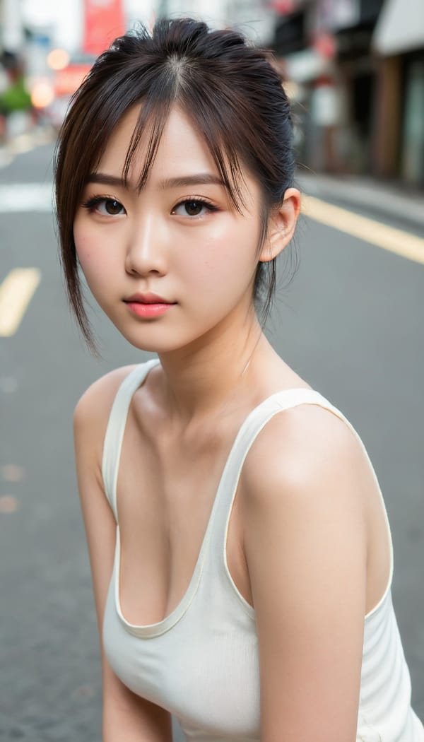 Tags: 21872187, SDXL
{"3": {"inputs": {"seed": 867625482253570, "steps": 32, "cfg": 7.31, "sampler_name": "dpmpp_2m", "scheduler": "karras", "denoise": 1.0, "model": ["27", 0], "positive": ["6", 0], "negative": ["7", 0], "latent_image": ["5", 0]}, "class_type": "KSampler"}, "4": {"inputs": {"ckpt_name": "juggernautXL_v8Rundiffusion.safetensors"}, "class_type": "CheckpointLoaderSimple"}, "5": {"inputs": {"width": 768, "height": 1344, "batch_size": 1}, "class_type": "EmptyLatentImage"}, "6": {"inputs": {"text": "18 year old girl, (japanese:1.12), (korean:0.95), (slim:1.05), (seductive pose:1.05), (seductive facial expression:0.99), (temptress:1.00), (cute:0.96), (detailed face:1.01), (beautiful eyes:1.03), (blush:1.02), (double eyelids:0.98), (sexy lips:1.10), (eyelashes:1.14), (pale skin:0.99), (perky ass:1.07), (exposed ass:1.01), (looking back:1.04), (sexy ass:0.96), (thigh gap:1.03), (white tanktop:1.04), busy street, (RAW:1.08), (detailed skin:1.04), (portra:1.02), (natural looking skin:1.00), (film:1.00), (skin fuzz:1.01), (candid cinema:1.08), (textured skin:1.03), (soft lighting:1.01)", "clip": ["27", 1]}, "class_type": "CLIPTextEncode"}, "7": {"inputs": {"text": "(low resolution:1.11), (twisted:1.12), (distorted:1.07), (bad hands:1.12), (open mouth:1.10), (worst quality:1.11)", "clip": ["27", 1]}, "class_type": "CLIPTextEncode"}, "8": {"inputs": {"samples": ["3", 0], "vae": ["4", 2]}, "class_type": "VAEDecode"}, "25": {"inputs": {"lora_name": "nudify_xl.safetensors", "strength_model": 0.16, "strength_clip": 0.17, "model": ["4", 0], "clip": ["4", 1]}, "class_type": "LoraLoader"}, "26": {"inputs": {"lora_name": "shirtlift_SDXL_v2.safetensors", "strength_model": 0.04, "strength_clip": 0.02, "model": ["25", 0], "clip": ["25", 1]}, "class_type": "LoraLoader"}, "27": {"inputs": {"lora_name": "PerfectEyesXL.safetensors", "strength_model": 0.12, "strength_clip": 0.13, "model": ["26", 0], "clip": ["26", 1]}, "class_type": "LoraLoader"}, "30": {"inputs": {"model_name": "4x_NMKD-Superscale-SP_178000_G.pth"}, "class_type": "UpscaleModelLoader"}, "31": {"inputs": {"upscale_model": ["30", 0], "image": ["8", 0]}, "class_type": "ImageUpscaleWithModel"}, "32": {"inputs": {"upscale_method": "lanczos", "scale_by": 0.5, "image": ["31", 0]}, "class_type": "ImageScaleBy"}, "33": {"inputs": {"pixels": ["32", 0], "vae": ["4", 2]}, "class_type": "VAEEncode"}, "34": {"inputs": {"seed": 867625482253570, "steps": 32, "cfg": 7.31, "sampler_name": "dpmpp_2m", "scheduler": "karras", "denoise": 0.3, "model": ["27", 0], "positive": ["6", 0], "negative": ["7", 0], "latent_image": ["33", 0]}, "class_type": "KSampler"}, "36": {"inputs": {"samples": ["34", 0], "vae": ["4", 2]}, "class_type": "VAEDecode"}, "39": {"inputs": {"filename_prefix": "comfyapi-1707927430871", "images": ["36", 0]}, "class_type": "SaveImage"}}