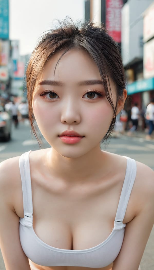 Tags: 21872187, SDXL
{"3": {"inputs": {"seed": 160903332853248, "steps": 64, "cfg": 5.69, "sampler_name": "dpmpp_2m", "scheduler": "karras", "denoise": 1.0, "model": ["27", 0], "positive": ["6", 0], "negative": ["7", 0], "latent_image": ["5", 0]}, "class_type": "KSampler"}, "4": {"inputs": {"ckpt_name": "juggernautxl.safetensors"}, "class_type": "CheckpointLoaderSimple"}, "5": {"inputs": {"width": 768, "height": 1344, "batch_size": 1}, "class_type": "EmptyLatentImage"}, "6": {"inputs": {"text": "20 year old girl, (korean:1.08), (japanese:1.01), (detailed face:1.09), (blush:1.08), (sexy lips:1.01), (eyelashes:1.04), (temptress:1.13), (double eyelids:0.98), (seductive pose:1.05), (beautiful eyes:1.03), (cute:1.01), (pale skin:1.12), (seductive facial expression:1.07), (slim:0.97), (idol:0.95), (on all fours:0.99), (spreading ass cheeks:1.04), (from behind:1.02), (backboob:1.00), (white tanktop:0.98), busy street, (RAW:1.08), (soft lighting:1.03), (skin fuzz:1.02), (candid cinema:1.03), (textured skin:1.01), (film:1.05), (portra:1.05), (natural looking skin:1.01), (detailed skin:1.02)", "clip": ["27", 1]}, "class_type": "CLIPTextEncode"}, "7": {"inputs": {"text": "(distorted:1.09), (open mouth:1.13), (bad hands:1.06), (twisted:1.09), (watermark:1.06), (worst quality:1.06), (low resolution:1.07)", "clip": ["27", 1]}, "class_type": "CLIPTextEncode"}, "8": {"inputs": {"samples": ["3", 0], "vae": ["4", 2]}, "class_type": "VAEDecode"}, "25": {"inputs": {"lora_name": "nudify_xl.safetensors", "strength_model": 0.18, "strength_clip": 0.32, "model": ["4", 0], "clip": ["4", 1]}, "class_type": "LoraLoader"}, "26": {"inputs": {"lora_name": "shirtlift_SDXL_v2.safetensors", "strength_model": 0.05, "strength_clip": 0.03, "model": ["25", 0], "clip": ["25", 1]}, "class_type": "LoraLoader"}, "27": {"inputs": {"lora_name": "PerfectEyesXL.safetensors", "strength_model": 0.02, "strength_clip": 0.11, "model": ["26", 0], "clip": ["26", 1]}, "class_type": "LoraLoader"}, "30": {"inputs": {"model_name": "4x_NMKD-Superscale-SP_178000_G.pth"}, "class_type": "UpscaleModelLoader"}, "31": {"inputs": {"upscale_model": ["30", 0], "image": ["8", 0]}, "class_type": "ImageUpscaleWithModel"}, "32": {"inputs": {"upscale_method": "lanczos", "scale_by": 0.5, "image": ["31", 0]}, "class_type": "ImageScaleBy"}, "33": {"inputs": {"pixels": ["32", 0], "vae": ["4", 2]}, "class_type": "VAEEncode"}, "34": {"inputs": {"seed": 160903332853248, "steps": 64, "cfg": 5.69, "sampler_name": "dpmpp_2m", "scheduler": "karras", "denoise": 0.3, "model": ["27", 0], "positive": ["6", 0], "negative": ["7", 0], "latent_image": ["33", 0]}, "class_type": "KSampler"}, "36": {"inputs": {"samples": ["34", 0], "vae": ["4", 2]}, "class_type": "VAEDecode"}, "39": {"inputs": {"filename_prefix": "comfyapi-1732443692962", "images": ["36", 0]}, "class_type": "SaveImage"}}