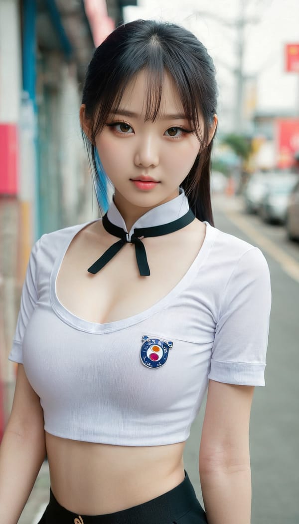 Tags: 21872187, SDXL
{"3": {"inputs": {"seed": 157141533518012, "steps": 64, "cfg": 6.33, "sampler_name": "dpmpp_2m", "scheduler": "karras", "denoise": 1.0, "model": ["27", 0], "positive": ["6", 0], "negative": ["7", 0], "latent_image": ["5", 0]}, "class_type": "KSampler"}, "4": {"inputs": {"ckpt_name": "juggernautxl.safetensors"}, "class_type": "CheckpointLoaderSimple"}, "5": {"inputs": {"width": 768, "height": 1344, "batch_size": 1}, "class_type": "EmptyLatentImage"}, "6": {"inputs": {"text": "18 year old girl, (chinese:1.04), (korean:0.98), (detailed face:1.14), (seductive pose:0.99), (sexy lips:0.95), (pale skin:1.05), (blush:1.00), (slim:0.98), (beautiful eyes:0.99), (idol:1.02), (cute:0.96), (double eyelids:1.13), (temptress:0.97), (in a seductive pose:1.08), (large perky breasts:1.04), (cleavage:0.97), (thigh gap:1.12), (school uniform:0.99), choker, busy street, (natural looking skin:1.00), (textured skin:1.00), (soft lighting:1.07), (RAW:1.07), (detailed skin:1.08), (film:1.08), (candid cinema:1.05), (skin fuzz:1.06), (portra:1.06)", "clip": ["27", 1]}, "class_type": "CLIPTextEncode"}, "7": {"inputs": {"text": "(worst quality:1.07), (bad hands:1.09), (twisted:1.13), (open mouth:1.11), (low resolution:1.08), (distorted:1.12), (watermark:1.05)", "clip": ["27", 1]}, "class_type": "CLIPTextEncode"}, "8": {"inputs": {"samples": ["3", 0], "vae": ["4", 2]}, "class_type": "VAEDecode"}, "25": {"inputs": {"lora_name": "nudify_xl.safetensors", "strength_model": 0.24, "strength_clip": 0.04, "model": ["4", 0], "clip": ["4", 1]}, "class_type": "LoraLoader"}, "26": {"inputs": {"lora_name": "shirtlift_SDXL_v2.safetensors", "strength_model": 0.09, "strength_clip": 0.16, "model": ["25", 0], "clip": ["25", 1]}, "class_type": "LoraLoader"}, "27": {"inputs": {"lora_name": "PerfectEyesXL.safetensors", "strength_model": 0.17, "strength_clip": 0.06, "model": ["26", 0], "clip": ["26", 1]}, "class_type": "LoraLoader"}, "30": {"inputs": {"model_name": "4x_NMKD-Superscale-SP_178000_G.pth"}, "class_type": "UpscaleModelLoader"}, "31": {"inputs": {"upscale_model": ["30", 0], "image": ["8", 0]}, "class_type": "ImageUpscaleWithModel"}, "32": {"inputs": {"upscale_method": "lanczos", "scale_by": 0.5, "image": ["31", 0]}, "class_type": "ImageScaleBy"}, "33": {"inputs": {"pixels": ["32", 0], "vae": ["4", 2]}, "class_type": "VAEEncode"}, "34": {"inputs": {"seed": 157141533518012, "steps": 64, "cfg": 6.33, "sampler_name": "dpmpp_2m", "scheduler": "karras", "denoise": 0.3, "model": ["27", 0], "positive": ["6", 0], "negative": ["7", 0], "latent_image": ["33", 0]}, "class_type": "KSampler"}, "36": {"inputs": {"samples": ["34", 0], "vae": ["4", 2]}, "class_type": "VAEDecode"}, "39": {"inputs": {"filename_prefix": "comfyapi-1716743367062", "images": ["36", 0]}, "class_type": "SaveImage"}}