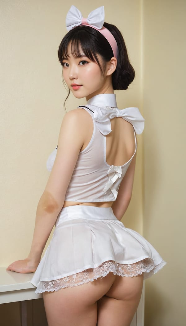 Tags: 21872187, SDXL
{"3": {"inputs": {"seed": 639214493653642, "steps": 64, "cfg": 7.05, "sampler_name": "dpmpp_2m", "scheduler": "karras", "denoise": 1.0, "model": ["27", 0], "positive": ["6", 0], "negative": ["7", 0], "latent_image": ["5", 0]}, "class_type": "KSampler"}, "4": {"inputs": {"ckpt_name": "juggernautxl.safetensors"}, "class_type": "CheckpointLoaderSimple"}, "5": {"inputs": {"width": 768, "height": 1344, "batch_size": 1}, "class_type": "EmptyLatentImage"}, "6": {"inputs": {"text": "24 year old girl, (korean:1.01), (ukrainian:1.10), (irish:0.96), (slim:1.07), (blush:1.02), (seductive facial expression:1.10), (sexy lips:1.02), (cute:1.12), (seductive pose:0.95), (temptress:1.14), (idol:1.06), (eyelashes:1.10), (detailed face:1.08), (pale skin:1.05), (beautiful eyes:1.03), (perky ass:1.09), (exposed ass:1.06), (looking back:1.08), (sexy ass:1.03), (thigh gap:1.03), in a (skimpy maid costume:1.05) working at a maid cafe, choker, bowtie, headband, pleated skirt, (natural looking skin:1.09), (skin fuzz:1.07), (portra:1.08), (soft lighting:1.07), (textured skin:1.01), (detailed skin:1.02), (film:1.00), (RAW:1.02), (candid cinema:1.07)", "clip": ["27", 1]}, "class_type": "CLIPTextEncode"}, "7": {"inputs": {"text": "(low resolution:1.08), (twisted:1.08), (worst quality:1.13), (watermark:1.07), (open mouth:1.14), (bad hands:1.13), (distorted:1.07)", "clip": ["27", 1]}, "class_type": "CLIPTextEncode"}, "8": {"inputs": {"samples": ["3", 0], "vae": ["4", 2]}, "class_type": "VAEDecode"}, "25": {"inputs": {"lora_name": "nudify_xl.safetensors", "strength_model": 0.01, "strength_clip": 0.35, "model": ["4", 0], "clip": ["4", 1]}, "class_type": "LoraLoader"}, "26": {"inputs": {"lora_name": "shirtlift_SDXL_v2.safetensors", "strength_model": 0.11, "strength_clip": 0.17, "model": ["25", 0], "clip": ["25", 1]}, "class_type": "LoraLoader"}, "27": {"inputs": {"lora_name": "PerfectEyesXL.safetensors", "strength_model": 0.14, "strength_clip": 0.1, "model": ["26", 0], "clip": ["26", 1]}, "class_type": "LoraLoader"}, "30": {"inputs": {"model_name": "4x_NMKD-Superscale-SP_178000_G.pth"}, "class_type": "UpscaleModelLoader"}, "31": {"inputs": {"upscale_model": ["30", 0], "image": ["8", 0]}, "class_type": "ImageUpscaleWithModel"}, "32": {"inputs": {"upscale_method": "lanczos", "scale_by": 0.5, "image": ["31", 0]}, "class_type": "ImageScaleBy"}, "33": {"inputs": {"pixels": ["32", 0], "vae": ["4", 2]}, "class_type": "VAEEncode"}, "34": {"inputs": {"seed": 639214493653642, "steps": 64, "cfg": 7.05, "sampler_name": "dpmpp_2m", "scheduler": "karras", "denoise": 0.3, "model": ["27", 0], "positive": ["6", 0], "negative": ["7", 0], "latent_image": ["33", 0]}, "class_type": "KSampler"}, "36": {"inputs": {"samples": ["34", 0], "vae": ["4", 2]}, "class_type": "VAEDecode"}, "39": {"inputs": {"filename_prefix": "comfyapi-1734585388976", "images": ["36", 0]}, "class_type": "SaveImage"}}