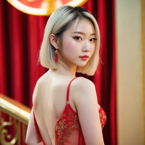 Tags: 21872187, SDXL
{"3": {"inputs": {"seed": 729583158565900, "steps": 64, "cfg": 6.35, "sampler_name": "dpmpp_2m", "scheduler": "karras", "denoise": 1.0, "model": ["27", 0], "positive": ["6", 0], "negative": ["7", 0], "latent_image": ["5", 0]}, "class_type": "KSampler"}, "4": {"inputs": {"ckpt_name": "juggernautxl.safetensors"}, "class_type": "CheckpointLoaderSimple"}, "5": {"inputs": {"width": 1024, "height": 1024, "batch_size": 1}, "class_type": "EmptyLatentImage"}, "6": {"inputs": {"text": "20 year old girl, (chinese:1.10), (detailed face:1.00), (slim:1.03), (beautiful eyes:0.97), (seductive facial expression:0.97), (eyelashes:1.07), (blush:0.96), (idol:1.12), (temptress:1.01), (double eyelids:1.10), (sexy lips:1.07), (cute:1.05), (seductive pose:0.96), (pale skin:1.01), (perky ass:1.09), (exposed ass:1.04), (looking back:1.10), (sexy ass:1.09), (thigh gap:1.06), (wearing a low-cut red dress:1.02) at a ballroom, (skin fuzz:1.04), (film:1.01), (soft lighting:1.02), (candid cinema:1.04), (detailed skin:1.04), (RAW:1.06), (natural looking skin:1.00), (portra:1.09), (textured skin:1.01)", "clip": ["27", 1]}, "class_type": "CLIPTextEncode"}, "7": {"inputs": {"text": "(low resolution:1.14), (twisted:1.09), (open mouth:1.09), (watermark:1.08), (worst quality:1.05), (distorted:1.05), (bad hands:1.06)", "clip": ["27", 1]}, "class_type": "CLIPTextEncode"}, "8": {"inputs": {"samples": ["3", 0], "vae": ["4", 2]}, "class_type": "VAEDecode"}, "25": {"inputs": {"lora_name": "nudify_xl.safetensors", "strength_model": 0.01, "strength_clip": 0.05, "model": ["4", 0], "clip": ["4", 1]}, "class_type": "LoraLoader"}, "26": {"inputs": {"lora_name": "shirtlift_SDXL_v2.safetensors", "strength_model": 0.13, "strength_clip": 0.0, "model": ["25", 0], "clip": ["25", 1]}, "class_type": "LoraLoader"}, "27": {"inputs": {"lora_name": "PerfectEyesXL.safetensors", "strength_model": 0.18, "strength_clip": 0.06, "model": ["26", 0], "clip": ["26", 1]}, "class_type": "LoraLoader"}, "30": {"inputs": {"model_name": "4x_NMKD-Superscale-SP_178000_G.pth"}, "class_type": "UpscaleModelLoader"}, "31": {"inputs": {"upscale_model": ["30", 0], "image": ["8", 0]}, "class_type": "ImageUpscaleWithModel"}, "32": {"inputs": {"upscale_method": "lanczos", "scale_by": 0.5, "image": ["31", 0]}, "class_type": "ImageScaleBy"}, "33": {"inputs": {"pixels": ["32", 0], "vae": ["4", 2]}, "class_type": "VAEEncode"}, "34": {"inputs": {"seed": 729583158565900, "steps": 64, "cfg": 6.35, "sampler_name": "dpmpp_2m", "scheduler": "karras", "denoise": 0.3, "model": ["27", 0], "positive": ["6", 0], "negative": ["7", 0], "latent_image": ["33", 0]}, "class_type": "KSampler"}, "36": {"inputs": {"samples": ["34", 0], "vae": ["4", 2]}, "class_type": "VAEDecode"}, "39": {"inputs": {"filename_prefix": "comfyapi-1714951732942", "images": ["36", 0]}, "class_type": "SaveImage"}}