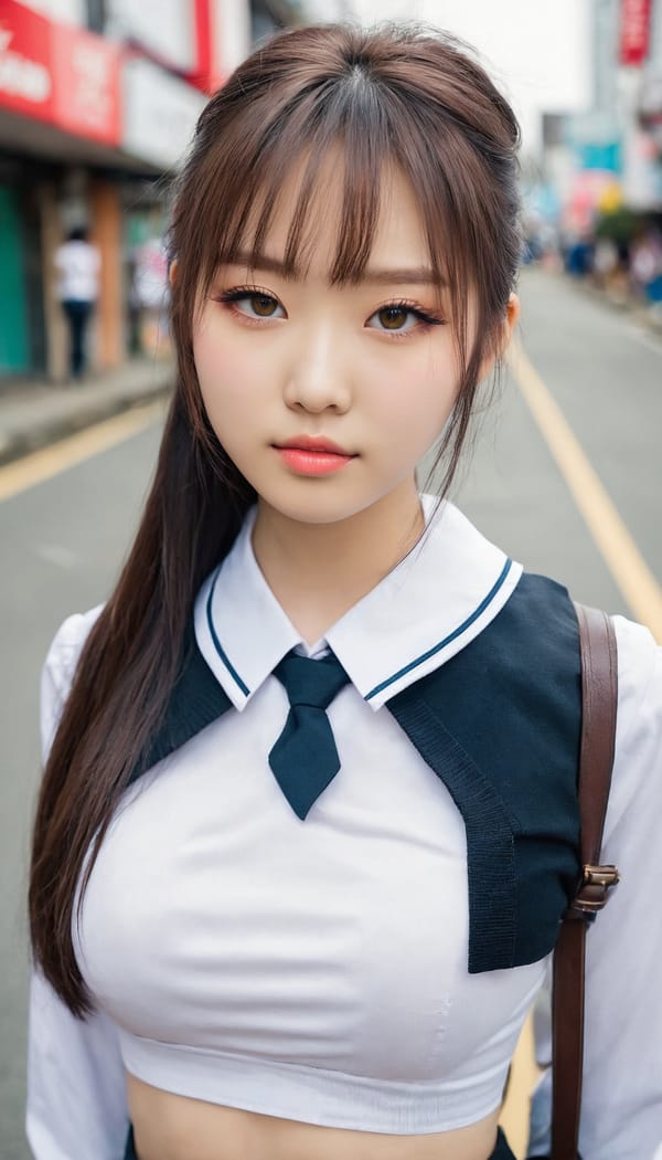 Tags: 21872187, SDXL
{"3": {"inputs": {"seed": 784267778992695, "steps": 64, "cfg": 5.68, "sampler_name": "dpmpp_2m", "scheduler": "karras", "denoise": 1.0, "model": ["27", 0], "positive": ["6", 0], "negative": ["7", 0], "latent_image": ["5", 0]}, "class_type": "KSampler"}, "4": {"inputs": {"ckpt_name": "juggernautxl.safetensors"}, "class_type": "CheckpointLoaderSimple"}, "5": {"inputs": {"width": 768, "height": 1344, "batch_size": 1}, "class_type": "EmptyLatentImage"}, "6": {"inputs": {"text": "19 year old girl, (japanese:1.02), (korean:1.11), (ukrainian:1.05), (beautiful eyes:1.01), (cute:1.09), (eyelashes:1.04), (double eyelids:1.01), (sexy lips:1.05), (idol:1.14), (temptress:1.11), (seductive pose:1.12), (seductive facial expression:1.14), (blush:1.09), (slim:0.99), (pale skin:1.11), (perky ass:1.10), (exposed ass:0.97), (looking back:1.05), (sexy ass:1.14), (thigh gap:0.97), (school uniform:1.12), choker, busy street, (natural looking skin:1.06), (portra:1.09), (textured skin:1.09), (RAW:1.05), (skin fuzz:1.06), (soft lighting:1.02), (detailed skin:1.03), (film:1.02), (candid cinema:1.07)", "clip": ["27", 1]}, "class_type": "CLIPTextEncode"}, "7": {"inputs": {"text": "(twisted:1.12), (low resolution:1.06), (distorted:1.10), (worst quality:1.07), (watermark:1.09), (open mouth:1.13), (bad hands:1.11)", "clip": ["27", 1]}, "class_type": "CLIPTextEncode"}, "8": {"inputs": {"samples": ["3", 0], "vae": ["4", 2]}, "class_type": "VAEDecode"}, "25": {"inputs": {"lora_name": "nudify_xl.safetensors", "strength_model": 0.03, "strength_clip": 0.3, "model": ["4", 0], "clip": ["4", 1]}, "class_type": "LoraLoader"}, "26": {"inputs": {"lora_name": "shirtlift_SDXL_v2.safetensors", "strength_model": 0.0, "strength_clip": 0.17, "model": ["25", 0], "clip": ["25", 1]}, "class_type": "LoraLoader"}, "27": {"inputs": {"lora_name": "PerfectEyesXL.safetensors", "strength_model": 0.15, "strength_clip": 0.14, "model": ["26", 0], "clip": ["26", 1]}, "class_type": "LoraLoader"}, "30": {"inputs": {"model_name": "4x_NMKD-Superscale-SP_178000_G.pth"}, "class_type": "UpscaleModelLoader"}, "31": {"inputs": {"upscale_model": ["30", 0], "image": ["8", 0]}, "class_type": "ImageUpscaleWithModel"}, "32": {"inputs": {"upscale_method": "lanczos", "scale_by": 0.5, "image": ["31", 0]}, "class_type": "ImageScaleBy"}, "33": {"inputs": {"pixels": ["32", 0], "vae": ["4", 2]}, "class_type": "VAEEncode"}, "34": {"inputs": {"seed": 784267778992695, "steps": 64, "cfg": 5.68, "sampler_name": "dpmpp_2m", "scheduler": "karras", "denoise": 0.3, "model": ["27", 0], "positive": ["6", 0], "negative": ["7", 0], "latent_image": ["33", 0]}, "class_type": "KSampler"}, "36": {"inputs": {"samples": ["34", 0], "vae": ["4", 2]}, "class_type": "VAEDecode"}, "39": {"inputs": {"filename_prefix": "comfyapi-1732425607623", "images": ["36", 0]}, "class_type": "SaveImage"}}