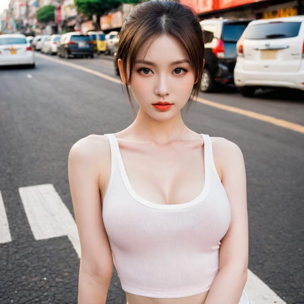 Tags: 21872187, SDXL
{"3": {"inputs": {"seed": 991926865380070, "steps": 32, "cfg": 6.31, "sampler_name": "dpmpp_2m", "scheduler": "karras", "denoise": 1.0, "model": ["27", 0], "positive": ["6", 0], "negative": ["7", 0], "latent_image": ["5", 0]}, "class_type": "KSampler"}, "4": {"inputs": {"ckpt_name": "helloworldxl.safetensors"}, "class_type": "CheckpointLoaderSimple"}, "5": {"inputs": {"width": 1024, "height": 1024, "batch_size": 1}, "class_type": "EmptyLatentImage"}, "6": {"inputs": {"text": "25 year old girl, (detailed face:1.14), (pale skin:1.10), (seductive facial expression:1.02), (temptress:1.01), (seductive pose:1.11), (blush:1.12), (sexy lips:1.14), (idol:1.12), (slim:1.03), (double eyelids:0.97), (beautiful eyes:1.12), (eyelashes:0.96), (cute:1.11), (in a seductive pose:1.14), (large perky breasts:0.95), (cleavage:0.98), (thigh gap:0.97), (white tanktop:1.08), busy street, (natural looking skin:1.05), (RAW:1.05), (skin fuzz:1.03), (portra:1.00), (film:1.05), (textured skin:1.07), (detailed skin:1.08), (soft lighting:1.00)", "clip": ["27", 1]}, "class_type": "CLIPTextEncode"}, "7": {"inputs": {"text": "(distorted:1.06), (watermark:1.09), (bad hands:1.13), (worst quality:1.14), (open mouth:1.08), (low resolution:1.08), (twisted:1.12)", "clip": ["27", 1]}, "class_type": "CLIPTextEncode"}, "8": {"inputs": {"samples": ["3", 0], "vae": ["4", 2]}, "class_type": "VAEDecode"}, "25": {"inputs": {"lora_name": "nudify_xl.safetensors", "strength_model": 0.32, "strength_clip": 0.24, "model": ["4", 0], "clip": ["4", 1]}, "class_type": "LoraLoader"}, "26": {"inputs": {"lora_name": "shirtlift_SDXL_v2.safetensors", "strength_model": 0.11, "strength_clip": 0.12, "model": ["25", 0], "clip": ["25", 1]}, "class_type": "LoraLoader"}, "27": {"inputs": {"lora_name": "PerfectEyesXL.safetensors", "strength_model": 0.05, "strength_clip": 0.16, "model": ["26", 0], "clip": ["26", 1]}, "class_type": "LoraLoader"}, "30": {"inputs": {"model_name": "4x_NMKD-Superscale-SP_178000_G.pth"}, "class_type": "UpscaleModelLoader"}, "31": {"inputs": {"upscale_model": ["30", 0], "image": ["8", 0]}, "class_type": "ImageUpscaleWithModel"}, "32": {"inputs": {"upscale_method": "lanczos", "scale_by": 0.5, "image": ["31", 0]}, "class_type": "ImageScaleBy"}, "33": {"inputs": {"pixels": ["32", 0], "vae": ["4", 2]}, "class_type": "VAEEncode"}, "34": {"inputs": {"seed": 991926865380070, "steps": 32, "cfg": 6.31, "sampler_name": "dpmpp_2m", "scheduler": "karras", "denoise": 0.3, "model": ["27", 0], "positive": ["6", 0], "negative": ["7", 0], "latent_image": ["33", 0]}, "class_type": "KSampler"}, "36": {"inputs": {"samples": ["34", 0], "vae": ["4", 2]}, "class_type": "VAEDecode"}, "39": {"inputs": {"filename_prefix": "comfyapi-1724727083744", "images": ["36", 0]}, "class_type": "SaveImage"}}