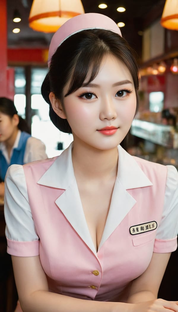 Tags: 21872187, SDXL
{"3": {"inputs": {"seed": 845644738358889, "steps": 64, "cfg": 6.03, "sampler_name": "dpmpp_2m", "scheduler": "karras", "denoise": 1.0, "model": ["27", 0], "positive": ["6", 0], "negative": ["7", 0], "latent_image": ["5", 0]}, "class_type": "KSampler"}, "4": {"inputs": {"ckpt_name": "juggernautXL_v8Rundiffusion.safetensors"}, "class_type": "CheckpointLoaderSimple"}, "5": {"inputs": {"width": 768, "height": 1344, "batch_size": 1}, "class_type": "EmptyLatentImage"}, "6": {"inputs": {"text": "21 year old girl, (chinese:0.96), (temptress:0.99), (double eyelids:1.02), (eyelashes:1.13), (detailed face:1.13), (seductive pose:1.05), (slim:0.99), (pale skin:0.96), (idol:1.09), (cute:1.11), (blush:0.98), (beautiful eyes:0.99), (seductive facial expression:0.99), (sexy lips:1.08), (in a seductive pose:1.14), (large perky breasts:0.98), (cleavage:0.97), (thigh gap:1.11), (a waitress in uniform:1.14) working at a restaurant, (soft lighting:1.01), (textured skin:1.02), (candid cinema:1.03), (portra:1.07), (skin fuzz:1.05), (natural looking skin:1.02), (RAW:1.01), (detailed skin:1.09), (film:1.03)", "clip": ["27", 1]}, "class_type": "CLIPTextEncode"}, "7": {"inputs": {"text": "(open mouth:1.12), (twisted:1.08), (bad hands:1.12), (distorted:1.09), (watermark:1.10), (worst quality:1.11), (low resolution:1.07)", "clip": ["27", 1]}, "class_type": "CLIPTextEncode"}, "8": {"inputs": {"samples": ["3", 0], "vae": ["4", 2]}, "class_type": "VAEDecode"}, "25": {"inputs": {"lora_name": "nudify_xl.safetensors", "strength_model": 0.16, "strength_clip": 0.23, "model": ["4", 0], "clip": ["4", 1]}, "class_type": "LoraLoader"}, "26": {"inputs": {"lora_name": "shirtlift_SDXL_v2.safetensors", "strength_model": 0.07, "strength_clip": 0.03, "model": ["25", 0], "clip": ["25", 1]}, "class_type": "LoraLoader"}, "27": {"inputs": {"lora_name": "PerfectEyesXL.safetensors", "strength_model": 0.02, "strength_clip": 0.05, "model": ["26", 0], "clip": ["26", 1]}, "class_type": "LoraLoader"}, "30": {"inputs": {"model_name": "4x_NMKD-Superscale-SP_178000_G.pth"}, "class_type": "UpscaleModelLoader"}, "31": {"inputs": {"upscale_model": ["30", 0], "image": ["8", 0]}, "class_type": "ImageUpscaleWithModel"}, "32": {"inputs": {"upscale_method": "lanczos", "scale_by": 0.5, "image": ["31", 0]}, "class_type": "ImageScaleBy"}, "33": {"inputs": {"pixels": ["32", 0], "vae": ["4", 2]}, "class_type": "VAEEncode"}, "34": {"inputs": {"seed": 845644738358889, "steps": 64, "cfg": 6.03, "sampler_name": "dpmpp_2m", "scheduler": "karras", "denoise": 0.3, "model": ["27", 0], "positive": ["6", 0], "negative": ["7", 0], "latent_image": ["33", 0]}, "class_type": "KSampler"}, "36": {"inputs": {"samples": ["34", 0], "vae": ["4", 2]}, "class_type": "VAEDecode"}, "39": {"inputs": {"filename_prefix": "comfyapi-1707311655135", "images": ["36", 0]}, "class_type": "SaveImage"}}