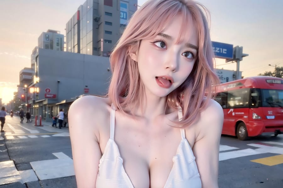 Tags: 21872187
<lora:taiwanDollLikeness_v20:0.53>, <lora:YaeMiko_Test:0.79>, (ukrainian:0.95), (white tank top:0.94), (large breasts:0.98), busy street in urban city, <lora:skirtlift-v4:0.97 <lora:Addams:0.27>, extremely detailed eyes, cute, (photorealistic:1.05), sexy lips, seductive smile, eyelashes, pale skin, perky breasts, full body portrait, textured skin, 4K, RAW, best quality, sharp, hyper realistic, tall, (thigh gap:1.13), delicate and beautiful girl, 1girl, (dramatic:1.12)
Negative prompt: sketches, paintings, black and white, (worst quality:2.03)
Steps: 32, Sampler: DPM++ 2M Karras, CFG scale: 5.76, Seed: 1022542620, Size: 768x512, Model hash: fc2511737a, Model: chilloutmix_NiPrunedFp32Fix, Seed resize from: -1x-1, Denoising strength: 0.4, Version: v1.2.1, Hires upscale: 2.5, Hires steps: 48, Hires upscaler: ESRGAN_4x