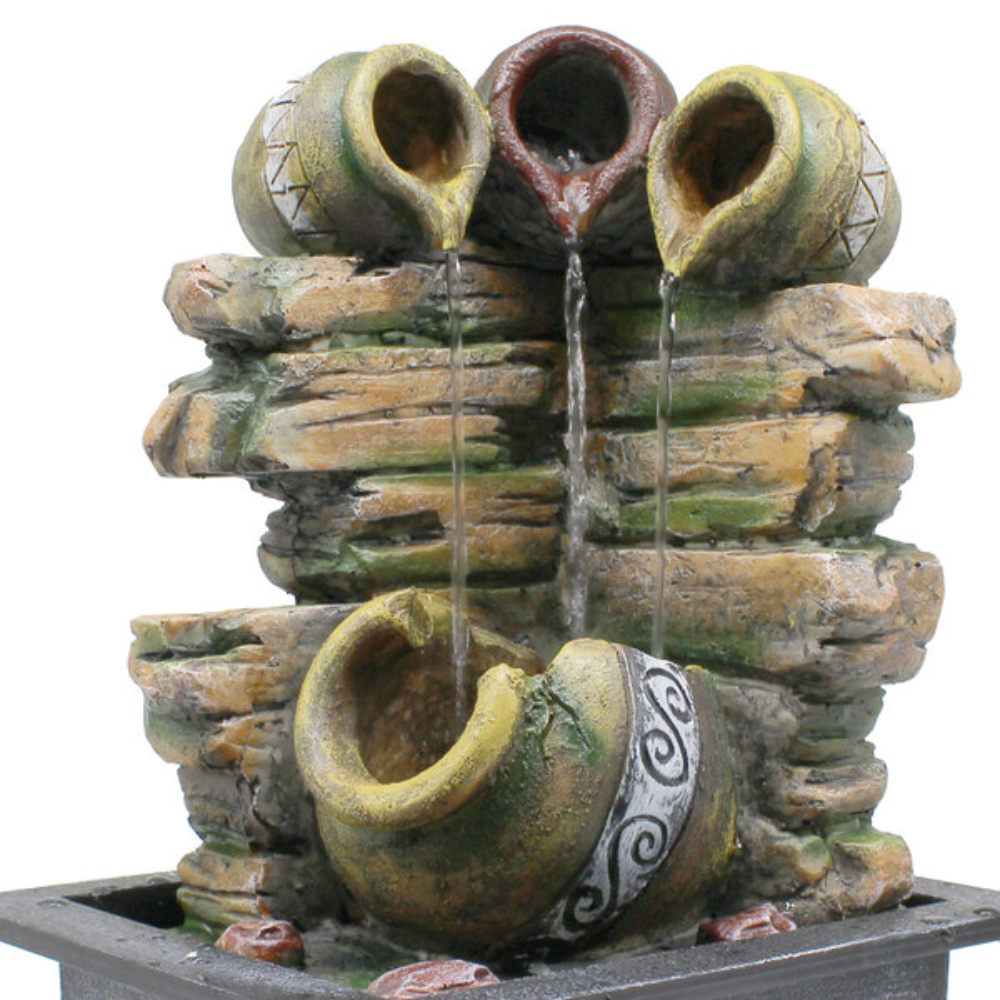 Fuente Elegancia Rústica Con Jarrones Led Tu Oasis De Paz