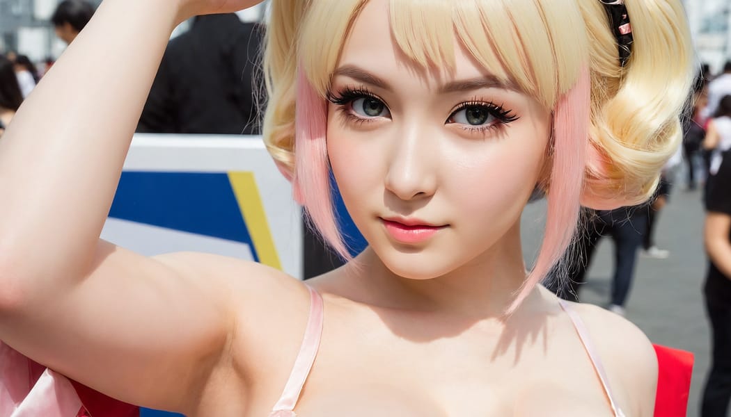 Tags: 21872187, SDXL
{"3": {"inputs": {"seed": 334921611882518, "steps": 64, "cfg": 7.22, "sampler_name": "dpmpp_2m", "scheduler": "karras", "denoise": 1.0, "model": ["27", 0], "positive": ["6", 0], "negative": ["7", 0], "latent_image": ["5", 0]}, "class_type": "KSampler"}, "4": {"inputs": {"ckpt_name": "juggernautXL_v8Rundiffusion.safetensors"}, "class_type": "CheckpointLoaderSimple"}, "5": {"inputs": {"width": 1344, "height": 768, "batch_size": 1}, "class_type": "EmptyLatentImage"}, "6": {"inputs": {"text": "25 year old girl, (russian:1.09), (ukrainian:1.14), (temptress:1.08), (idol:0.95), (beautiful eyes:1.09), (seductive facial expression:1.05), (sexy lips:1.07), (detailed face:1.05), (slim:1.11), (pale skin:1.12), (cute:1.13), (eyelashes:1.04), (blush:1.12), (seductive pose:1.08), (double eyelids:1.06), (in a seductive pose:1.03), (large perky breasts:1.05), (cleavage:0.97), (thigh gap:0.97), (in a cosplay:1.08) at comiket posing for camera, (RAW:1.03), (candid cinema:1.07), (film:1.03), (skin fuzz:1.07), (portra:1.04), (detailed skin:1.02), (soft lighting:1.03), (textured skin:1.04), (natural looking skin:1.09)", "clip": ["27", 1]}, "class_type": "CLIPTextEncode"}, "7": {"inputs": {"text": "(distorted:1.08), (watermark:1.12), (open mouth:1.11), (bad hands:1.08), (worst quality:1.08), (twisted:1.12), (low resolution:1.10)", "clip": ["27", 1]}, "class_type": "CLIPTextEncode"}, "8": {"inputs": {"samples": ["3", 0], "vae": ["4", 2]}, "class_type": "VAEDecode"}, "25": {"inputs": {"lora_name": "nudify_xl.safetensors", "strength_model": 0.32, "strength_clip": 0.28, "model": ["4", 0], "clip": ["4", 1]}, "class_type": "LoraLoader"}, "26": {"inputs": {"lora_name": "shirtlift_SDXL_v2.safetensors", "strength_model": 0.12, "strength_clip": 0.13, "model": ["25", 0], "clip": ["25", 1]}, "class_type": "LoraLoader"}, "27": {"inputs": {"lora_name": "PerfectEyesXL.safetensors", "strength_model": 0.04, "strength_clip": 0.08, "model": ["26", 0], "clip": ["26", 1]}, "class_type": "LoraLoader"}, "30": {"inputs": {"model_name": "4x_NMKD-Superscale-SP_178000_G.pth"}, "class_type": "UpscaleModelLoader"}, "31": {"inputs": {"upscale_model": ["30", 0], "image": ["8", 0]}, "class_type": "ImageUpscaleWithModel"}, "32": {"inputs": {"upscale_method": "lanczos", "scale_by": 0.5, "image": ["31", 0]}, "class_type": "ImageScaleBy"}, "33": {"inputs": {"pixels": ["32", 0], "vae": ["4", 2]}, "class_type": "VAEEncode"}, "34": {"inputs": {"seed": 334921611882518, "steps": 64, "cfg": 7.22, "sampler_name": "dpmpp_2m", "scheduler": "karras", "denoise": 0.3, "model": ["27", 0], "positive": ["6", 0], "negative": ["7", 0], "latent_image": ["33", 0]}, "class_type": "KSampler"}, "36": {"inputs": {"samples": ["34", 0], "vae": ["4", 2]}, "class_type": "VAEDecode"}, "39": {"inputs": {"filename_prefix": "comfyapi-1707703299416", "images": ["36", 0]}, "class_type": "SaveImage"}}