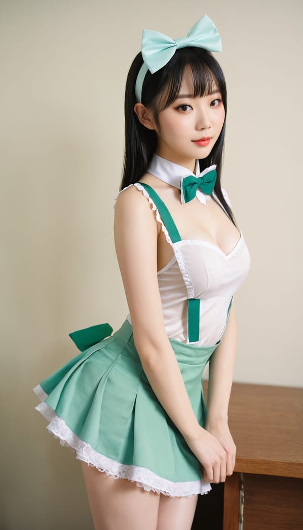 Tags: 21872187, SDXL
{"3": {"inputs": {"seed": 671023672601972, "steps": 64, "cfg": 7.89, "sampler_name": "dpmpp_2m", "scheduler": "karras", "denoise": 1.0, "model": ["27", 0], "positive": ["6", 0], "negative": ["7", 0], "latent_image": ["5", 0]}, "class_type": "KSampler"}, "4": {"inputs": {"ckpt_name": "juggernautxl.safetensors"}, "class_type": "CheckpointLoaderSimple"}, "5": {"inputs": {"width": 768, "height": 1344, "batch_size": 1}, "class_type": "EmptyLatentImage"}, "6": {"inputs": {"text": "25 year old girl, (irish:1.12), (taiwanese:1.10), (chinese:1.00), (detailed face:1.00), (idol:1.11), (pale skin:0.96), (temptress:0.96), (seductive pose:1.12), (sexy lips:0.95), (double eyelids:0.98), (beautiful eyes:1.00), (cute:0.96), (seductive facial expression:1.02), (eyelashes:1.13), (slim:1.00), (perky ass:1.01), (exposed ass:1.04), (looking back:1.11), (sexy ass:1.03), (thigh gap:1.08), in a (skimpy maid costume:0.97) working at a maid cafe, choker, bowtie, headband, pleated skirt, (portra:1.07), (candid cinema:1.03), (skin fuzz:1.07), (film:1.01), (soft lighting:1.05), (natural looking skin:1.01), (detailed skin:1.08), (textured skin:1.01), (RAW:1.00)", "clip": ["27", 1]}, "class_type": "CLIPTextEncode"}, "7": {"inputs": {"text": "(watermark:1.14), (twisted:1.14), (low resolution:1.05), (worst quality:1.06), (open mouth:1.08), (distorted:1.09), (bad hands:1.11)", "clip": ["27", 1]}, "class_type": "CLIPTextEncode"}, "8": {"inputs": {"samples": ["3", 0], "vae": ["4", 2]}, "class_type": "VAEDecode"}, "25": {"inputs": {"lora_name": "nudify_xl.safetensors", "strength_model": 0.29, "strength_clip": 0.0, "model": ["4", 0], "clip": ["4", 1]}, "class_type": "LoraLoader"}, "26": {"inputs": {"lora_name": "shirtlift_SDXL_v2.safetensors", "strength_model": 0.04, "strength_clip": 0.0, "model": ["25", 0], "clip": ["25", 1]}, "class_type": "LoraLoader"}, "27": {"inputs": {"lora_name": "PerfectEyesXL.safetensors", "strength_model": 0.16, "strength_clip": 0.03, "model": ["26", 0], "clip": ["26", 1]}, "class_type": "LoraLoader"}, "30": {"inputs": {"model_name": "4x_NMKD-Superscale-SP_178000_G.pth"}, "class_type": "UpscaleModelLoader"}, "31": {"inputs": {"upscale_model": ["30", 0], "image": ["8", 0]}, "class_type": "ImageUpscaleWithModel"}, "32": {"inputs": {"upscale_method": "lanczos", "scale_by": 0.5, "image": ["31", 0]}, "class_type": "ImageScaleBy"}, "33": {"inputs": {"pixels": ["32", 0], "vae": ["4", 2]}, "class_type": "VAEEncode"}, "34": {"inputs": {"seed": 671023672601972, "steps": 64, "cfg": 7.89, "sampler_name": "dpmpp_2m", "scheduler": "karras", "denoise": 0.3, "model": ["27", 0], "positive": ["6", 0], "negative": ["7", 0], "latent_image": ["33", 0]}, "class_type": "KSampler"}, "36": {"inputs": {"samples": ["34", 0], "vae": ["4", 2]}, "class_type": "VAEDecode"}, "39": {"inputs": {"filename_prefix": "comfyapi-1718989654115", "images": ["36", 0]}, "class_type": "SaveImage"}}