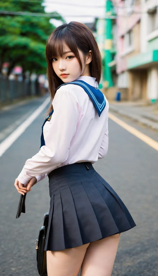 Tags: 21872187, SDXL
{"3": {"inputs": {"seed": 688051547921724, "steps": 32, "cfg": 7.43, "sampler_name": "dpmpp_2m", "scheduler": "karras", "denoise": 1.0, "model": ["27", 0], "positive": ["6", 0], "negative": ["7", 0], "latent_image": ["5", 0]}, "class_type": "KSampler"}, "4": {"inputs": {"ckpt_name": "helloworldxl.safetensors"}, "class_type": "CheckpointLoaderSimple"}, "5": {"inputs": {"width": 768, "height": 1344, "batch_size": 1}, "class_type": "EmptyLatentImage"}, "6": {"inputs": {"text": "22 year old girl, (japanese:1.12), (ukrainian:0.97), (seductive facial expression:1.13), (beautiful eyes:0.99), (slim:1.03), (temptress:1.08), (pale skin:1.13), (blush:1.06), (cute:0.96), (seductive pose:1.02), (double eyelids:1.08), (sexy lips:1.05), (idol:1.08), (detailed face:0.98), (eyelashes:1.06), (perky ass:0.98), (exposed ass:0.99), (looking back:1.07), (sexy ass:0.98), (thigh gap:1.11), (school uniform:1.10), choker, busy street, (RAW:1.06), (textured skin:1.07), (natural looking skin:1.07), (film:1.04), (detailed skin:1.03), (candid cinema:1.00), (soft lighting:1.09), (skin fuzz:1.03), (portra:1.00)", "clip": ["27", 1]}, "class_type": "CLIPTextEncode"}, "7": {"inputs": {"text": "(bad hands:1.12), (worst quality:1.06), (twisted:1.11), (watermark:1.14), (open mouth:1.13), (distorted:1.09), (low resolution:1.06)", "clip": ["27", 1]}, "class_type": "CLIPTextEncode"}, "8": {"inputs": {"samples": ["3", 0], "vae": ["4", 2]}, "class_type": "VAEDecode"}, "25": {"inputs": {"lora_name": "nudify_xl.safetensors", "strength_model": 0.32, "strength_clip": 0.0, "model": ["4", 0], "clip": ["4", 1]}, "class_type": "LoraLoader"}, "26": {"inputs": {"lora_name": "shirtlift_SDXL_v2.safetensors", "strength_model": 0.11, "strength_clip": 0.12, "model": ["25", 0], "clip": ["25", 1]}, "class_type": "LoraLoader"}, "27": {"inputs": {"lora_name": "PerfectEyesXL.safetensors", "strength_model": 0.04, "strength_clip": 0.15, "model": ["26", 0], "clip": ["26", 1]}, "class_type": "LoraLoader"}, "30": {"inputs": {"model_name": "4x_NMKD-Superscale-SP_178000_G.pth"}, "class_type": "UpscaleModelLoader"}, "31": {"inputs": {"upscale_model": ["30", 0], "image": ["8", 0]}, "class_type": "ImageUpscaleWithModel"}, "32": {"inputs": {"upscale_method": "lanczos", "scale_by": 0.5, "image": ["31", 0]}, "class_type": "ImageScaleBy"}, "33": {"inputs": {"pixels": ["32", 0], "vae": ["4", 2]}, "class_type": "VAEEncode"}, "34": {"inputs": {"seed": 688051547921724, "steps": 32, "cfg": 7.43, "sampler_name": "dpmpp_2m", "scheduler": "karras", "denoise": 0.3, "model": ["27", 0], "positive": ["6", 0], "negative": ["7", 0], "latent_image": ["33", 0]}, "class_type": "KSampler"}, "36": {"inputs": {"samples": ["34", 0], "vae": ["4", 2]}, "class_type": "VAEDecode"}, "39": {"inputs": {"filename_prefix": "comfyapi-1716586239702", "images": ["36", 0]}, "class_type": "SaveImage"}}