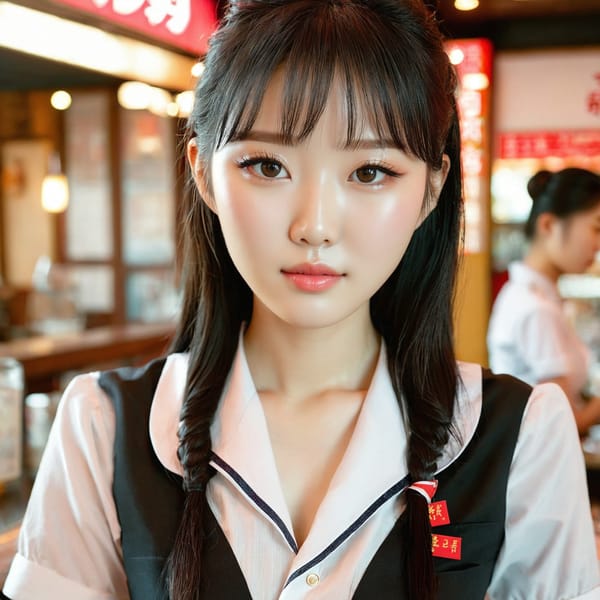 Tags: 21872187, SDXL
{"3": {"inputs": {"seed": 424395258556109, "steps": 32, "cfg": 7.68, "sampler_name": "dpmpp_2m", "scheduler": "karras", "denoise": 1.0, "model": ["27", 0], "positive": ["6", 0], "negative": ["7", 0], "latent_image": ["5", 0]}, "class_type": "KSampler"}, "4": {"inputs": {"ckpt_name": "juggernautxl.safetensors"}, "class_type": "CheckpointLoaderSimple"}, "5": {"inputs": {"width": 1024, "height": 1024, "batch_size": 1}, "class_type": "EmptyLatentImage"}, "6": {"inputs": {"text": "22 year old girl, (korean:1.13), (chinese:1.14), (pale skin:1.12), (sexy lips:0.95), (double eyelids:1.05), (blush:1.02), (detailed face:1.02), (seductive pose:0.98), (cute:1.14), (slim:0.99), (seductive facial expression:0.97), (temptress:1.10), (beautiful eyes:1.06), (eyelashes:1.04), (idol:0.99), (in a seductive pose:1.06), (large perky breasts:0.97), (cleavage:0.98), (thigh gap:0.97), (a waitress in uniform:1.14) working at a restaurant, (RAW:1.06), (skin fuzz:1.00), (film:1.08), (natural looking skin:1.01), (soft lighting:1.03), (portra:1.00), (candid cinema:1.01), (textured skin:1.08), (detailed skin:1.03)", "clip": ["27", 1]}, "class_type": "CLIPTextEncode"}, "7": {"inputs": {"text": "(watermark:1.05), (low resolution:1.10), (distorted:1.10), (bad hands:1.09), (open mouth:1.13), (worst quality:1.13), (twisted:1.11)", "clip": ["27", 1]}, "class_type": "CLIPTextEncode"}, "8": {"inputs": {"samples": ["3", 0], "vae": ["4", 2]}, "class_type": "VAEDecode"}, "25": {"inputs": {"lora_name": "nudify_xl.safetensors", "strength_model": 0.27, "strength_clip": 0.1, "model": ["4", 0], "clip": ["4", 1]}, "class_type": "LoraLoader"}, "26": {"inputs": {"lora_name": "shirtlift_SDXL_v2.safetensors", "strength_model": 0.1, "strength_clip": 0.07, "model": ["25", 0], "clip": ["25", 1]}, "class_type": "LoraLoader"}, "27": {"inputs": {"lora_name": "PerfectEyesXL.safetensors", "strength_model": 0.13, "strength_clip": 0.06, "model": ["26", 0], "clip": ["26", 1]}, "class_type": "LoraLoader"}, "30": {"inputs": {"model_name": "4x_NMKD-Superscale-SP_178000_G.pth"}, "class_type": "UpscaleModelLoader"}, "31": {"inputs": {"upscale_model": ["30", 0], "image": ["8", 0]}, "class_type": "ImageUpscaleWithModel"}, "32": {"inputs": {"upscale_method": "lanczos", "scale_by": 0.5, "image": ["31", 0]}, "class_type": "ImageScaleBy"}, "33": {"inputs": {"pixels": ["32", 0], "vae": ["4", 2]}, "class_type": "VAEEncode"}, "34": {"inputs": {"seed": 424395258556109, "steps": 32, "cfg": 7.68, "sampler_name": "dpmpp_2m", "scheduler": "karras", "denoise": 0.3, "model": ["27", 0], "positive": ["6", 0], "negative": ["7", 0], "latent_image": ["33", 0]}, "class_type": "KSampler"}, "36": {"inputs": {"samples": ["34", 0], "vae": ["4", 2]}, "class_type": "VAEDecode"}, "39": {"inputs": {"filename_prefix": "comfyapi-1728227667947", "images": ["36", 0]}, "class_type": "SaveImage"}}