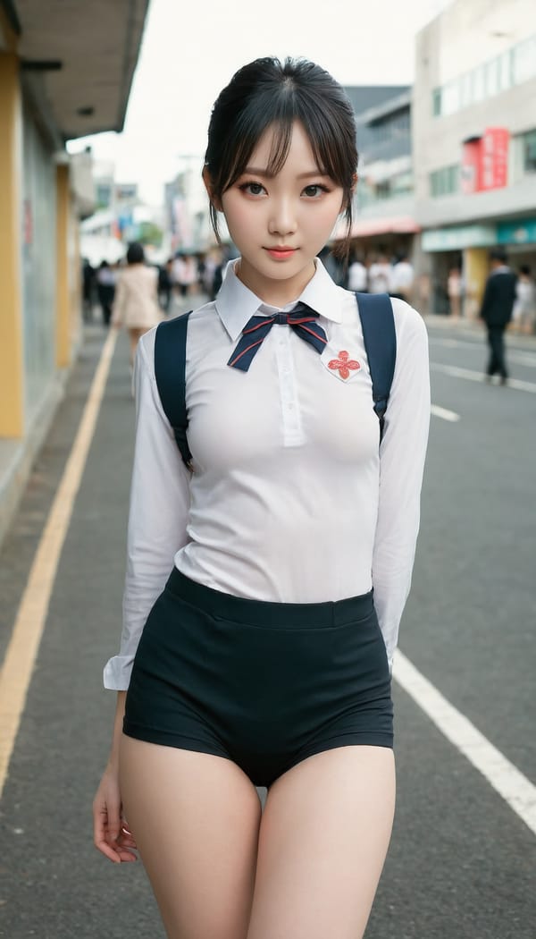 Tags: 21872187, SDXL
{"3": {"inputs": {"seed": 790129221852482, "steps": 64, "cfg": 6.59, "sampler_name": "dpmpp_2m", "scheduler": "karras", "denoise": 1.0, "model": ["27", 0], "positive": ["6", 0], "negative": ["7", 0], "latent_image": ["5", 0]}, "class_type": "KSampler"}, "4": {"inputs": {"ckpt_name": "juggernautXL_v8Rundiffusion.safetensors"}, "class_type": "CheckpointLoaderSimple"}, "5": {"inputs": {"width": 768, "height": 1344, "batch_size": 1}, "class_type": "EmptyLatentImage"}, "6": {"inputs": {"text": "25 year old girl, (japanese:0.95), (temptress:1.02), (seductive pose:1.13), (detailed face:1.13), (eyelashes:1.10), (idol:1.05), (double eyelids:1.03), (pale skin:1.13), (beautiful eyes:1.13), (seductive facial expression:1.00), (cute:1.11), (slim:1.00), (sexy lips:1.02), (blush:1.13), (perky ass:1.00), (exposed ass:1.04), (looking back:0.96), (sexy ass:1.03), (thigh gap:1.12), (school uniform:1.05), choker, busy street, (portra:1.06), (candid cinema:1.08), (soft lighting:1.07), (natural looking skin:1.05), (detailed skin:1.09), (film:1.04), (skin fuzz:1.04), (RAW:1.01), (textured skin:1.07)", "clip": ["27", 1]}, "class_type": "CLIPTextEncode"}, "7": {"inputs": {"text": "(open mouth:1.14), (watermark:1.08), (distorted:1.06), (low resolution:1.13), (twisted:1.10), (bad hands:1.10), (worst quality:1.05)", "clip": ["27", 1]}, "class_type": "CLIPTextEncode"}, "8": {"inputs": {"samples": ["3", 0], "vae": ["4", 2]}, "class_type": "VAEDecode"}, "25": {"inputs": {"lora_name": "nudify_xl.safetensors", "strength_model": 0.16, "strength_clip": 0.16, "model": ["4", 0], "clip": ["4", 1]}, "class_type": "LoraLoader"}, "26": {"inputs": {"lora_name": "shirtlift_SDXL_v2.safetensors", "strength_model": 0.15, "strength_clip": 0.02, "model": ["25", 0], "clip": ["25", 1]}, "class_type": "LoraLoader"}, "27": {"inputs": {"lora_name": "PerfectEyesXL.safetensors", "strength_model": 0.02, "strength_clip": 0.02, "model": ["26", 0], "clip": ["26", 1]}, "class_type": "LoraLoader"}, "30": {"inputs": {"model_name": "4x_NMKD-Superscale-SP_178000_G.pth"}, "class_type": "UpscaleModelLoader"}, "31": {"inputs": {"upscale_model": ["30", 0], "image": ["8", 0]}, "class_type": "ImageUpscaleWithModel"}, "32": {"inputs": {"upscale_method": "lanczos", "scale_by": 0.5, "image": ["31", 0]}, "class_type": "ImageScaleBy"}, "33": {"inputs": {"pixels": ["32", 0], "vae": ["4", 2]}, "class_type": "VAEEncode"}, "34": {"inputs": {"seed": 790129221852482, "steps": 64, "cfg": 6.59, "sampler_name": "dpmpp_2m", "scheduler": "karras", "denoise": 0.3, "model": ["27", 0], "positive": ["6", 0], "negative": ["7", 0], "latent_image": ["33", 0]}, "class_type": "KSampler"}, "36": {"inputs": {"samples": ["34", 0], "vae": ["4", 2]}, "class_type": "VAEDecode"}, "39": {"inputs": {"filename_prefix": "comfyapi-1707466472487", "images": ["36", 0]}, "class_type": "SaveImage"}}