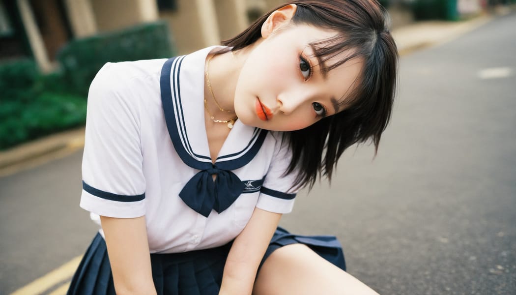 Tags: 21872187, SDXL
{"3": {"inputs": {"seed": 697541145701531, "steps": 64, "cfg": 5.43, "sampler_name": "dpmpp_2m", "scheduler": "karras", "denoise": 1.0, "model": ["27", 0], "positive": ["6", 0], "negative": ["7", 0], "latent_image": ["5", 0]}, "class_type": "KSampler"}, "4": {"inputs": {"ckpt_name": "helloworldxl.safetensors"}, "class_type": "CheckpointLoaderSimple"}, "5": {"inputs": {"width": 1344, "height": 768, "batch_size": 1}, "class_type": "EmptyLatentImage"}, "6": {"inputs": {"text": "24 year old girl, (slim:1.12), (blush:1.04), (detailed face:1.00), (temptress:1.08), (sexy lips:1.05), (seductive facial expression:0.99), (idol:0.98), (beautiful eyes:0.96), (seductive pose:0.98), (eyelashes:1.04), (cute:0.98), (pale skin:1.12), (double eyelids:1.05), (in a seductive pose:0.96), (large perky breasts:0.98), (cleavage:1.09), (thigh gap:0.98), (school uniform:1.13), choker, busy street, (textured skin:1.04), (natural looking skin:1.05), (soft lighting:1.01), (skin fuzz:1.08), (candid cinema:1.06), (portra:1.08), (RAW:1.08), (film:1.05), (detailed skin:1.08)", "clip": ["27", 1]}, "class_type": "CLIPTextEncode"}, "7": {"inputs": {"text": "(watermark:1.10), (low resolution:1.07), (worst quality:1.14), (twisted:1.09), (distorted:1.10), (open mouth:1.14), (bad hands:1.14)", "clip": ["27", 1]}, "class_type": "CLIPTextEncode"}, "8": {"inputs": {"samples": ["3", 0], "vae": ["4", 2]}, "class_type": "VAEDecode"}, "25": {"inputs": {"lora_name": "nudify_xl.safetensors", "strength_model": 0.38, "strength_clip": 0.29, "model": ["4", 0], "clip": ["4", 1]}, "class_type": "LoraLoader"}, "26": {"inputs": {"lora_name": "shirtlift_SDXL_v2.safetensors", "strength_model": 0.04, "strength_clip": 0.06, "model": ["25", 0], "clip": ["25", 1]}, "class_type": "LoraLoader"}, "27": {"inputs": {"lora_name": "PerfectEyesXL.safetensors", "strength_model": 0.01, "strength_clip": 0.04, "model": ["26", 0], "clip": ["26", 1]}, "class_type": "LoraLoader"}, "30": {"inputs": {"model_name": "4x_NMKD-Superscale-SP_178000_G.pth"}, "class_type": "UpscaleModelLoader"}, "31": {"inputs": {"upscale_model": ["30", 0], "image": ["8", 0]}, "class_type": "ImageUpscaleWithModel"}, "32": {"inputs": {"upscale_method": "lanczos", "scale_by": 0.5, "image": ["31", 0]}, "class_type": "ImageScaleBy"}, "33": {"inputs": {"pixels": ["32", 0], "vae": ["4", 2]}, "class_type": "VAEEncode"}, "34": {"inputs": {"seed": 697541145701531, "steps": 64, "cfg": 5.43, "sampler_name": "dpmpp_2m", "scheduler": "karras", "denoise": 0.3, "model": ["27", 0], "positive": ["6", 0], "negative": ["7", 0], "latent_image": ["33", 0]}, "class_type": "KSampler"}, "36": {"inputs": {"samples": ["34", 0], "vae": ["4", 2]}, "class_type": "VAEDecode"}, "39": {"inputs": {"filename_prefix": "comfyapi-1730361549069", "images": ["36", 0]}, "class_type": "SaveImage"}}