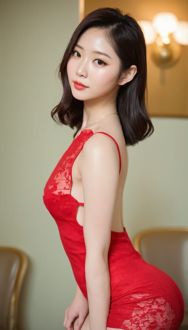 Tags: 21872187, SDXL
{"3": {"inputs": {"seed": 118957855814284, "steps": 32, "cfg": 5.84, "sampler_name": "dpmpp_2m", "scheduler": "karras", "denoise": 1.0, "model": ["27", 0], "positive": ["6", 0], "negative": ["7", 0], "latent_image": ["5", 0]}, "class_type": "KSampler"}, "4": {"inputs": {"ckpt_name": "juggernautxl.safetensors"}, "class_type": "CheckpointLoaderSimple"}, "5": {"inputs": {"width": 768, "height": 1344, "batch_size": 1}, "class_type": "EmptyLatentImage"}, "6": {"inputs": {"text": "22 year old girl, (chinese:1.12), (taiwanese:1.10), (double eyelids:1.11), (seductive pose:1.04), (slim:1.12), (sexy lips:1.13), (temptress:0.96), (idol:1.05), (cute:0.99), (eyelashes:1.10), (beautiful eyes:1.10), (blush:1.10), (pale skin:1.05), (perky ass:1.14), (exposed ass:1.12), (looking back:1.13), (sexy ass:1.05), (thigh gap:1.13), (wearing a low-cut red dress:1.00) at a ballroom, (natural looking skin:1.07), (candid cinema:1.08), (film:1.01), (detailed skin:1.02), (portra:1.02), (skin fuzz:1.04), (RAW:1.03), (soft lighting:1.00), (textured skin:1.01)", "clip": ["27", 1]}, "class_type": "CLIPTextEncode"}, "7": {"inputs": {"text": "(twisted:1.08), (watermark:1.08), (open mouth:1.12), (distorted:1.12), (low resolution:1.14), (worst quality:1.05), (bad hands:1.05)", "clip": ["27", 1]}, "class_type": "CLIPTextEncode"}, "8": {"inputs": {"samples": ["3", 0], "vae": ["4", 2]}, "class_type": "VAEDecode"}, "25": {"inputs": {"lora_name": "nudify_xl.safetensors", "strength_model": 0.06, "strength_clip": 0.32, "model": ["4", 0], "clip": ["4", 1]}, "class_type": "LoraLoader"}, "26": {"inputs": {"lora_name": "shirtlift_SDXL_v2.safetensors", "strength_model": 0.0, "strength_clip": 0.16, "model": ["25", 0], "clip": ["25", 1]}, "class_type": "LoraLoader"}, "27": {"inputs": {"lora_name": "PerfectEyesXL.safetensors", "strength_model": 0.02, "strength_clip": 0.08, "model": ["26", 0], "clip": ["26", 1]}, "class_type": "LoraLoader"}, "30": {"inputs": {"model_name": "4x_NMKD-Superscale-SP_178000_G.pth"}, "class_type": "UpscaleModelLoader"}, "31": {"inputs": {"upscale_model": ["30", 0], "image": ["8", 0]}, "class_type": "ImageUpscaleWithModel"}, "32": {"inputs": {"upscale_method": "lanczos", "scale_by": 0.5, "image": ["31", 0]}, "class_type": "ImageScaleBy"}, "33": {"inputs": {"pixels": ["32", 0], "vae": ["4", 2]}, "class_type": "VAEEncode"}, "34": {"inputs": {"seed": 118957855814284, "steps": 32, "cfg": 5.84, "sampler_name": "dpmpp_2m", "scheduler": "karras", "denoise": 0.3, "model": ["27", 0], "positive": ["6", 0], "negative": ["7", 0], "latent_image": ["33", 0]}, "class_type": "KSampler"}, "36": {"inputs": {"samples": ["34", 0], "vae": ["4", 2]}, "class_type": "VAEDecode"}, "39": {"inputs": {"filename_prefix": "comfyapi-1724116196003", "images": ["36", 0]}, "class_type": "SaveImage"}}