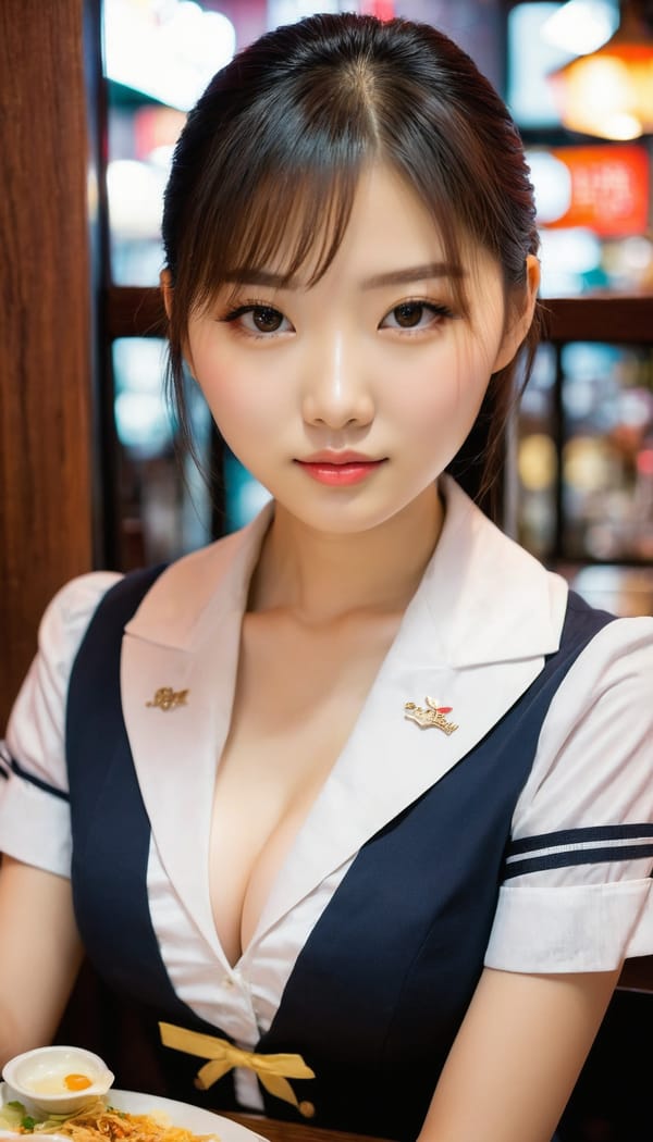 Tags: 21872187, SDXL
{"3": {"inputs": {"seed": 719868452093520, "steps": 32, "cfg": 7.59, "sampler_name": "dpmpp_2m", "scheduler": "karras", "denoise": 1.0, "model": ["27", 0], "positive": ["6", 0], "negative": ["7", 0], "latent_image": ["5", 0]}, "class_type": "KSampler"}, "4": {"inputs": {"ckpt_name": "juggernautxl.safetensors"}, "class_type": "CheckpointLoaderSimple"}, "5": {"inputs": {"width": 768, "height": 1344, "batch_size": 1}, "class_type": "EmptyLatentImage"}, "6": {"inputs": {"text": "19 year old girl, (taiwanese:1.10), (beautiful eyes:1.09), (pale skin:0.96), (cute:0.95), (seductive pose:1.06), (seductive facial expression:1.12), (double eyelids:1.06), (sexy lips:0.99), (blush:1.00), (idol:1.13), (detailed face:1.02), (eyelashes:1.09), (slim:1.09), (in a seductive pose:1.06), (large perky breasts:1.08), (cleavage:1.09), (thigh gap:1.04), (a waitress in uniform:1.09) working at a restaurant, (soft lighting:1.06), (portra:1.09), (RAW:1.03), (film:1.07), (natural looking skin:1.02), (detailed skin:1.04), (candid cinema:1.08), (skin fuzz:1.01), (textured skin:1.08)", "clip": ["27", 1]}, "class_type": "CLIPTextEncode"}, "7": {"inputs": {"text": "(distorted:1.10), (twisted:1.14), (watermark:1.05), (open mouth:1.13), (low resolution:1.11), (worst quality:1.06), (bad hands:1.08)", "clip": ["27", 1]}, "class_type": "CLIPTextEncode"}, "8": {"inputs": {"samples": ["3", 0], "vae": ["4", 2]}, "class_type": "VAEDecode"}, "25": {"inputs": {"lora_name": "nudify_xl.safetensors", "strength_model": 0.1, "strength_clip": 0.19, "model": ["4", 0], "clip": ["4", 1]}, "class_type": "LoraLoader"}, "26": {"inputs": {"lora_name": "shirtlift_SDXL_v2.safetensors", "strength_model": 0.04, "strength_clip": 0.09, "model": ["25", 0], "clip": ["25", 1]}, "class_type": "LoraLoader"}, "27": {"inputs": {"lora_name": "PerfectEyesXL.safetensors", "strength_model": 0.06, "strength_clip": 0.08, "model": ["26", 0], "clip": ["26", 1]}, "class_type": "LoraLoader"}, "30": {"inputs": {"model_name": "4x_NMKD-Superscale-SP_178000_G.pth"}, "class_type": "UpscaleModelLoader"}, "31": {"inputs": {"upscale_model": ["30", 0], "image": ["8", 0]}, "class_type": "ImageUpscaleWithModel"}, "32": {"inputs": {"upscale_method": "lanczos", "scale_by": 0.5, "image": ["31", 0]}, "class_type": "ImageScaleBy"}, "33": {"inputs": {"pixels": ["32", 0], "vae": ["4", 2]}, "class_type": "VAEEncode"}, "34": {"inputs": {"seed": 719868452093520, "steps": 32, "cfg": 7.59, "sampler_name": "dpmpp_2m", "scheduler": "karras", "denoise": 0.3, "model": ["27", 0], "positive": ["6", 0], "negative": ["7", 0], "latent_image": ["33", 0]}, "class_type": "KSampler"}, "36": {"inputs": {"samples": ["34", 0], "vae": ["4", 2]}, "class_type": "VAEDecode"}, "39": {"inputs": {"filename_prefix": "comfyapi-1713914496119", "images": ["36", 0]}, "class_type": "SaveImage"}}