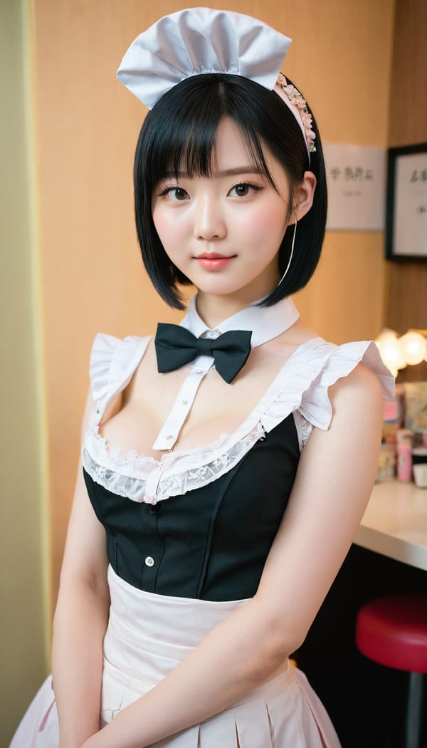 Tags: 21872187, SDXL
{"3": {"inputs": {"seed": 287811243688046, "steps": 32, "cfg": 7.67, "sampler_name": "dpmpp_2m", "scheduler": "karras", "denoise": 1.0, "model": ["27", 0], "positive": ["6", 0], "negative": ["7", 0], "latent_image": ["5", 0]}, "class_type": "KSampler"}, "4": {"inputs": {"ckpt_name": "juggernautxl.safetensors"}, "class_type": "CheckpointLoaderSimple"}, "5": {"inputs": {"width": 768, "height": 1344, "batch_size": 1}, "class_type": "EmptyLatentImage"}, "6": {"inputs": {"text": "22 year old girl, (taiwanese:1.03), (temptress:1.09), (pale skin:0.97), (idol:1.05), (detailed face:1.10), (sexy lips:0.98), (slim:1.07), (cute:0.99), (blush:1.05), (seductive facial expression:0.99), (eyelashes:1.01), (double eyelids:1.04), (beautiful eyes:1.00), (seductive pose:0.98), (perky ass:1.02), (exposed ass:1.10), (looking back:1.11), (sexy ass:0.95), (thigh gap:1.01), in a (skimpy maid costume:1.13) working at a maid cafe, choker, bowtie, headband, pleated skirt, (candid cinema:1.01), (detailed skin:1.06), (skin fuzz:1.03), (portra:1.06), (textured skin:1.04), (film:1.02), (soft lighting:1.09), (natural looking skin:1.00), (RAW:1.07)", "clip": ["27", 1]}, "class_type": "CLIPTextEncode"}, "7": {"inputs": {"text": "(twisted:1.12), (bad hands:1.09), (watermark:1.06), (worst quality:1.12), (low resolution:1.12), (distorted:1.08), (open mouth:1.12)", "clip": ["27", 1]}, "class_type": "CLIPTextEncode"}, "8": {"inputs": {"samples": ["3", 0], "vae": ["4", 2]}, "class_type": "VAEDecode"}, "25": {"inputs": {"lora_name": "nudify_xl.safetensors", "strength_model": 0.13, "strength_clip": 0.35, "model": ["4", 0], "clip": ["4", 1]}, "class_type": "LoraLoader"}, "26": {"inputs": {"lora_name": "shirtlift_SDXL_v2.safetensors", "strength_model": 0.09, "strength_clip": 0.18, "model": ["25", 0], "clip": ["25", 1]}, "class_type": "LoraLoader"}, "27": {"inputs": {"lora_name": "PerfectEyesXL.safetensors", "strength_model": 0.04, "strength_clip": 0.08, "model": ["26", 0], "clip": ["26", 1]}, "class_type": "LoraLoader"}, "30": {"inputs": {"model_name": "4x_NMKD-Superscale-SP_178000_G.pth"}, "class_type": "UpscaleModelLoader"}, "31": {"inputs": {"upscale_model": ["30", 0], "image": ["8", 0]}, "class_type": "ImageUpscaleWithModel"}, "32": {"inputs": {"upscale_method": "lanczos", "scale_by": 0.5, "image": ["31", 0]}, "class_type": "ImageScaleBy"}, "33": {"inputs": {"pixels": ["32", 0], "vae": ["4", 2]}, "class_type": "VAEEncode"}, "34": {"inputs": {"seed": 287811243688046, "steps": 32, "cfg": 7.67, "sampler_name": "dpmpp_2m", "scheduler": "karras", "denoise": 0.3, "model": ["27", 0], "positive": ["6", 0], "negative": ["7", 0], "latent_image": ["33", 0]}, "class_type": "KSampler"}, "36": {"inputs": {"samples": ["34", 0], "vae": ["4", 2]}, "class_type": "VAEDecode"}, "39": {"inputs": {"filename_prefix": "comfyapi-1734580858007", "images": ["36", 0]}, "class_type": "SaveImage"}}