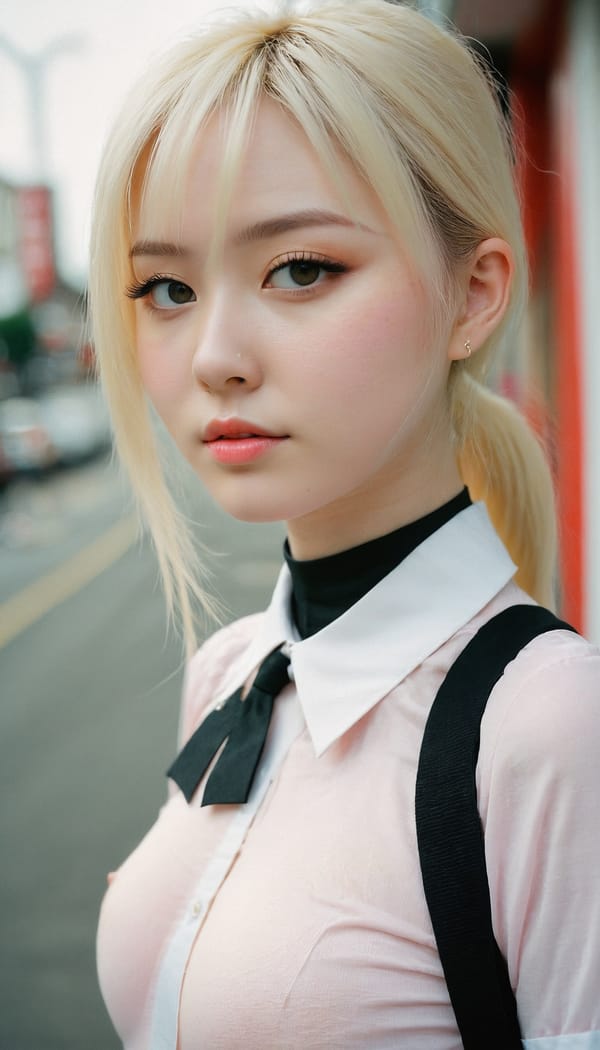 Tags: 21872187, SDXL
{"3": {"inputs": {"seed": 115293220199760, "steps": 64, "cfg": 7.92, "sampler_name": "dpmpp_2m", "scheduler": "karras", "denoise": 1.0, "model": ["27", 0], "positive": ["6", 0], "negative": ["7", 0], "latent_image": ["5", 0]}, "class_type": "KSampler"}, "4": {"inputs": {"ckpt_name": "juggernautxl.safetensors"}, "class_type": "CheckpointLoaderSimple"}, "5": {"inputs": {"width": 768, "height": 1344, "batch_size": 1}, "class_type": "EmptyLatentImage"}, "6": {"inputs": {"text": "27 year old girl, (pale skin:0.98), (slim:1.12), (double eyelids:0.95), (detailed face:1.06), (blush:1.10), (seductive facial expression:1.03), (cute:1.03), (eyelashes:0.97), (idol:1.02), (beautiful eyes:1.07), (temptress:1.02), (seductive pose:0.96), (sexy lips:0.96), (perky ass:1.13), (exposed ass:1.02), (looking back:1.12), (sexy ass:0.95), (thigh gap:1.06), (school uniform:1.00), choker, busy street, (soft lighting:1.01), (RAW:1.03), (detailed skin:1.02), (textured skin:1.03), (film:1.05), (portra:1.05), (natural looking skin:1.08), (skin fuzz:1.03), (candid cinema:1.01)", "clip": ["27", 1]}, "class_type": "CLIPTextEncode"}, "7": {"inputs": {"text": "(low resolution:1.13), (watermark:1.05), (open mouth:1.05), (worst quality:1.05), (twisted:1.10), (distorted:1.14), (bad hands:1.13)", "clip": ["27", 1]}, "class_type": "CLIPTextEncode"}, "8": {"inputs": {"samples": ["3", 0], "vae": ["4", 2]}, "class_type": "VAEDecode"}, "25": {"inputs": {"lora_name": "nudify_xl.safetensors", "strength_model": 0.37, "strength_clip": 0.28, "model": ["4", 0], "clip": ["4", 1]}, "class_type": "LoraLoader"}, "26": {"inputs": {"lora_name": "shirtlift_SDXL_v2.safetensors", "strength_model": 0.16, "strength_clip": 0.09, "model": ["25", 0], "clip": ["25", 1]}, "class_type": "LoraLoader"}, "27": {"inputs": {"lora_name": "PerfectEyesXL.safetensors", "strength_model": 0.16, "strength_clip": 0.15, "model": ["26", 0], "clip": ["26", 1]}, "class_type": "LoraLoader"}, "30": {"inputs": {"model_name": "4x_NMKD-Superscale-SP_178000_G.pth"}, "class_type": "UpscaleModelLoader"}, "31": {"inputs": {"upscale_model": ["30", 0], "image": ["8", 0]}, "class_type": "ImageUpscaleWithModel"}, "32": {"inputs": {"upscale_method": "lanczos", "scale_by": 0.5, "image": ["31", 0]}, "class_type": "ImageScaleBy"}, "33": {"inputs": {"pixels": ["32", 0], "vae": ["4", 2]}, "class_type": "VAEEncode"}, "34": {"inputs": {"seed": 115293220199760, "steps": 64, "cfg": 7.92, "sampler_name": "dpmpp_2m", "scheduler": "karras", "denoise": 0.3, "model": ["27", 0], "positive": ["6", 0], "negative": ["7", 0], "latent_image": ["33", 0]}, "class_type": "KSampler"}, "36": {"inputs": {"samples": ["34", 0], "vae": ["4", 2]}, "class_type": "VAEDecode"}, "39": {"inputs": {"filename_prefix": "comfyapi-1734305345481", "images": ["36", 0]}, "class_type": "SaveImage"}}