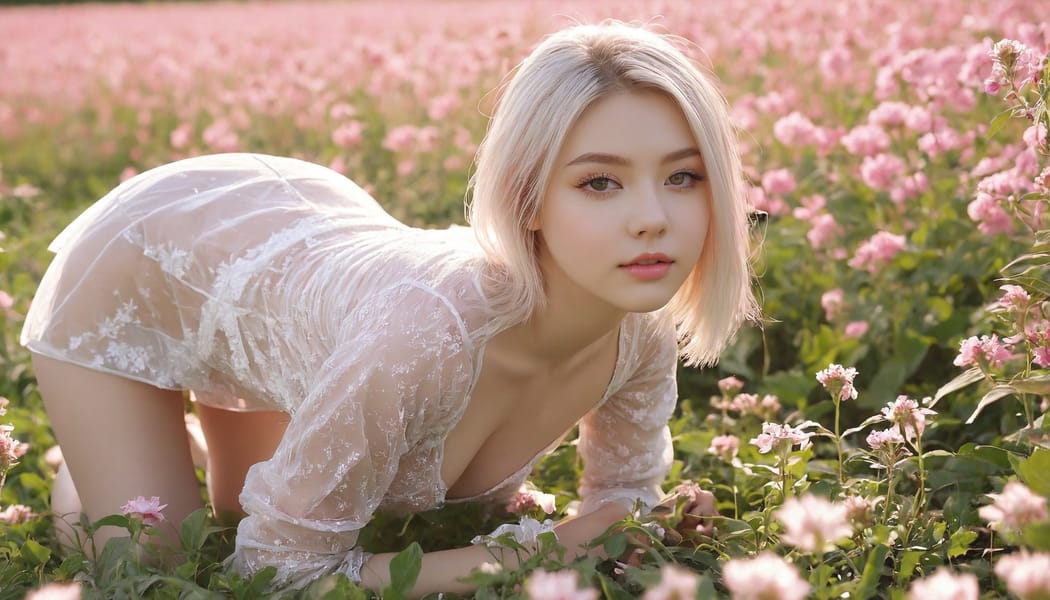 Tags: 21872187, SDXL
{"3": {"inputs": {"seed": 754574971368689, "steps": 64, "cfg": 5.85, "sampler_name": "dpmpp_2m", "scheduler": "karras", "denoise": 1.0, "model": ["27", 0], "positive": ["6", 0], "negative": ["7", 0], "latent_image": ["5", 0]}, "class_type": "KSampler"}, "4": {"inputs": {"ckpt_name": "juggernautxl.safetensors"}, "class_type": "CheckpointLoaderSimple"}, "5": {"inputs": {"width": 1344, "height": 768, "batch_size": 1}, "class_type": "EmptyLatentImage"}, "6": {"inputs": {"text": "21 year old girl, (beautiful eyes:1.10), (detailed face:1.06), (temptress:1.11), (blush:1.04), (cute:1.07), (double eyelids:1.06), (seductive facial expression:1.14), (sexy lips:1.08), (pale skin:1.01), (seductive pose:1.12), (eyelashes:0.95), (on all fours:1.03), (spreading ass cheeks:1.07), (from behind:1.10), (backboob:0.99), wearing (translucent clothes:0.97) on a flower field, (candid cinema:1.05), (portra:1.01), (skin fuzz:1.05), (soft lighting:1.00), (film:1.01), (natural looking skin:1.06), (textured skin:1.03), (detailed skin:1.02), (RAW:1.02)", "clip": ["27", 1]}, "class_type": "CLIPTextEncode"}, "7": {"inputs": {"text": "(worst quality:1.12), (bad hands:1.11), (distorted:1.14), (low resolution:1.14), (open mouth:1.05), (watermark:1.10), (twisted:1.08)", "clip": ["27", 1]}, "class_type": "CLIPTextEncode"}, "8": {"inputs": {"samples": ["3", 0], "vae": ["4", 2]}, "class_type": "VAEDecode"}, "25": {"inputs": {"lora_name": "nudify_xl.safetensors", "strength_model": 0.03, "strength_clip": 0.12, "model": ["4", 0], "clip": ["4", 1]}, "class_type": "LoraLoader"}, "26": {"inputs": {"lora_name": "shirtlift_SDXL_v2.safetensors", "strength_model": 0.06, "strength_clip": 0.01, "model": ["25", 0], "clip": ["25", 1]}, "class_type": "LoraLoader"}, "27": {"inputs": {"lora_name": "PerfectEyesXL.safetensors", "strength_model": 0.06, "strength_clip": 0.18, "model": ["26", 0], "clip": ["26", 1]}, "class_type": "LoraLoader"}, "30": {"inputs": {"model_name": "4x_NMKD-Superscale-SP_178000_G.pth"}, "class_type": "UpscaleModelLoader"}, "31": {"inputs": {"upscale_model": ["30", 0], "image": ["8", 0]}, "class_type": "ImageUpscaleWithModel"}, "32": {"inputs": {"upscale_method": "lanczos", "scale_by": 0.5, "image": ["31", 0]}, "class_type": "ImageScaleBy"}, "33": {"inputs": {"pixels": ["32", 0], "vae": ["4", 2]}, "class_type": "VAEEncode"}, "34": {"inputs": {"seed": 754574971368689, "steps": 64, "cfg": 5.85, "sampler_name": "dpmpp_2m", "scheduler": "karras", "denoise": 0.3, "model": ["27", 0], "positive": ["6", 0], "negative": ["7", 0], "latent_image": ["33", 0]}, "class_type": "KSampler"}, "36": {"inputs": {"samples": ["34", 0], "vae": ["4", 2]}, "class_type": "VAEDecode"}, "39": {"inputs": {"filename_prefix": "comfyapi-1731222709126", "images": ["36", 0]}, "class_type": "SaveImage"}}