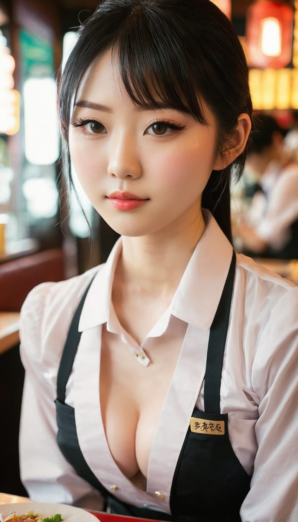 Tags: 21872187, SDXL
{"3": {"inputs": {"seed": 806883040606063, "steps": 64, "cfg": 6.45, "sampler_name": "dpmpp_2m", "scheduler": "karras", "denoise": 1.0, "model": ["27", 0], "positive": ["6", 0], "negative": ["7", 0], "latent_image": ["5", 0]}, "class_type": "KSampler"}, "4": {"inputs": {"ckpt_name": "juggernautxl.safetensors"}, "class_type": "CheckpointLoaderSimple"}, "5": {"inputs": {"width": 768, "height": 1344, "batch_size": 1}, "class_type": "EmptyLatentImage"}, "6": {"inputs": {"text": "19 year old girl, (japanese:1.10), (eyelashes:1.01), (sexy lips:1.11), (idol:0.97), (temptress:1.08), (blush:1.11), (detailed face:1.05), (beautiful eyes:1.05), (pale skin:1.11), (slim:1.14), (seductive facial expression:1.05), (cute:1.04), (on all fours:1.02), (spreading ass cheeks:1.13), (from behind:0.98), (backboob:1.14), (a waitress in uniform:1.06) working at a restaurant, (soft lighting:1.08), (skin fuzz:1.08), (film:1.04), (textured skin:1.09), (RAW:1.04), (natural looking skin:1.03), (detailed skin:1.05), (candid cinema:1.08), (portra:1.00)", "clip": ["27", 1]}, "class_type": "CLIPTextEncode"}, "7": {"inputs": {"text": "(watermark:1.14), (open mouth:1.13), (distorted:1.07), (bad hands:1.10), (low resolution:1.12), (twisted:1.07), (worst quality:1.14)", "clip": ["27", 1]}, "class_type": "CLIPTextEncode"}, "8": {"inputs": {"samples": ["3", 0], "vae": ["4", 2]}, "class_type": "VAEDecode"}, "25": {"inputs": {"lora_name": "nudify_xl.safetensors", "strength_model": 0.09, "strength_clip": 0.27, "model": ["4", 0], "clip": ["4", 1]}, "class_type": "LoraLoader"}, "26": {"inputs": {"lora_name": "shirtlift_SDXL_v2.safetensors", "strength_model": 0.01, "strength_clip": 0.12, "model": ["25", 0], "clip": ["25", 1]}, "class_type": "LoraLoader"}, "27": {"inputs": {"lora_name": "PerfectEyesXL.safetensors", "strength_model": 0.02, "strength_clip": 0.07, "model": ["26", 0], "clip": ["26", 1]}, "class_type": "LoraLoader"}, "30": {"inputs": {"model_name": "4x_NMKD-Superscale-SP_178000_G.pth"}, "class_type": "UpscaleModelLoader"}, "31": {"inputs": {"upscale_model": ["30", 0], "image": ["8", 0]}, "class_type": "ImageUpscaleWithModel"}, "32": {"inputs": {"upscale_method": "lanczos", "scale_by": 0.5, "image": ["31", 0]}, "class_type": "ImageScaleBy"}, "33": {"inputs": {"pixels": ["32", 0], "vae": ["4", 2]}, "class_type": "VAEEncode"}, "34": {"inputs": {"seed": 806883040606063, "steps": 64, "cfg": 6.45, "sampler_name": "dpmpp_2m", "scheduler": "karras", "denoise": 0.3, "model": ["27", 0], "positive": ["6", 0], "negative": ["7", 0], "latent_image": ["33", 0]}, "class_type": "KSampler"}, "36": {"inputs": {"samples": ["34", 0], "vae": ["4", 2]}, "class_type": "VAEDecode"}, "39": {"inputs": {"filename_prefix": "comfyapi-1715929881636", "images": ["36", 0]}, "class_type": "SaveImage"}}