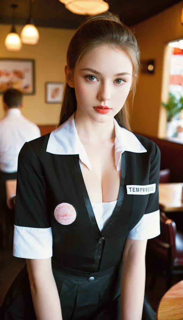 Tags: 21872187, SDXL
{"3": {"inputs": {"seed": 935947910876972, "steps": 64, "cfg": 6.74, "sampler_name": "dpmpp_2m", "scheduler": "karras", "denoise": 1.0, "model": ["27", 0], "positive": ["6", 0], "negative": ["7", 0], "latent_image": ["5", 0]}, "class_type": "KSampler"}, "4": {"inputs": {"ckpt_name": "leosamsHelloworldSDXL_helloworldSDXL32DPO.safetensors"}, "class_type": "CheckpointLoaderSimple"}, "5": {"inputs": {"width": 768, "height": 1344, "batch_size": 1}, "class_type": "EmptyLatentImage"}, "6": {"inputs": {"text": "20 year old girl, (sexy lips:1.07), (eyelashes:1.01), (slim:1.10), (cute:1.04), (idol:1.13), (seductive facial expression:1.02), (pale skin:1.01), (detailed face:0.99), (seductive pose:0.99), (blush:0.95), (beautiful eyes:1.05), (temptress:1.00), (in a seductive pose:1.12), (large perky breasts:1.09), (cleavage:1.05), (thigh gap:0.99), (a waitress in uniform:1.11) working at a restaurant, (soft lighting:1.07), (film:1.03), (natural looking skin:1.05), (portra:1.01), (RAW:1.07), (skin fuzz:1.04), (candid cinema:1.08), (detailed skin:1.08), (textured skin:1.08)", "clip": ["27", 1]}, "class_type": "CLIPTextEncode"}, "7": {"inputs": {"text": "(open mouth:1.09), (watermark:1.12), (low resolution:1.07), (bad hands:1.05), (worst quality:1.14), (twisted:1.06)", "clip": ["27", 1]}, "class_type": "CLIPTextEncode"}, "8": {"inputs": {"samples": ["3", 0], "vae": ["4", 2]}, "class_type": "VAEDecode"}, "25": {"inputs": {"lora_name": "nudify_xl.safetensors", "strength_model": 0.28, "strength_clip": 0.31, "model": ["4", 0], "clip": ["4", 1]}, "class_type": "LoraLoader"}, "26": {"inputs": {"lora_name": "shirtlift_SDXL_v2.safetensors", "strength_model": 0.08, "strength_clip": 0.05, "model": ["25", 0], "clip": ["25", 1]}, "class_type": "LoraLoader"}, "27": {"inputs": {"lora_name": "PerfectEyesXL.safetensors", "strength_model": 0.03, "strength_clip": 0.12, "model": ["26", 0], "clip": ["26", 1]}, "class_type": "LoraLoader"}, "30": {"inputs": {"model_name": "4x_NMKD-Superscale-SP_178000_G.pth"}, "class_type": "UpscaleModelLoader"}, "31": {"inputs": {"upscale_model": ["30", 0], "image": ["8", 0]}, "class_type": "ImageUpscaleWithModel"}, "32": {"inputs": {"upscale_method": "lanczos", "scale_by": 0.5, "image": ["31", 0]}, "class_type": "ImageScaleBy"}, "33": {"inputs": {"pixels": ["32", 0], "vae": ["4", 2]}, "class_type": "VAEEncode"}, "34": {"inputs": {"seed": 935947910876972, "steps": 64, "cfg": 6.74, "sampler_name": "dpmpp_2m", "scheduler": "karras", "denoise": 0.3, "model": ["27", 0], "positive": ["6", 0], "negative": ["7", 0], "latent_image": ["33", 0]}, "class_type": "KSampler"}, "36": {"inputs": {"samples": ["34", 0], "vae": ["4", 2]}, "class_type": "VAEDecode"}, "39": {"inputs": {"filename_prefix": "comfyapi-1707849570181", "images": ["36", 0]}, "class_type": "SaveImage"}}