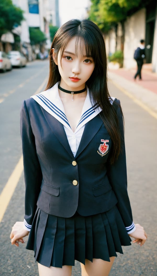 Tags: 21872187, SDXL
{"3": {"inputs": {"seed": 493967697070766, "steps": 64, "cfg": 7.81, "sampler_name": "dpmpp_2m", "scheduler": "karras", "denoise": 1.0, "model": ["27", 0], "positive": ["6", 0], "negative": ["7", 0], "latent_image": ["5", 0]}, "class_type": "KSampler"}, "4": {"inputs": {"ckpt_name": "helloworldxl.safetensors"}, "class_type": "CheckpointLoaderSimple"}, "5": {"inputs": {"width": 768, "height": 1344, "batch_size": 1}, "class_type": "EmptyLatentImage"}, "6": {"inputs": {"text": "20 year old girl, (korean:1.06), (seductive facial expression:1.13), (blush:0.95), (double eyelids:1.12), (seductive pose:1.03), (beautiful eyes:1.10), (eyelashes:1.03), (pale skin:1.09), (idol:1.00), (sexy lips:1.13), (detailed face:0.99), (cute:0.98), (slim:1.10), (temptress:1.05), (in a seductive pose:0.99), (large perky breasts:1.03), (cleavage:1.07), (thigh gap:1.07), (school uniform:1.09), choker, busy street, (portra:1.02), (textured skin:1.09), (skin fuzz:1.07), (natural looking skin:1.03), (detailed skin:1.00), (candid cinema:1.00), (soft lighting:1.00), (film:1.07), (RAW:1.08)", "clip": ["27", 1]}, "class_type": "CLIPTextEncode"}, "7": {"inputs": {"text": "(worst quality:1.12), (low resolution:1.09), (twisted:1.14), (bad hands:1.13), (distorted:1.05), (watermark:1.12), (open mouth:1.06)", "clip": ["27", 1]}, "class_type": "CLIPTextEncode"}, "8": {"inputs": {"samples": ["3", 0], "vae": ["4", 2]}, "class_type": "VAEDecode"}, "25": {"inputs": {"lora_name": "nudify_xl.safetensors", "strength_model": 0.39, "strength_clip": 0.04, "model": ["4", 0], "clip": ["4", 1]}, "class_type": "LoraLoader"}, "26": {"inputs": {"lora_name": "shirtlift_SDXL_v2.safetensors", "strength_model": 0.16, "strength_clip": 0.05, "model": ["25", 0], "clip": ["25", 1]}, "class_type": "LoraLoader"}, "27": {"inputs": {"lora_name": "PerfectEyesXL.safetensors", "strength_model": 0.04, "strength_clip": 0.02, "model": ["26", 0], "clip": ["26", 1]}, "class_type": "LoraLoader"}, "30": {"inputs": {"model_name": "4x_NMKD-Superscale-SP_178000_G.pth"}, "class_type": "UpscaleModelLoader"}, "31": {"inputs": {"upscale_model": ["30", 0], "image": ["8", 0]}, "class_type": "ImageUpscaleWithModel"}, "32": {"inputs": {"upscale_method": "lanczos", "scale_by": 0.5, "image": ["31", 0]}, "class_type": "ImageScaleBy"}, "33": {"inputs": {"pixels": ["32", 0], "vae": ["4", 2]}, "class_type": "VAEEncode"}, "34": {"inputs": {"seed": 493967697070766, "steps": 64, "cfg": 7.81, "sampler_name": "dpmpp_2m", "scheduler": "karras", "denoise": 0.3, "model": ["27", 0], "positive": ["6", 0], "negative": ["7", 0], "latent_image": ["33", 0]}, "class_type": "KSampler"}, "36": {"inputs": {"samples": ["34", 0], "vae": ["4", 2]}, "class_type": "VAEDecode"}, "39": {"inputs": {"filename_prefix": "comfyapi-1732913927220", "images": ["36", 0]}, "class_type": "SaveImage"}}