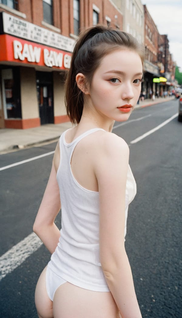 Tags: 21872187, SDXL
{"3": {"inputs": {"seed": 254598305942409, "steps": 32, "cfg": 7.18, "sampler_name": "dpmpp_2m", "scheduler": "karras", "denoise": 1.0, "model": ["27", 0], "positive": ["6", 0], "negative": ["7", 0], "latent_image": ["5", 0]}, "class_type": "KSampler"}, "4": {"inputs": {"ckpt_name": "leosamsHelloworldSDXL_helloworldSDXL32DPO.safetensors"}, "class_type": "CheckpointLoaderSimple"}, "5": {"inputs": {"width": 768, "height": 1344, "batch_size": 1}, "class_type": "EmptyLatentImage"}, "6": {"inputs": {"text": "20 year old girl, (pale skin:1.04), (slim:1.07), (cute:1.00), (idol:0.97), (detailed face:1.00), (beautiful eyes:1.01), (double eyelids:0.99), (sexy lips:1.09), (blush:0.97), (seductive pose:0.99), (temptress:1.14), (eyelashes:1.06), (perky ass:1.03), (exposed ass:1.02), (looking back:0.95), (sexy ass:1.04), (thigh gap:0.97), (white tanktop:0.95), busy street, (portra:1.01), (film:1.05), (RAW:1.06), (textured skin:1.05), (candid cinema:1.09), (soft lighting:1.09), (skin fuzz:1.07), (detailed skin:1.09), (natural looking skin:1.06)", "clip": ["27", 1]}, "class_type": "CLIPTextEncode"}, "7": {"inputs": {"text": "(watermark:1.11), (open mouth:1.12), (low resolution:1.10), (distorted:1.05), (bad hands:1.14), (worst quality:1.12), (twisted:1.12)", "clip": ["27", 1]}, "class_type": "CLIPTextEncode"}, "8": {"inputs": {"samples": ["3", 0], "vae": ["4", 2]}, "class_type": "VAEDecode"}, "25": {"inputs": {"lora_name": "nudify_xl.safetensors", "strength_model": 0.16, "strength_clip": 0.36, "model": ["4", 0], "clip": ["4", 1]}, "class_type": "LoraLoader"}, "26": {"inputs": {"lora_name": "shirtlift_SDXL_v2.safetensors", "strength_model": 0.05, "strength_clip": 0.08, "model": ["25", 0], "clip": ["25", 1]}, "class_type": "LoraLoader"}, "27": {"inputs": {"lora_name": "PerfectEyesXL.safetensors", "strength_model": 0.0, "strength_clip": 0.05, "model": ["26", 0], "clip": ["26", 1]}, "class_type": "LoraLoader"}, "30": {"inputs": {"model_name": "4x_NMKD-Superscale-SP_178000_G.pth"}, "class_type": "UpscaleModelLoader"}, "31": {"inputs": {"upscale_model": ["30", 0], "image": ["8", 0]}, "class_type": "ImageUpscaleWithModel"}, "32": {"inputs": {"upscale_method": "lanczos", "scale_by": 0.5, "image": ["31", 0]}, "class_type": "ImageScaleBy"}, "33": {"inputs": {"pixels": ["32", 0], "vae": ["4", 2]}, "class_type": "VAEEncode"}, "34": {"inputs": {"seed": 254598305942409, "steps": 32, "cfg": 7.18, "sampler_name": "dpmpp_2m", "scheduler": "karras", "denoise": 0.3, "model": ["27", 0], "positive": ["6", 0], "negative": ["7", 0], "latent_image": ["33", 0]}, "class_type": "KSampler"}, "36": {"inputs": {"samples": ["34", 0], "vae": ["4", 2]}, "class_type": "VAEDecode"}, "39": {"inputs": {"filename_prefix": "comfyapi-1707536186015", "images": ["36", 0]}, "class_type": "SaveImage"}}