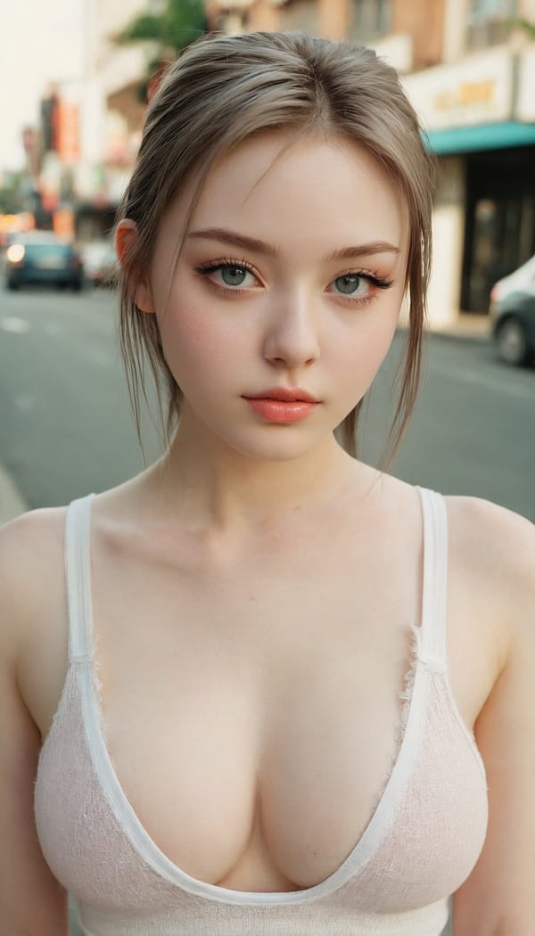 Tags: 21872187, SDXL
{"3": {"inputs": {"seed": 932069970581363, "steps": 32, "cfg": 5.28, "sampler_name": "dpmpp_2m", "scheduler": "karras", "denoise": 1.0, "model": ["27", 0], "positive": ["6", 0], "negative": ["7", 0], "latent_image": ["5", 0]}, "class_type": "KSampler"}, "4": {"inputs": {"ckpt_name": "juggernautxl.safetensors"}, "class_type": "CheckpointLoaderSimple"}, "5": {"inputs": {"width": 768, "height": 1344, "batch_size": 1}, "class_type": "EmptyLatentImage"}, "6": {"inputs": {"text": "19 year old girl, (pale skin:1.08), (sexy lips:1.02), (eyelashes:1.08), (temptress:0.97), (beautiful eyes:1.12), (idol:1.05), (blush:0.98), (seductive pose:0.96), (cute:0.95), (seductive facial expression:1.14), (slim:0.99), (double eyelids:1.08), (in a seductive pose:0.98), (large perky breasts:0.98), (cleavage:1.13), (thigh gap:0.98), (white tanktop:0.95), busy street, (RAW:1.03), (natural looking skin:1.06), (detailed skin:1.04), (portra:1.08), (candid cinema:1.05), (soft lighting:1.09), (skin fuzz:1.06), (film:1.06), (textured skin:1.08)", "clip": ["27", 1]}, "class_type": "CLIPTextEncode"}, "7": {"inputs": {"text": "(bad hands:1.10), (low resolution:1.14), (worst quality:1.11), (watermark:1.14), (twisted:1.12), (distorted:1.10), (open mouth:1.05)", "clip": ["27", 1]}, "class_type": "CLIPTextEncode"}, "8": {"inputs": {"samples": ["3", 0], "vae": ["4", 2]}, "class_type": "VAEDecode"}, "25": {"inputs": {"lora_name": "nudify_xl.safetensors", "strength_model": 0.11, "strength_clip": 0.23, "model": ["4", 0], "clip": ["4", 1]}, "class_type": "LoraLoader"}, "26": {"inputs": {"lora_name": "shirtlift_SDXL_v2.safetensors", "strength_model": 0.03, "strength_clip": 0.02, "model": ["25", 0], "clip": ["25", 1]}, "class_type": "LoraLoader"}, "27": {"inputs": {"lora_name": "PerfectEyesXL.safetensors", "strength_model": 0.1, "strength_clip": 0.17, "model": ["26", 0], "clip": ["26", 1]}, "class_type": "LoraLoader"}, "30": {"inputs": {"model_name": "4x_NMKD-Superscale-SP_178000_G.pth"}, "class_type": "UpscaleModelLoader"}, "31": {"inputs": {"upscale_model": ["30", 0], "image": ["8", 0]}, "class_type": "ImageUpscaleWithModel"}, "32": {"inputs": {"upscale_method": "lanczos", "scale_by": 0.5, "image": ["31", 0]}, "class_type": "ImageScaleBy"}, "33": {"inputs": {"pixels": ["32", 0], "vae": ["4", 2]}, "class_type": "VAEEncode"}, "34": {"inputs": {"seed": 932069970581363, "steps": 32, "cfg": 5.28, "sampler_name": "dpmpp_2m", "scheduler": "karras", "denoise": 0.3, "model": ["27", 0], "positive": ["6", 0], "negative": ["7", 0], "latent_image": ["33", 0]}, "class_type": "KSampler"}, "36": {"inputs": {"samples": ["34", 0], "vae": ["4", 2]}, "class_type": "VAEDecode"}, "39": {"inputs": {"filename_prefix": "comfyapi-1735910919588", "images": ["36", 0]}, "class_type": "SaveImage"}}