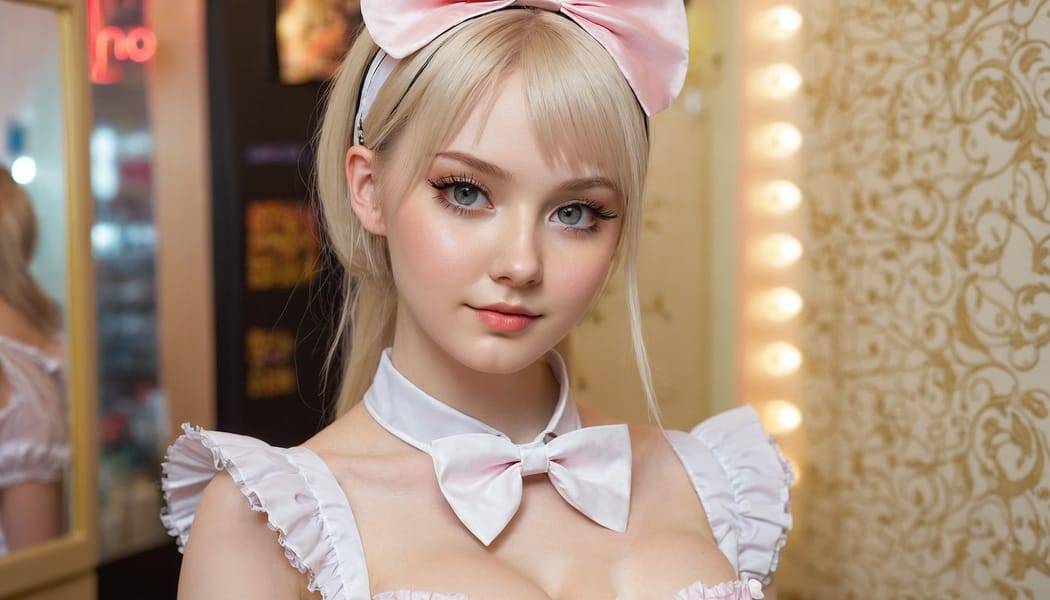 Tags: 21872187, SDXL
{"3": {"inputs": {"seed": 151299592019651, "steps": 64, "cfg": 7.39, "sampler_name": "dpmpp_2m", "scheduler": "karras", "denoise": 1.0, "model": ["27", 0], "positive": ["6", 0], "negative": ["7", 0], "latent_image": ["5", 0]}, "class_type": "KSampler"}, "4": {"inputs": {"ckpt_name": "juggernautxl.safetensors"}, "class_type": "CheckpointLoaderSimple"}, "5": {"inputs": {"width": 1344, "height": 768, "batch_size": 1}, "class_type": "EmptyLatentImage"}, "6": {"inputs": {"text": "20 year old girl, (russian:0.95), (eyelashes:1.14), (slim:1.04), (beautiful eyes:1.02), (pale skin:0.98), (sexy lips:0.98), (seductive facial expression:1.00), (blush:1.02), (cute:0.96), (detailed face:0.96), (temptress:0.96), (idol:1.03), (in a seductive pose:0.98), (large perky breasts:0.99), (cleavage:1.12), (thigh gap:1.13), in a (skimpy maid costume:0.99) working at a maid cafe, choker, bowtie, headband, pleated skirt, (film:1.06), (natural looking skin:1.03), (textured skin:1.08), (skin fuzz:1.07), (RAW:1.08), (portra:1.02), (soft lighting:1.03), (detailed skin:1.05), (candid cinema:1.09)", "clip": ["27", 1]}, "class_type": "CLIPTextEncode"}, "7": {"inputs": {"text": "(worst quality:1.12), (watermark:1.10), (distorted:1.08), (bad hands:1.10), (twisted:1.09), (low resolution:1.13), (open mouth:1.13)", "clip": ["27", 1]}, "class_type": "CLIPTextEncode"}, "8": {"inputs": {"samples": ["3", 0], "vae": ["4", 2]}, "class_type": "VAEDecode"}, "25": {"inputs": {"lora_name": "nudify_xl.safetensors", "strength_model": 0.13, "strength_clip": 0.08, "model": ["4", 0], "clip": ["4", 1]}, "class_type": "LoraLoader"}, "26": {"inputs": {"lora_name": "shirtlift_SDXL_v2.safetensors", "strength_model": 0.11, "strength_clip": 0.15, "model": ["25", 0], "clip": ["25", 1]}, "class_type": "LoraLoader"}, "27": {"inputs": {"lora_name": "PerfectEyesXL.safetensors", "strength_model": 0.11, "strength_clip": 0.14, "model": ["26", 0], "clip": ["26", 1]}, "class_type": "LoraLoader"}, "30": {"inputs": {"model_name": "4x_NMKD-Superscale-SP_178000_G.pth"}, "class_type": "UpscaleModelLoader"}, "31": {"inputs": {"upscale_model": ["30", 0], "image": ["8", 0]}, "class_type": "ImageUpscaleWithModel"}, "32": {"inputs": {"upscale_method": "lanczos", "scale_by": 0.5, "image": ["31", 0]}, "class_type": "ImageScaleBy"}, "33": {"inputs": {"pixels": ["32", 0], "vae": ["4", 2]}, "class_type": "VAEEncode"}, "34": {"inputs": {"seed": 151299592019651, "steps": 64, "cfg": 7.39, "sampler_name": "dpmpp_2m", "scheduler": "karras", "denoise": 0.3, "model": ["27", 0], "positive": ["6", 0], "negative": ["7", 0], "latent_image": ["33", 0]}, "class_type": "KSampler"}, "36": {"inputs": {"samples": ["34", 0], "vae": ["4", 2]}, "class_type": "VAEDecode"}, "39": {"inputs": {"filename_prefix": "comfyapi-1734945997826", "images": ["36", 0]}, "class_type": "SaveImage"}}