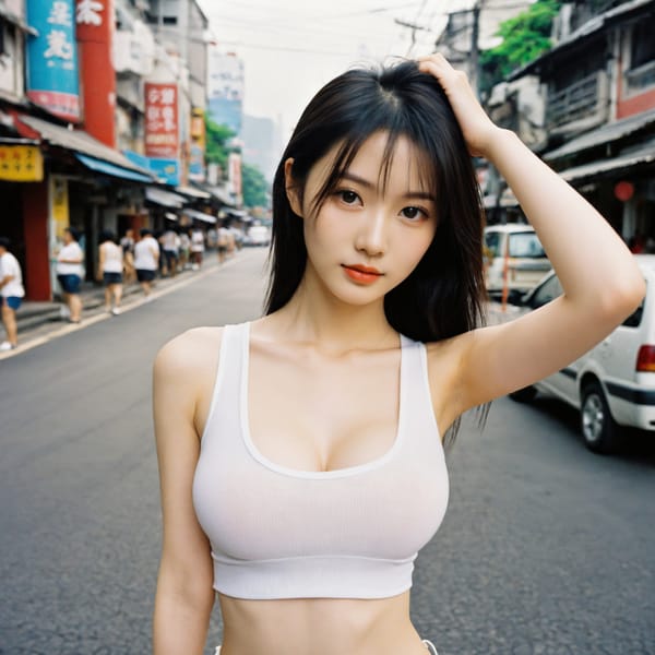 Tags: 21872187, SDXL
{"3": {"inputs": {"seed": 274818988099929, "steps": 64, "cfg": 7.13, "sampler_name": "dpmpp_2m", "scheduler": "karras", "denoise": 1.0, "model": ["27", 0], "positive": ["6", 0], "negative": ["7", 0], "latent_image": ["5", 0]}, "class_type": "KSampler"}, "4": {"inputs": {"ckpt_name": "helloworldxl.safetensors"}, "class_type": "CheckpointLoaderSimple"}, "5": {"inputs": {"width": 1024, "height": 1024, "batch_size": 1}, "class_type": "EmptyLatentImage"}, "6": {"inputs": {"text": "22 year old girl, (taiwanese:1.12), (idol:1.09), (beautiful eyes:1.01), (temptress:1.01), (sexy lips:0.96), (slim:0.96), (cute:1.02), (detailed face:1.03), (double eyelids:1.00), (pale skin:1.09), (seductive pose:1.14), (blush:0.96), (seductive facial expression:1.13), (eyelashes:1.05), (in a seductive pose:0.97), (large perky breasts:1.02), (cleavage:1.08), (thigh gap:1.07), (white tanktop:1.14), busy street, (soft lighting:1.07), (candid cinema:1.02), (natural looking skin:1.00), (RAW:1.09), (portra:1.07), (detailed skin:1.06), (textured skin:1.05), (film:1.05), (skin fuzz:1.07)", "clip": ["27", 1]}, "class_type": "CLIPTextEncode"}, "7": {"inputs": {"text": "(distorted:1.06), (bad hands:1.12), (worst quality:1.05), (watermark:1.08), (open mouth:1.09), (low resolution:1.12), (twisted:1.10)", "clip": ["27", 1]}, "class_type": "CLIPTextEncode"}, "8": {"inputs": {"samples": ["3", 0], "vae": ["4", 2]}, "class_type": "VAEDecode"}, "25": {"inputs": {"lora_name": "nudify_xl.safetensors", "strength_model": 0.22, "strength_clip": 0.09, "model": ["4", 0], "clip": ["4", 1]}, "class_type": "LoraLoader"}, "26": {"inputs": {"lora_name": "shirtlift_SDXL_v2.safetensors", "strength_model": 0.01, "strength_clip": 0.1, "model": ["25", 0], "clip": ["25", 1]}, "class_type": "LoraLoader"}, "27": {"inputs": {"lora_name": "PerfectEyesXL.safetensors", "strength_model": 0.02, "strength_clip": 0.06, "model": ["26", 0], "clip": ["26", 1]}, "class_type": "LoraLoader"}, "30": {"inputs": {"model_name": "4x_NMKD-Superscale-SP_178000_G.pth"}, "class_type": "UpscaleModelLoader"}, "31": {"inputs": {"upscale_model": ["30", 0], "image": ["8", 0]}, "class_type": "ImageUpscaleWithModel"}, "32": {"inputs": {"upscale_method": "lanczos", "scale_by": 0.5, "image": ["31", 0]}, "class_type": "ImageScaleBy"}, "33": {"inputs": {"pixels": ["32", 0], "vae": ["4", 2]}, "class_type": "VAEEncode"}, "34": {"inputs": {"seed": 274818988099929, "steps": 64, "cfg": 7.13, "sampler_name": "dpmpp_2m", "scheduler": "karras", "denoise": 0.3, "model": ["27", 0], "positive": ["6", 0], "negative": ["7", 0], "latent_image": ["33", 0]}, "class_type": "KSampler"}, "36": {"inputs": {"samples": ["34", 0], "vae": ["4", 2]}, "class_type": "VAEDecode"}, "39": {"inputs": {"filename_prefix": "comfyapi-1731663031595", "images": ["36", 0]}, "class_type": "SaveImage"}}