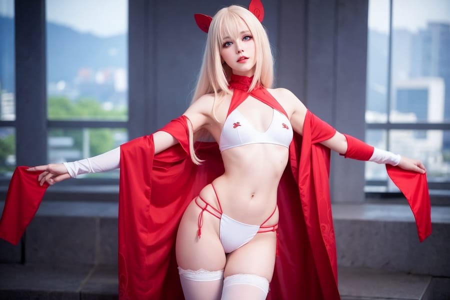 Tags: 21872187
<lora:mix4:0.43>, <lora:taiwanDollLikeness_v20:0.47>, <lora:YaeMiko_Test:0.67>, (ukrainian:0.96), (cosplay:0.92), cosplay exhibition, comiket, posing for camera, <lora:skirtlift-v4:0.98 <lora:Addams:0.28>, extremely detailed face, cute, (photorealistic:1.07), sexy lips, seductive smile, pale skin, full body portrait, RAW, tall, (thigh gap:1.14), delicate and beautiful girl
Negative prompt: drawings, black and white, fat, disfigured, (worst quality:2.02)
Steps: 64, Sampler: DPM++ 2M Karras, CFG scale: 5.47, Seed: 2064759064, Size: 768x512, Model hash: fc2511737a, Model: chilloutmix_NiPrunedFp32Fix, Seed resize from: -1x-1, Denoising strength: 0.35, Version: v1.2.1, Hires upscale: 2.0, Hires steps: 16, Hires upscaler: ESRGAN_4x