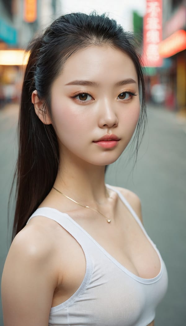 Tags: 21872187, SDXL
{"3": {"inputs": {"seed": 851604465037003, "steps": 64, "cfg": 7.21, "sampler_name": "dpmpp_2m", "scheduler": "karras", "denoise": 1.0, "model": ["27", 0], "positive": ["6", 0], "negative": ["7", 0], "latent_image": ["5", 0]}, "class_type": "KSampler"}, "4": {"inputs": {"ckpt_name": "juggernautxl.safetensors"}, "class_type": "CheckpointLoaderSimple"}, "5": {"inputs": {"width": 768, "height": 1344, "batch_size": 1}, "class_type": "EmptyLatentImage"}, "6": {"inputs": {"text": "21 year old girl, (chinese:1.13), (irish:1.05), (ukrainian:0.95), (pale skin:0.96), (temptress:1.00), (slim:1.14), (blush:0.97), (sexy lips:0.95), (seductive facial expression:1.14), (beautiful eyes:1.08), (detailed face:1.02), (double eyelids:1.11), (cute:0.96), (seductive pose:1.06), (eyelashes:0.96), (idol:0.96), (perky ass:1.01), (exposed ass:0.95), (looking back:1.05), (sexy ass:0.98), (thigh gap:0.95), (white tanktop:1.05), busy street, (soft lighting:1.06), (skin fuzz:1.00), (portra:1.03), (candid cinema:1.06), (textured skin:1.07), (natural looking skin:1.02), (film:1.08), (RAW:1.05), (detailed skin:1.04)", "clip": ["27", 1]}, "class_type": "CLIPTextEncode"}, "7": {"inputs": {"text": "(worst quality:1.12), (twisted:1.14), (distorted:1.14), (bad hands:1.05), (watermark:1.09), (low resolution:1.13), (open mouth:1.13)", "clip": ["27", 1]}, "class_type": "CLIPTextEncode"}, "8": {"inputs": {"samples": ["3", 0], "vae": ["4", 2]}, "class_type": "VAEDecode"}, "25": {"inputs": {"lora_name": "nudify_xl.safetensors", "strength_model": 0.12, "strength_clip": 0.0, "model": ["4", 0], "clip": ["4", 1]}, "class_type": "LoraLoader"}, "26": {"inputs": {"lora_name": "shirtlift_SDXL_v2.safetensors", "strength_model": 0.04, "strength_clip": 0.17, "model": ["25", 0], "clip": ["25", 1]}, "class_type": "LoraLoader"}, "27": {"inputs": {"lora_name": "PerfectEyesXL.safetensors", "strength_model": 0.15, "strength_clip": 0.11, "model": ["26", 0], "clip": ["26", 1]}, "class_type": "LoraLoader"}, "30": {"inputs": {"model_name": "4x_NMKD-Superscale-SP_178000_G.pth"}, "class_type": "UpscaleModelLoader"}, "31": {"inputs": {"upscale_model": ["30", 0], "image": ["8", 0]}, "class_type": "ImageUpscaleWithModel"}, "32": {"inputs": {"upscale_method": "lanczos", "scale_by": 0.5, "image": ["31", 0]}, "class_type": "ImageScaleBy"}, "33": {"inputs": {"pixels": ["32", 0], "vae": ["4", 2]}, "class_type": "VAEEncode"}, "34": {"inputs": {"seed": 851604465037003, "steps": 64, "cfg": 7.21, "sampler_name": "dpmpp_2m", "scheduler": "karras", "denoise": 0.3, "model": ["27", 0], "positive": ["6", 0], "negative": ["7", 0], "latent_image": ["33", 0]}, "class_type": "KSampler"}, "36": {"inputs": {"samples": ["34", 0], "vae": ["4", 2]}, "class_type": "VAEDecode"}, "39": {"inputs": {"filename_prefix": "comfyapi-1732886073348", "images": ["36", 0]}, "class_type": "SaveImage"}}