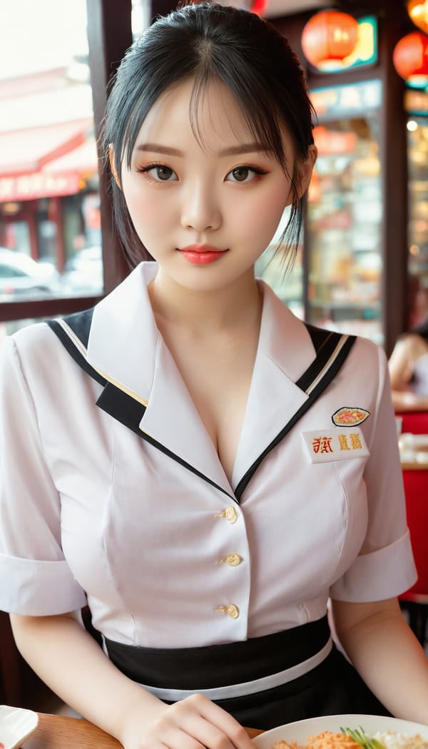 Tags: 21872187, SDXL
{"3": {"inputs": {"seed": 791075318979853, "steps": 64, "cfg": 7.87, "sampler_name": "dpmpp_2m", "scheduler": "karras", "denoise": 1.0, "model": ["27", 0], "positive": ["6", 0], "negative": ["7", 0], "latent_image": ["5", 0]}, "class_type": "KSampler"}, "4": {"inputs": {"ckpt_name": "juggernautxl.safetensors"}, "class_type": "CheckpointLoaderSimple"}, "5": {"inputs": {"width": 768, "height": 1344, "batch_size": 1}, "class_type": "EmptyLatentImage"}, "6": {"inputs": {"text": "18 year old girl, (chinese:1.01), (pale skin:0.98), (detailed face:0.96), (double eyelids:1.01), (cute:1.01), (sexy lips:0.96), (slim:0.97), (idol:1.12), (seductive pose:1.09), (seductive facial expression:1.11), (blush:1.04), (temptress:0.98), (beautiful eyes:1.13), (eyelashes:1.04), (in a seductive pose:1.05), (large perky breasts:1.04), (cleavage:1.02), (thigh gap:1.02), (a waitress in uniform:1.04) working at a restaurant, (film:1.07), (candid cinema:1.09), (RAW:1.06), (portra:1.01), (natural looking skin:1.05), (soft lighting:1.05), (textured skin:1.06), (detailed skin:1.05), (skin fuzz:1.00)", "clip": ["27", 1]}, "class_type": "CLIPTextEncode"}, "7": {"inputs": {"text": "(watermark:1.08), (open mouth:1.07), (twisted:1.09), (bad hands:1.07), (worst quality:1.09), (low resolution:1.06), (distorted:1.05)", "clip": ["27", 1]}, "class_type": "CLIPTextEncode"}, "8": {"inputs": {"samples": ["3", 0], "vae": ["4", 2]}, "class_type": "VAEDecode"}, "25": {"inputs": {"lora_name": "nudify_xl.safetensors", "strength_model": 0.24, "strength_clip": 0.31, "model": ["4", 0], "clip": ["4", 1]}, "class_type": "LoraLoader"}, "26": {"inputs": {"lora_name": "shirtlift_SDXL_v2.safetensors", "strength_model": 0.09, "strength_clip": 0.03, "model": ["25", 0], "clip": ["25", 1]}, "class_type": "LoraLoader"}, "27": {"inputs": {"lora_name": "PerfectEyesXL.safetensors", "strength_model": 0.04, "strength_clip": 0.17, "model": ["26", 0], "clip": ["26", 1]}, "class_type": "LoraLoader"}, "30": {"inputs": {"model_name": "4x_NMKD-Superscale-SP_178000_G.pth"}, "class_type": "UpscaleModelLoader"}, "31": {"inputs": {"upscale_model": ["30", 0], "image": ["8", 0]}, "class_type": "ImageUpscaleWithModel"}, "32": {"inputs": {"upscale_method": "lanczos", "scale_by": 0.5, "image": ["31", 0]}, "class_type": "ImageScaleBy"}, "33": {"inputs": {"pixels": ["32", 0], "vae": ["4", 2]}, "class_type": "VAEEncode"}, "34": {"inputs": {"seed": 791075318979853, "steps": 64, "cfg": 7.87, "sampler_name": "dpmpp_2m", "scheduler": "karras", "denoise": 0.3, "model": ["27", 0], "positive": ["6", 0], "negative": ["7", 0], "latent_image": ["33", 0]}, "class_type": "KSampler"}, "36": {"inputs": {"samples": ["34", 0], "vae": ["4", 2]}, "class_type": "VAEDecode"}, "39": {"inputs": {"filename_prefix": "comfyapi-1713942585674", "images": ["36", 0]}, "class_type": "SaveImage"}}