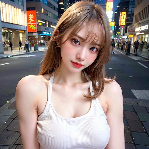 Tags: 21872187
<lora:mix4:0.40>, <lora:JapaneseDollLikeness_v15:0.49>, (white tank top:1.04), (large breasts:0.91), busy street in urban city, <lora:skirtlift-v4:0.93 <lora:Addams:0.32>, extremely detailed eyes, (photorealistic:0.94), sexy lips, seductive smile, eyelashes, pale skin, full body portrait, sharp, hyper realistic, tall, (long slim legs:1.05), solo, (stunningly attractive:1.10)
Negative prompt: paintings, anime, black and white, (worst quality:2.19)
Steps: 32, Sampler: DPM++ 2M Karras, CFG scale: 5.75, Seed: 1438552240, Size: 512x512, Model hash: fc2511737a, Model: chilloutmix_NiPrunedFp32Fix, Seed resize from: -1x-1, Denoising strength: 0.45, Version: v1.2.1, Hires upscale: 2.0, Hires steps: 16, Hires upscaler: ESRGAN_4x