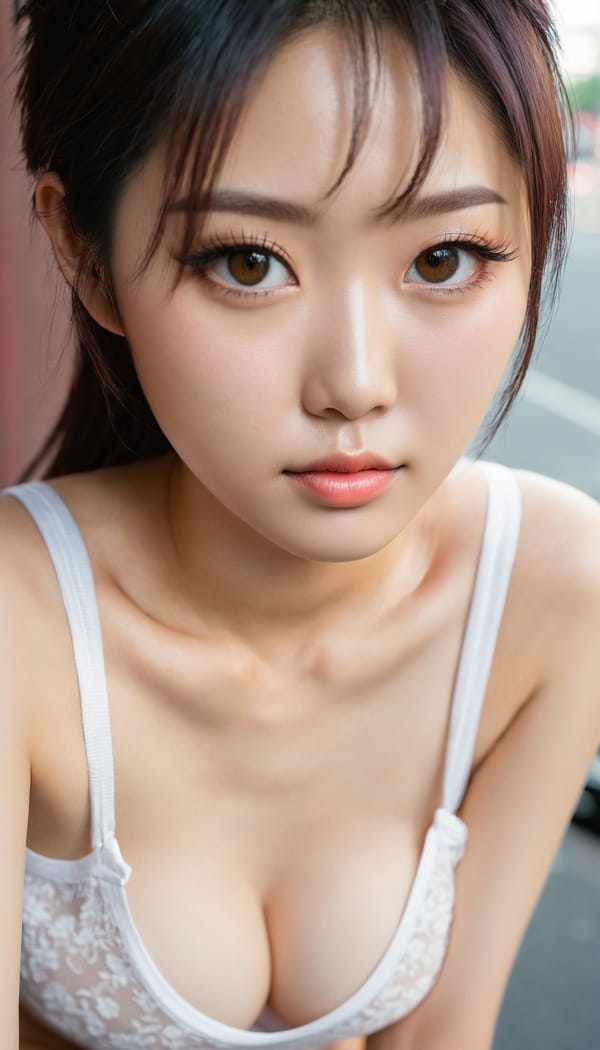 Tags: 21872187, SDXL
{"3": {"inputs": {"seed": 733585669737220, "steps": 64, "cfg": 7.42, "sampler_name": "dpmpp_2m", "scheduler": "karras", "denoise": 1.0, "model": ["27", 0], "positive": ["6", 0], "negative": ["7", 0], "latent_image": ["5", 0]}, "class_type": "KSampler"}, "4": {"inputs": {"ckpt_name": "juggernautxl.safetensors"}, "class_type": "CheckpointLoaderSimple"}, "5": {"inputs": {"width": 768, "height": 1344, "batch_size": 1}, "class_type": "EmptyLatentImage"}, "6": {"inputs": {"text": "28 year old girl, (chinese:1.05), (korean:0.97), (japanese:1.12), (detailed face:1.01), (double eyelids:1.01), (beautiful eyes:1.11), (seductive pose:1.07), (seductive facial expression:1.04), (idol:1.01), (temptress:1.11), (blush:1.07), (slim:1.09), (pale skin:0.97), (eyelashes:1.06), (sexy lips:1.02), (cute:1.13), (in a seductive pose:0.99), (large perky breasts:0.98), (cleavage:1.07), (thigh gap:0.98), (white tanktop:1.09), busy street, (detailed skin:1.04), (skin fuzz:1.06), (textured skin:1.00), (natural looking skin:1.03), (candid cinema:1.07), (portra:1.03), (RAW:1.06), (soft lighting:1.04), (film:1.09)", "clip": ["27", 1]}, "class_type": "CLIPTextEncode"}, "7": {"inputs": {"text": "(open mouth:1.13), (worst quality:1.11), (low resolution:1.10), (bad hands:1.09), (watermark:1.12), (distorted:1.08), (twisted:1.10)", "clip": ["27", 1]}, "class_type": "CLIPTextEncode"}, "8": {"inputs": {"samples": ["3", 0], "vae": ["4", 2]}, "class_type": "VAEDecode"}, "25": {"inputs": {"lora_name": "nudify_xl.safetensors", "strength_model": 0.28, "strength_clip": 0.19, "model": ["4", 0], "clip": ["4", 1]}, "class_type": "LoraLoader"}, "26": {"inputs": {"lora_name": "shirtlift_SDXL_v2.safetensors", "strength_model": 0.0, "strength_clip": 0.18, "model": ["25", 0], "clip": ["25", 1]}, "class_type": "LoraLoader"}, "27": {"inputs": {"lora_name": "PerfectEyesXL.safetensors", "strength_model": 0.06, "strength_clip": 0.0, "model": ["26", 0], "clip": ["26", 1]}, "class_type": "LoraLoader"}, "30": {"inputs": {"model_name": "4x_NMKD-Superscale-SP_178000_G.pth"}, "class_type": "UpscaleModelLoader"}, "31": {"inputs": {"upscale_model": ["30", 0], "image": ["8", 0]}, "class_type": "ImageUpscaleWithModel"}, "32": {"inputs": {"upscale_method": "lanczos", "scale_by": 0.5, "image": ["31", 0]}, "class_type": "ImageScaleBy"}, "33": {"inputs": {"pixels": ["32", 0], "vae": ["4", 2]}, "class_type": "VAEEncode"}, "34": {"inputs": {"seed": 733585669737220, "steps": 64, "cfg": 7.42, "sampler_name": "dpmpp_2m", "scheduler": "karras", "denoise": 0.3, "model": ["27", 0], "positive": ["6", 0], "negative": ["7", 0], "latent_image": ["33", 0]}, "class_type": "KSampler"}, "36": {"inputs": {"samples": ["34", 0], "vae": ["4", 2]}, "class_type": "VAEDecode"}, "39": {"inputs": {"filename_prefix": "comfyapi-1718510852553", "images": ["36", 0]}, "class_type": "SaveImage"}}