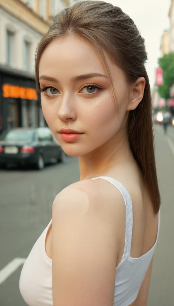 Tags: 21872187, SDXL
{"3": {"inputs": {"seed": 995805797147637, "steps": 64, "cfg": 6.17, "sampler_name": "dpmpp_2m", "scheduler": "karras", "denoise": 1.0, "model": ["27", 0], "positive": ["6", 0], "negative": ["7", 0], "latent_image": ["5", 0]}, "class_type": "KSampler"}, "4": {"inputs": {"ckpt_name": "juggernautxl.safetensors"}, "class_type": "CheckpointLoaderSimple"}, "5": {"inputs": {"width": 768, "height": 1344, "batch_size": 1}, "class_type": "EmptyLatentImage"}, "6": {"inputs": {"text": "24 year old girl, (russian:1.06), (idol:0.98), (double eyelids:1.09), (blush:1.00), (slim:1.05), (pale skin:1.00), (temptress:1.02), (sexy lips:1.13), (beautiful eyes:1.08), (eyelashes:0.95), (seductive pose:1.01), (seductive facial expression:1.08), (detailed face:0.95), (perky ass:1.02), (exposed ass:0.99), (looking back:1.08), (sexy ass:1.11), (thigh gap:1.02), (white tanktop:1.01), busy street, (candid cinema:1.01), (RAW:1.03), (detailed skin:1.00), (film:1.03), (skin fuzz:1.04), (soft lighting:1.03), (textured skin:1.08), (portra:1.03), (natural looking skin:1.03)", "clip": ["27", 1]}, "class_type": "CLIPTextEncode"}, "7": {"inputs": {"text": "(open mouth:1.12), (low resolution:1.07), (watermark:1.08), (worst quality:1.12), (bad hands:1.11), (distorted:1.08), (twisted:1.05)", "clip": ["27", 1]}, "class_type": "CLIPTextEncode"}, "8": {"inputs": {"samples": ["3", 0], "vae": ["4", 2]}, "class_type": "VAEDecode"}, "25": {"inputs": {"lora_name": "nudify_xl.safetensors", "strength_model": 0.3, "strength_clip": 0.39, "model": ["4", 0], "clip": ["4", 1]}, "class_type": "LoraLoader"}, "26": {"inputs": {"lora_name": "shirtlift_SDXL_v2.safetensors", "strength_model": 0.04, "strength_clip": 0.03, "model": ["25", 0], "clip": ["25", 1]}, "class_type": "LoraLoader"}, "27": {"inputs": {"lora_name": "PerfectEyesXL.safetensors", "strength_model": 0.15, "strength_clip": 0.12, "model": ["26", 0], "clip": ["26", 1]}, "class_type": "LoraLoader"}, "30": {"inputs": {"model_name": "4x_NMKD-Superscale-SP_178000_G.pth"}, "class_type": "UpscaleModelLoader"}, "31": {"inputs": {"upscale_model": ["30", 0], "image": ["8", 0]}, "class_type": "ImageUpscaleWithModel"}, "32": {"inputs": {"upscale_method": "lanczos", "scale_by": 0.5, "image": ["31", 0]}, "class_type": "ImageScaleBy"}, "33": {"inputs": {"pixels": ["32", 0], "vae": ["4", 2]}, "class_type": "VAEEncode"}, "34": {"inputs": {"seed": 995805797147637, "steps": 64, "cfg": 6.17, "sampler_name": "dpmpp_2m", "scheduler": "karras", "denoise": 0.3, "model": ["27", 0], "positive": ["6", 0], "negative": ["7", 0], "latent_image": ["33", 0]}, "class_type": "KSampler"}, "36": {"inputs": {"samples": ["34", 0], "vae": ["4", 2]}, "class_type": "VAEDecode"}, "39": {"inputs": {"filename_prefix": "comfyapi-1728090961384", "images": ["36", 0]}, "class_type": "SaveImage"}}