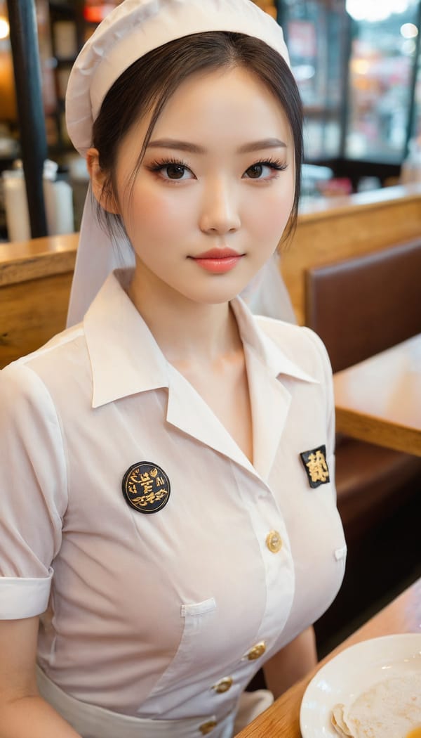 Tags: 21872187, SDXL
{"3": {"inputs": {"seed": 914879525366672, "steps": 64, "cfg": 5.51, "sampler_name": "dpmpp_2m", "scheduler": "karras", "denoise": 1.0, "model": ["27", 0], "positive": ["6", 0], "negative": ["7", 0], "latent_image": ["5", 0]}, "class_type": "KSampler"}, "4": {"inputs": {"ckpt_name": "juggernautxl.safetensors"}, "class_type": "CheckpointLoaderSimple"}, "5": {"inputs": {"width": 768, "height": 1344, "batch_size": 1}, "class_type": "EmptyLatentImage"}, "6": {"inputs": {"text": "24 year old girl, (irish:1.11), (chinese:1.11), (japanese:0.95), (ukrainian:1.04), (cute:1.11), (eyelashes:1.03), (sexy lips:1.07), (blush:1.01), (temptress:1.11), (idol:1.14), (beautiful eyes:1.07), (pale skin:1.02), (seductive pose:1.00), (detailed face:0.96), (double eyelids:1.02), (slim:0.99), (seductive facial expression:0.99), (in a seductive pose:1.05), (large perky breasts:1.01), (cleavage:0.96), (thigh gap:1.10), (a waitress in uniform:1.06) working at a restaurant, (natural looking skin:1.07), (film:1.09), (detailed skin:1.09), (textured skin:1.03), (RAW:1.04), (skin fuzz:1.05), (candid cinema:1.04), (soft lighting:1.05), (portra:1.04)", "clip": ["27", 1]}, "class_type": "CLIPTextEncode"}, "7": {"inputs": {"text": "(open mouth:1.11), (low resolution:1.05), (watermark:1.06), (bad hands:1.10), (twisted:1.13), (distorted:1.14), (worst quality:1.09)", "clip": ["27", 1]}, "class_type": "CLIPTextEncode"}, "8": {"inputs": {"samples": ["3", 0], "vae": ["4", 2]}, "class_type": "VAEDecode"}, "25": {"inputs": {"lora_name": "nudify_xl.safetensors", "strength_model": 0.25, "strength_clip": 0.13, "model": ["4", 0], "clip": ["4", 1]}, "class_type": "LoraLoader"}, "26": {"inputs": {"lora_name": "shirtlift_SDXL_v2.safetensors", "strength_model": 0.05, "strength_clip": 0.19, "model": ["25", 0], "clip": ["25", 1]}, "class_type": "LoraLoader"}, "27": {"inputs": {"lora_name": "PerfectEyesXL.safetensors", "strength_model": 0.17, "strength_clip": 0.06, "model": ["26", 0], "clip": ["26", 1]}, "class_type": "LoraLoader"}, "30": {"inputs": {"model_name": "4x_NMKD-Superscale-SP_178000_G.pth"}, "class_type": "UpscaleModelLoader"}, "31": {"inputs": {"upscale_model": ["30", 0], "image": ["8", 0]}, "class_type": "ImageUpscaleWithModel"}, "32": {"inputs": {"upscale_method": "lanczos", "scale_by": 0.5, "image": ["31", 0]}, "class_type": "ImageScaleBy"}, "33": {"inputs": {"pixels": ["32", 0], "vae": ["4", 2]}, "class_type": "VAEEncode"}, "34": {"inputs": {"seed": 914879525366672, "steps": 64, "cfg": 5.51, "sampler_name": "dpmpp_2m", "scheduler": "karras", "denoise": 0.3, "model": ["27", 0], "positive": ["6", 0], "negative": ["7", 0], "latent_image": ["33", 0]}, "class_type": "KSampler"}, "36": {"inputs": {"samples": ["34", 0], "vae": ["4", 2]}, "class_type": "VAEDecode"}, "39": {"inputs": {"filename_prefix": "comfyapi-1713471552174", "images": ["36", 0]}, "class_type": "SaveImage"}}