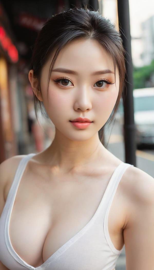 Tags: 21872187, SDXL
{"3": {"inputs": {"seed": 223875109550272, "steps": 64, "cfg": 5.76, "sampler_name": "dpmpp_2m", "scheduler": "karras", "denoise": 1.0, "model": ["27", 0], "positive": ["6", 0], "negative": ["7", 0], "latent_image": ["5", 0]}, "class_type": "KSampler"}, "4": {"inputs": {"ckpt_name": "juggernautxl.safetensors"}, "class_type": "CheckpointLoaderSimple"}, "5": {"inputs": {"width": 768, "height": 1344, "batch_size": 1}, "class_type": "EmptyLatentImage"}, "6": {"inputs": {"text": "20 year old girl, (taiwanese:1.12), (ukrainian:1.06), (chinese:1.05), (cute:1.13), (seductive pose:1.00), (pale skin:1.04), (sexy lips:1.11), (detailed face:1.06), (eyelashes:1.05), (idol:1.10), (temptress:1.10), (slim:1.02), (blush:1.13), (double eyelids:1.04), (seductive facial expression:1.05), (beautiful eyes:1.10), (in a seductive pose:0.99), (large perky breasts:1.05), (cleavage:1.13), (thigh gap:1.03), (white tanktop:0.97), busy street, (natural looking skin:1.07), (soft lighting:1.03), (textured skin:1.06), (portra:1.05), (skin fuzz:1.05), (RAW:1.08), (film:1.00), (detailed skin:1.03), (candid cinema:1.05)", "clip": ["27", 1]}, "class_type": "CLIPTextEncode"}, "7": {"inputs": {"text": "(open mouth:1.14), (watermark:1.12), (low resolution:1.06), (bad hands:1.07), (worst quality:1.09), (distorted:1.12), (twisted:1.12)", "clip": ["27", 1]}, "class_type": "CLIPTextEncode"}, "8": {"inputs": {"samples": ["3", 0], "vae": ["4", 2]}, "class_type": "VAEDecode"}, "25": {"inputs": {"lora_name": "nudify_xl.safetensors", "strength_model": 0.11, "strength_clip": 0.27, "model": ["4", 0], "clip": ["4", 1]}, "class_type": "LoraLoader"}, "26": {"inputs": {"lora_name": "shirtlift_SDXL_v2.safetensors", "strength_model": 0.1, "strength_clip": 0.0, "model": ["25", 0], "clip": ["25", 1]}, "class_type": "LoraLoader"}, "27": {"inputs": {"lora_name": "PerfectEyesXL.safetensors", "strength_model": 0.03, "strength_clip": 0.05, "model": ["26", 0], "clip": ["26", 1]}, "class_type": "LoraLoader"}, "30": {"inputs": {"model_name": "4x_NMKD-Superscale-SP_178000_G.pth"}, "class_type": "UpscaleModelLoader"}, "31": {"inputs": {"upscale_model": ["30", 0], "image": ["8", 0]}, "class_type": "ImageUpscaleWithModel"}, "32": {"inputs": {"upscale_method": "lanczos", "scale_by": 0.5, "image": ["31", 0]}, "class_type": "ImageScaleBy"}, "33": {"inputs": {"pixels": ["32", 0], "vae": ["4", 2]}, "class_type": "VAEEncode"}, "34": {"inputs": {"seed": 223875109550272, "steps": 64, "cfg": 5.76, "sampler_name": "dpmpp_2m", "scheduler": "karras", "denoise": 0.3, "model": ["27", 0], "positive": ["6", 0], "negative": ["7", 0], "latent_image": ["33", 0]}, "class_type": "KSampler"}, "36": {"inputs": {"samples": ["34", 0], "vae": ["4", 2]}, "class_type": "VAEDecode"}, "39": {"inputs": {"filename_prefix": "comfyapi-1725783620088", "images": ["36", 0]}, "class_type": "SaveImage"}}